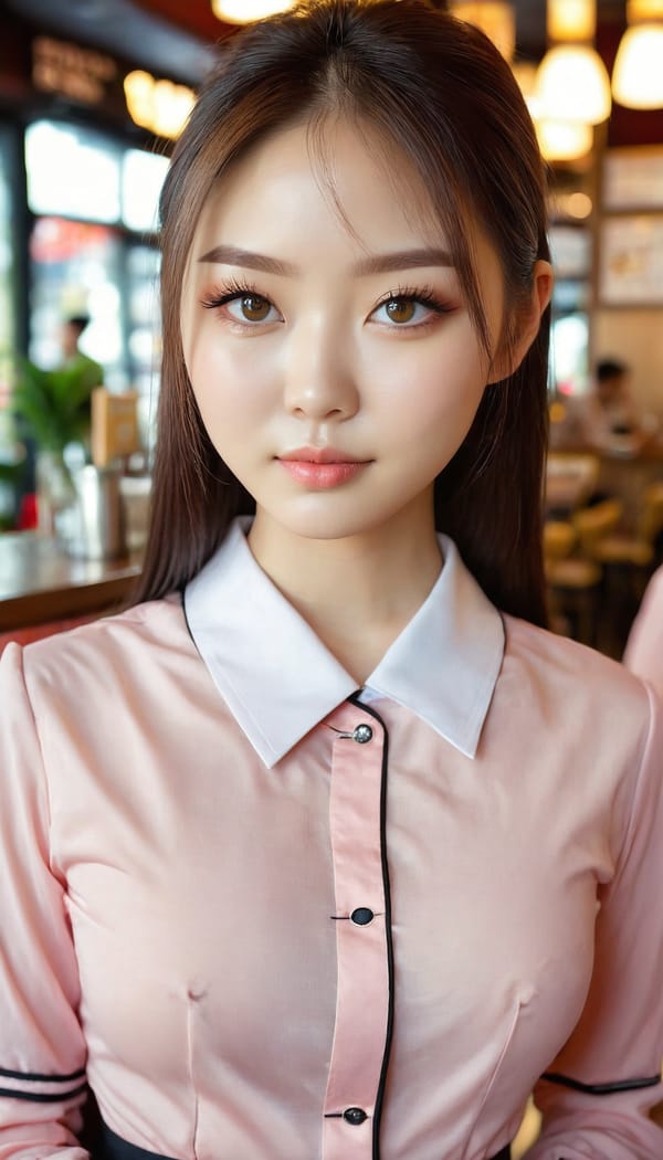 Tags: 21872187, SDXL
{"3": {"inputs": {"seed": 779834014349858, "steps": 64, "cfg": 7.67, "sampler_name": "dpmpp_2m", "scheduler": "karras", "denoise": 1.0, "model": ["27", 0], "positive": ["6", 0], "negative": ["7", 0], "latent_image": ["5", 0]}, "class_type": "KSampler"}, "4": {"inputs": {"ckpt_name": "juggernautxl.safetensors"}, "class_type": "CheckpointLoaderSimple"}, "5": {"inputs": {"width": 768, "height": 1344, "batch_size": 1}, "class_type": "EmptyLatentImage"}, "6": {"inputs": {"text": "26 year old girl, (korean:0.99), (russian:1.00), (ukrainian:1.00), (beautiful eyes:0.99), (slim:0.99), (eyelashes:1.01), (idol:1.08), (blush:1.13), (detailed face:1.09), (pale skin:1.12), (temptress:0.96), (seductive facial expression:1.13), (sexy lips:0.96), (double eyelids:1.09), (cute:1.05), (perky ass:1.10), (exposed ass:1.07), (looking back:1.13), (sexy ass:1.07), (thigh gap:0.95), (a waitress in uniform:1.11) working at a restaurant, (film:1.00), (skin fuzz:1.05), (natural looking skin:1.08), (soft lighting:1.08), (RAW:1.02), (portra:1.06), (detailed skin:1.09), (textured skin:1.02), (candid cinema:1.01)", "clip": ["27", 1]}, "class_type": "CLIPTextEncode"}, "7": {"inputs": {"text": "(distorted:1.12), (worst quality:1.05), (bad hands:1.08), (low resolution:1.11), (open mouth:1.13), (twisted:1.08), (watermark:1.09)", "clip": ["27", 1]}, "class_type": "CLIPTextEncode"}, "8": {"inputs": {"samples": ["3", 0], "vae": ["4", 2]}, "class_type": "VAEDecode"}, "25": {"inputs": {"lora_name": "nudify_xl.safetensors", "strength_model": 0.23, "strength_clip": 0.29, "model": ["4", 0], "clip": ["4", 1]}, "class_type": "LoraLoader"}, "26": {"inputs": {"lora_name": "shirtlift_SDXL_v2.safetensors", "strength_model": 0.02, "strength_clip": 0.03, "model": ["25", 0], "clip": ["25", 1]}, "class_type": "LoraLoader"}, "27": {"inputs": {"lora_name": "PerfectEyesXL.safetensors", "strength_model": 0.05, "strength_clip": 0.04, "model": ["26", 0], "clip": ["26", 1]}, "class_type": "LoraLoader"}, "30": {"inputs": {"model_name": "4x_NMKD-Superscale-SP_178000_G.pth"}, "class_type": "UpscaleModelLoader"}, "31": {"inputs": {"upscale_model": ["30", 0], "image": ["8", 0]}, "class_type": "ImageUpscaleWithModel"}, "32": {"inputs": {"upscale_method": "lanczos", "scale_by": 0.5, "image": ["31", 0]}, "class_type": "ImageScaleBy"}, "33": {"inputs": {"pixels": ["32", 0], "vae": ["4", 2]}, "class_type": "VAEEncode"}, "34": {"inputs": {"seed": 779834014349858, "steps": 64, "cfg": 7.67, "sampler_name": "dpmpp_2m", "scheduler": "karras", "denoise": 0.3, "model": ["27", 0], "positive": ["6", 0], "negative": ["7", 0], "latent_image": ["33", 0]}, "class_type": "KSampler"}, "36": {"inputs": {"samples": ["34", 0], "vae": ["4", 2]}, "class_type": "VAEDecode"}, "39": {"inputs": {"filename_prefix": "comfyapi-1726196481096", "images": ["36", 0]}, "class_type": "SaveImage"}}