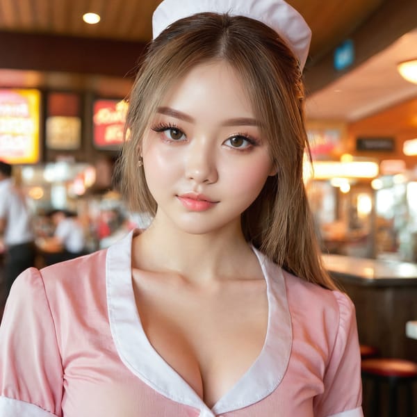 Tags: 21872187, SDXL
{"3": {"inputs": {"seed": 114134040263212, "steps": 32, "cfg": 6.25, "sampler_name": "dpmpp_2m", "scheduler": "karras", "denoise": 1.0, "model": ["27", 0], "positive": ["6", 0], "negative": ["7", 0], "latent_image": ["5", 0]}, "class_type": "KSampler"}, "4": {"inputs": {"ckpt_name": "juggernautxl.safetensors"}, "class_type": "CheckpointLoaderSimple"}, "5": {"inputs": {"width": 1024, "height": 1024, "batch_size": 1}, "class_type": "EmptyLatentImage"}, "6": {"inputs": {"text": "18 year old girl, (seductive facial expression:0.97), (temptress:1.03), (idol:1.07), (double eyelids:1.09), (eyelashes:1.14), (slim:1.05), (blush:1.10), (pale skin:1.00), (sexy lips:1.00), (cute:0.97), (beautiful eyes:0.99), (seductive pose:1.08), (detailed face:1.01), (perky ass:1.01), (exposed ass:1.03), (looking back:1.11), (sexy ass:1.08), (thigh gap:1.00), (a waitress in uniform:1.06) working at a restaurant, (textured skin:1.04), (soft lighting:1.01), (detailed skin:1.09), (candid cinema:1.01), (RAW:1.06), (skin fuzz:1.06), (natural looking skin:1.09), (film:1.07), (portra:1.03)", "clip": ["27", 1]}, "class_type": "CLIPTextEncode"}, "7": {"inputs": {"text": "(worst quality:1.08), (low resolution:1.13), (twisted:1.12), (watermark:1.12), (open mouth:1.07), (bad hands:1.10), (distorted:1.09)", "clip": ["27", 1]}, "class_type": "CLIPTextEncode"}, "8": {"inputs": {"samples": ["3", 0], "vae": ["4", 2]}, "class_type": "VAEDecode"}, "25": {"inputs": {"lora_name": "nudify_xl.safetensors", "strength_model": 0.19, "strength_clip": 0.16, "model": ["4", 0], "clip": ["4", 1]}, "class_type": "LoraLoader"}, "26": {"inputs": {"lora_name": "shirtlift_SDXL_v2.safetensors", "strength_model": 0.07, "strength_clip": 0.02, "model": ["25", 0], "clip": ["25", 1]}, "class_type": "LoraLoader"}, "27": {"inputs": {"lora_name": "PerfectEyesXL.safetensors", "strength_model": 0.12, "strength_clip": 0.14, "model": ["26", 0], "clip": ["26", 1]}, "class_type": "LoraLoader"}, "30": {"inputs": {"model_name": "4x_NMKD-Superscale-SP_178000_G.pth"}, "class_type": "UpscaleModelLoader"}, "31": {"inputs": {"upscale_model": ["30", 0], "image": ["8", 0]}, "class_type": "ImageUpscaleWithModel"}, "32": {"inputs": {"upscale_method": "lanczos", "scale_by": 0.5, "image": ["31", 0]}, "class_type": "ImageScaleBy"}, "33": {"inputs": {"pixels": ["32", 0], "vae": ["4", 2]}, "class_type": "VAEEncode"}, "34": {"inputs": {"seed": 114134040263212, "steps": 32, "cfg": 6.25, "sampler_name": "dpmpp_2m", "scheduler": "karras", "denoise": 0.3, "model": ["27", 0], "positive": ["6", 0], "negative": ["7", 0], "latent_image": ["33", 0]}, "class_type": "KSampler"}, "36": {"inputs": {"samples": ["34", 0], "vae": ["4", 2]}, "class_type": "VAEDecode"}, "39": {"inputs": {"filename_prefix": "comfyapi-1732068890783", "images": ["36", 0]}, "class_type": "SaveImage"}}