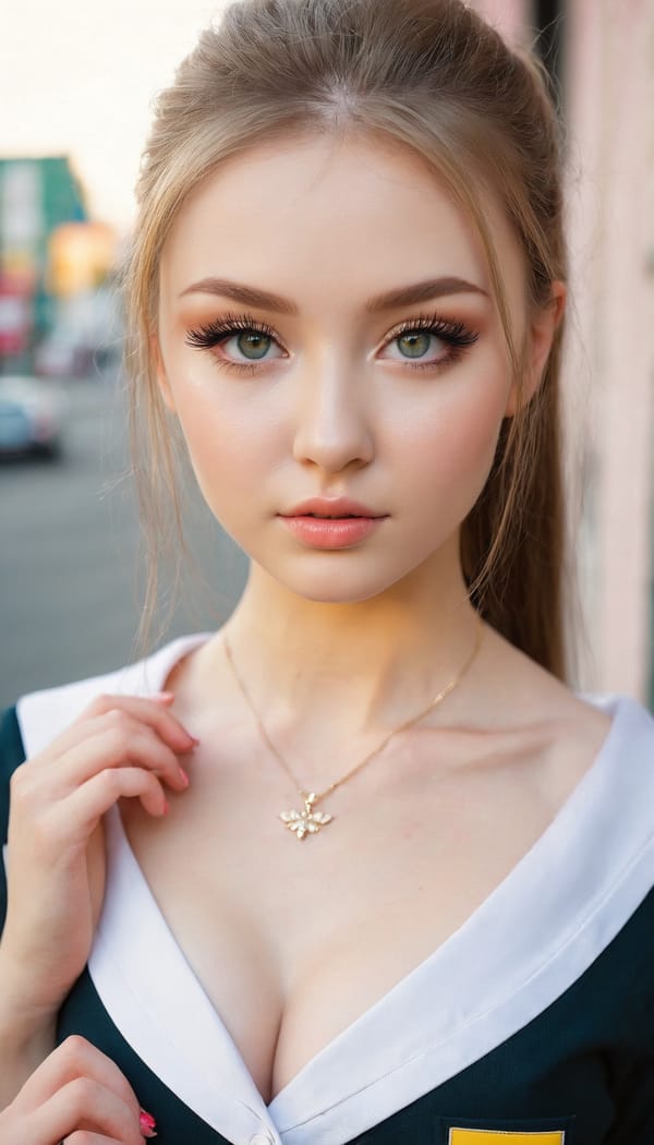 Tags: 21872187, SDXL
{"3": {"inputs": {"seed": 789469863905147, "steps": 64, "cfg": 5.56, "sampler_name": "dpmpp_2m", "scheduler": "karras", "denoise": 1.0, "model": ["27", 0], "positive": ["6", 0], "negative": ["7", 0], "latent_image": ["5", 0]}, "class_type": "KSampler"}, "4": {"inputs": {"ckpt_name": "juggernautxl.safetensors"}, "class_type": "CheckpointLoaderSimple"}, "5": {"inputs": {"width": 768, "height": 1344, "batch_size": 1}, "class_type": "EmptyLatentImage"}, "6": {"inputs": {"text": "23 year old girl, (ukrainian:0.98), (russian:1.13), (irish:1.11), (eyelashes:1.08), (detailed face:0.99), (sexy lips:1.01), (cute:1.07), (double eyelids:1.03), (idol:1.10), (seductive facial expression:1.14), (seductive pose:1.04), (beautiful eyes:1.02), (temptress:1.04), (blush:1.08), (pale skin:0.96), (slim:1.01), (in a seductive pose:1.04), (large perky breasts:0.99), (cleavage:0.97), (thigh gap:1.06), (school uniform:1.09), choker, busy street, (detailed skin:1.06), (candid cinema:1.01), (skin fuzz:1.02), (natural looking skin:1.05), (portra:1.08), (textured skin:1.06), (soft lighting:1.06), (film:1.02), (RAW:1.05)", "clip": ["27", 1]}, "class_type": "CLIPTextEncode"}, "7": {"inputs": {"text": "(watermark:1.14), (distorted:1.13), (open mouth:1.11), (twisted:1.08), (low resolution:1.11), (bad hands:1.06), (worst quality:1.11)", "clip": ["27", 1]}, "class_type": "CLIPTextEncode"}, "8": {"inputs": {"samples": ["3", 0], "vae": ["4", 2]}, "class_type": "VAEDecode"}, "25": {"inputs": {"lora_name": "nudify_xl.safetensors", "strength_model": 0.09, "strength_clip": 0.29, "model": ["4", 0], "clip": ["4", 1]}, "class_type": "LoraLoader"}, "26": {"inputs": {"lora_name": "shirtlift_SDXL_v2.safetensors", "strength_model": 0.13, "strength_clip": 0.16, "model": ["25", 0], "clip": ["25", 1]}, "class_type": "LoraLoader"}, "27": {"inputs": {"lora_name": "PerfectEyesXL.safetensors", "strength_model": 0.12, "strength_clip": 0.15, "model": ["26", 0], "clip": ["26", 1]}, "class_type": "LoraLoader"}, "30": {"inputs": {"model_name": "4x_NMKD-Superscale-SP_178000_G.pth"}, "class_type": "UpscaleModelLoader"}, "31": {"inputs": {"upscale_model": ["30", 0], "image": ["8", 0]}, "class_type": "ImageUpscaleWithModel"}, "32": {"inputs": {"upscale_method": "lanczos", "scale_by": 0.5, "image": ["31", 0]}, "class_type": "ImageScaleBy"}, "33": {"inputs": {"pixels": ["32", 0], "vae": ["4", 2]}, "class_type": "VAEEncode"}, "34": {"inputs": {"seed": 789469863905147, "steps": 64, "cfg": 5.56, "sampler_name": "dpmpp_2m", "scheduler": "karras", "denoise": 0.3, "model": ["27", 0], "positive": ["6", 0], "negative": ["7", 0], "latent_image": ["33", 0]}, "class_type": "KSampler"}, "36": {"inputs": {"samples": ["34", 0], "vae": ["4", 2]}, "class_type": "VAEDecode"}, "39": {"inputs": {"filename_prefix": "comfyapi-1731522543678", "images": ["36", 0]}, "class_type": "SaveImage"}}