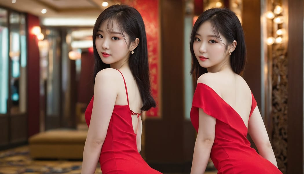 Tags: 21872187, SDXL
{"3": {"inputs": {"seed": 992853972204841, "steps": 32, "cfg": 5.07, "sampler_name": "dpmpp_2m", "scheduler": "karras", "denoise": 1.0, "model": ["27", 0], "positive": ["6", 0], "negative": ["7", 0], "latent_image": ["5", 0]}, "class_type": "KSampler"}, "4": {"inputs": {"ckpt_name": "juggernautxl.safetensors"}, "class_type": "CheckpointLoaderSimple"}, "5": {"inputs": {"width": 1344, "height": 768, "batch_size": 1}, "class_type": "EmptyLatentImage"}, "6": {"inputs": {"text": "22 year old girl, (chinese:1.03), (korean:1.10), (cute:1.11), (seductive pose:1.12), (pale skin:1.06), (detailed face:1.14), (blush:1.00), (seductive facial expression:1.06), (idol:1.00), (slim:1.11), (sexy lips:1.12), (beautiful eyes:1.05), (double eyelids:1.00), (temptress:1.10), (eyelashes:1.09), (perky ass:1.05), (exposed ass:1.11), (looking back:1.02), (sexy ass:1.07), (thigh gap:1.04), (wearing a low-cut red dress:1.13) at a ballroom, (detailed skin:1.05), (soft lighting:1.01), (candid cinema:1.06), (RAW:1.04), (portra:1.05), (skin fuzz:1.05), (natural looking skin:1.06), (film:1.08), (textured skin:1.04)", "clip": ["27", 1]}, "class_type": "CLIPTextEncode"}, "7": {"inputs": {"text": "(watermark:1.09), (open mouth:1.10), (bad hands:1.13), (distorted:1.05), (worst quality:1.12), (low resolution:1.12), (twisted:1.12)", "clip": ["27", 1]}, "class_type": "CLIPTextEncode"}, "8": {"inputs": {"samples": ["3", 0], "vae": ["4", 2]}, "class_type": "VAEDecode"}, "25": {"inputs": {"lora_name": "nudify_xl.safetensors", "strength_model": 0.35, "strength_clip": 0.29, "model": ["4", 0], "clip": ["4", 1]}, "class_type": "LoraLoader"}, "26": {"inputs": {"lora_name": "shirtlift_SDXL_v2.safetensors", "strength_model": 0.04, "strength_clip": 0.12, "model": ["25", 0], "clip": ["25", 1]}, "class_type": "LoraLoader"}, "27": {"inputs": {"lora_name": "PerfectEyesXL.safetensors", "strength_model": 0.0, "strength_clip": 0.15, "model": ["26", 0], "clip": ["26", 1]}, "class_type": "LoraLoader"}, "30": {"inputs": {"model_name": "4x_NMKD-Superscale-SP_178000_G.pth"}, "class_type": "UpscaleModelLoader"}, "31": {"inputs": {"upscale_model": ["30", 0], "image": ["8", 0]}, "class_type": "ImageUpscaleWithModel"}, "32": {"inputs": {"upscale_method": "lanczos", "scale_by": 0.5, "image": ["31", 0]}, "class_type": "ImageScaleBy"}, "33": {"inputs": {"pixels": ["32", 0], "vae": ["4", 2]}, "class_type": "VAEEncode"}, "34": {"inputs": {"seed": 992853972204841, "steps": 32, "cfg": 5.07, "sampler_name": "dpmpp_2m", "scheduler": "karras", "denoise": 0.3, "model": ["27", 0], "positive": ["6", 0], "negative": ["7", 0], "latent_image": ["33", 0]}, "class_type": "KSampler"}, "36": {"inputs": {"samples": ["34", 0], "vae": ["4", 2]}, "class_type": "VAEDecode"}, "39": {"inputs": {"filename_prefix": "comfyapi-1717452223652", "images": ["36", 0]}, "class_type": "SaveImage"}}