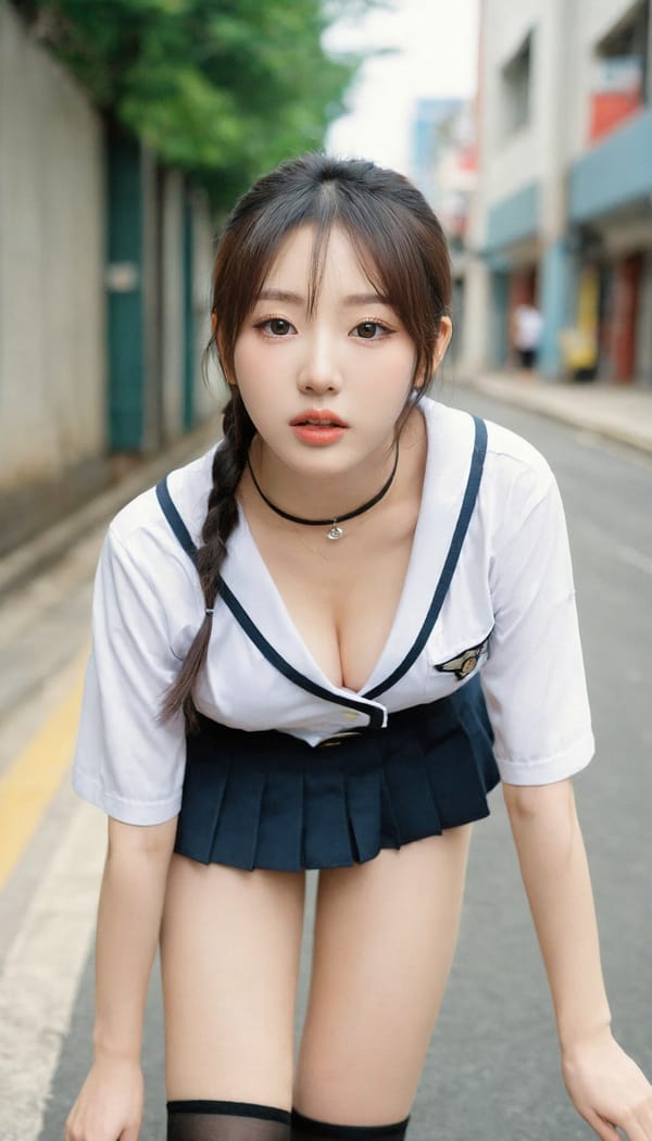 Tags: 21872187, SDXL
{"3": {"inputs": {"seed": 869455147012535, "steps": 64, "cfg": 5.02, "sampler_name": "dpmpp_2m", "scheduler": "karras", "denoise": 1.0, "model": ["27", 0], "positive": ["6", 0], "negative": ["7", 0], "latent_image": ["5", 0]}, "class_type": "KSampler"}, "4": {"inputs": {"ckpt_name": "leosamsHelloworldSDXL_helloworldSDXL32DPO.safetensors"}, "class_type": "CheckpointLoaderSimple"}, "5": {"inputs": {"width": 768, "height": 1344, "batch_size": 1}, "class_type": "EmptyLatentImage"}, "6": {"inputs": {"text": "22 year old girl, (korean:1.13), (idol:0.99), (cute:1.01), (seductive pose:1.12), (detailed face:1.03), (eyelashes:1.07), (pale skin:1.01), (beautiful eyes:1.02), (double eyelids:1.10), (blush:1.06), (seductive facial expression:1.05), (slim:1.11), (temptress:1.02), (sexy lips:1.06), (in a seductive pose:1.00), (large perky breasts:0.99), (cleavage:1.05), (thigh gap:1.10), (school uniform:1.07), choker, busy street, (skin fuzz:1.07), (detailed skin:1.06), (film:1.04), (portra:1.04), (soft lighting:1.06), (candid cinema:1.00), (natural looking skin:1.01), (RAW:1.00), (textured skin:1.02)", "clip": ["27", 1]}, "class_type": "CLIPTextEncode"}, "7": {"inputs": {"text": "(worst quality:1.06), (bad hands:1.12), (twisted:1.14), (watermark:1.14), (distorted:1.08), (low resolution:1.14)", "clip": ["27", 1]}, "class_type": "CLIPTextEncode"}, "8": {"inputs": {"samples": ["3", 0], "vae": ["4", 2]}, "class_type": "VAEDecode"}, "25": {"inputs": {"lora_name": "nudify_xl.safetensors", "strength_model": 0.24, "strength_clip": 0.18, "model": ["4", 0], "clip": ["4", 1]}, "class_type": "LoraLoader"}, "26": {"inputs": {"lora_name": "shirtlift_SDXL_v2.safetensors", "strength_model": 0.07, "strength_clip": 0.06, "model": ["25", 0], "clip": ["25", 1]}, "class_type": "LoraLoader"}, "27": {"inputs": {"lora_name": "PerfectEyesXL.safetensors", "strength_model": 0.08, "strength_clip": 0.08, "model": ["26", 0], "clip": ["26", 1]}, "class_type": "LoraLoader"}, "30": {"inputs": {"model_name": "4x_NMKD-Superscale-SP_178000_G.pth"}, "class_type": "UpscaleModelLoader"}, "31": {"inputs": {"upscale_model": ["30", 0], "image": ["8", 0]}, "class_type": "ImageUpscaleWithModel"}, "32": {"inputs": {"upscale_method": "lanczos", "scale_by": 0.5, "image": ["31", 0]}, "class_type": "ImageScaleBy"}, "33": {"inputs": {"pixels": ["32", 0], "vae": ["4", 2]}, "class_type": "VAEEncode"}, "34": {"inputs": {"seed": 869455147012535, "steps": 64, "cfg": 5.02, "sampler_name": "dpmpp_2m", "scheduler": "karras", "denoise": 0.3, "model": ["27", 0], "positive": ["6", 0], "negative": ["7", 0], "latent_image": ["33", 0]}, "class_type": "KSampler"}, "36": {"inputs": {"samples": ["34", 0], "vae": ["4", 2]}, "class_type": "VAEDecode"}, "39": {"inputs": {"filename_prefix": "comfyapi-1708083992594", "images": ["36", 0]}, "class_type": "SaveImage"}}