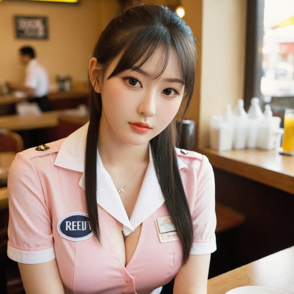 Tags: 21872187, SDXL
{"3": {"inputs": {"seed": 124815326424623, "steps": 64, "cfg": 5.27, "sampler_name": "dpmpp_2m", "scheduler": "karras", "denoise": 1.0, "model": ["27", 0], "positive": ["6", 0], "negative": ["7", 0], "latent_image": ["5", 0]}, "class_type": "KSampler"}, "4": {"inputs": {"ckpt_name": "leosamsHelloworldSDXL_helloworldSDXL32DPO.safetensors"}, "class_type": "CheckpointLoaderSimple"}, "5": {"inputs": {"width": 1024, "height": 1024, "batch_size": 1}, "class_type": "EmptyLatentImage"}, "6": {"inputs": {"text": "22 year old girl, (temptress:1.00), (idol:1.10), (cute:0.96), (seductive pose:0.98), (blush:1.07), (eyelashes:1.06), (detailed face:0.99), (pale skin:1.03), (slim:0.98), (sexy lips:1.03), (seductive facial expression:0.97), (double eyelids:1.06), (in a seductive pose:1.06), (large perky breasts:1.09), (cleavage:0.99), (thigh gap:1.00), (a waitress in uniform:1.13) working at a restaurant, (detailed skin:1.08), (portra:1.01), (soft lighting:1.06), (natural looking skin:1.06), (film:1.08), (textured skin:1.03), (candid cinema:1.01), (skin fuzz:1.07), (RAW:1.03)", "clip": ["27", 1]}, "class_type": "CLIPTextEncode"}, "7": {"inputs": {"text": "(distorted:1.11), (worst quality:1.10), (watermark:1.11), (twisted:1.06), (bad hands:1.09), (low resolution:1.09), (open mouth:1.07)", "clip": ["27", 1]}, "class_type": "CLIPTextEncode"}, "8": {"inputs": {"samples": ["3", 0], "vae": ["4", 2]}, "class_type": "VAEDecode"}, "25": {"inputs": {"lora_name": "nudify_xl.safetensors", "strength_model": 0.39, "strength_clip": 0.39, "model": ["4", 0], "clip": ["4", 1]}, "class_type": "LoraLoader"}, "26": {"inputs": {"lora_name": "shirtlift_SDXL_v2.safetensors", "strength_model": 0.02, "strength_clip": 0.07, "model": ["25", 0], "clip": ["25", 1]}, "class_type": "LoraLoader"}, "27": {"inputs": {"lora_name": "PerfectEyesXL.safetensors", "strength_model": 0.16, "strength_clip": 0.08, "model": ["26", 0], "clip": ["26", 1]}, "class_type": "LoraLoader"}, "30": {"inputs": {"model_name": "4x_NMKD-Superscale-SP_178000_G.pth"}, "class_type": "UpscaleModelLoader"}, "31": {"inputs": {"upscale_model": ["30", 0], "image": ["8", 0]}, "class_type": "ImageUpscaleWithModel"}, "32": {"inputs": {"upscale_method": "lanczos", "scale_by": 0.5, "image": ["31", 0]}, "class_type": "ImageScaleBy"}, "33": {"inputs": {"pixels": ["32", 0], "vae": ["4", 2]}, "class_type": "VAEEncode"}, "34": {"inputs": {"seed": 124815326424623, "steps": 64, "cfg": 5.27, "sampler_name": "dpmpp_2m", "scheduler": "karras", "denoise": 0.3, "model": ["27", 0], "positive": ["6", 0], "negative": ["7", 0], "latent_image": ["33", 0]}, "class_type": "KSampler"}, "36": {"inputs": {"samples": ["34", 0], "vae": ["4", 2]}, "class_type": "VAEDecode"}, "39": {"inputs": {"filename_prefix": "comfyapi-1707672895308", "images": ["36", 0]}, "class_type": "SaveImage"}}