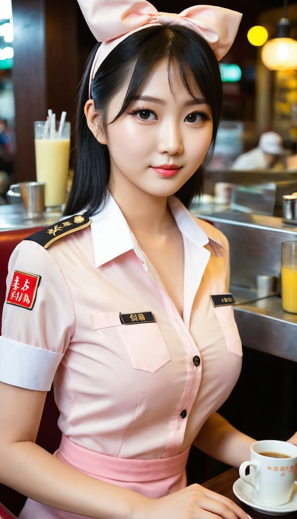 Tags: 21872187, SDXL
{"3": {"inputs": {"seed": 240841131850803, "steps": 32, "cfg": 7.36, "sampler_name": "dpmpp_2m", "scheduler": "karras", "denoise": 1.0, "model": ["27", 0], "positive": ["6", 0], "negative": ["7", 0], "latent_image": ["5", 0]}, "class_type": "KSampler"}, "4": {"inputs": {"ckpt_name": "juggernautXL_v8Rundiffusion.safetensors"}, "class_type": "CheckpointLoaderSimple"}, "5": {"inputs": {"width": 768, "height": 1344, "batch_size": 1}, "class_type": "EmptyLatentImage"}, "6": {"inputs": {"text": "25 year old girl, (taiwanese:1.05), (seductive facial expression:1.10), (cute:1.02), (eyelashes:1.12), (beautiful eyes:1.07), (seductive pose:0.98), (blush:1.12), (temptress:1.08), (pale skin:1.12), (double eyelids:1.12), (sexy lips:0.95), (slim:0.95), (idol:1.04), (detailed face:1.12), (in a seductive pose:1.12), (large perky breasts:1.03), (cleavage:1.07), (thigh gap:0.97), (a waitress in uniform:1.05) working at a restaurant, (skin fuzz:1.02), (natural looking skin:1.04), (textured skin:1.05), (candid cinema:1.07), (film:1.06), (RAW:1.06), (portra:1.02), (soft lighting:1.04), (detailed skin:1.01)", "clip": ["27", 1]}, "class_type": "CLIPTextEncode"}, "7": {"inputs": {"text": "(bad hands:1.10), (open mouth:1.05), (worst quality:1.07), (low resolution:1.12), (twisted:1.05), (watermark:1.09), (distorted:1.13)", "clip": ["27", 1]}, "class_type": "CLIPTextEncode"}, "8": {"inputs": {"samples": ["3", 0], "vae": ["4", 2]}, "class_type": "VAEDecode"}, "25": {"inputs": {"lora_name": "nudify_xl.safetensors", "strength_model": 0.02, "strength_clip": 0.15, "model": ["4", 0], "clip": ["4", 1]}, "class_type": "LoraLoader"}, "26": {"inputs": {"lora_name": "shirtlift_SDXL_v2.safetensors", "strength_model": 0.07, "strength_clip": 0.19, "model": ["25", 0], "clip": ["25", 1]}, "class_type": "LoraLoader"}, "27": {"inputs": {"lora_name": "PerfectEyesXL.safetensors", "strength_model": 0.15, "strength_clip": 0.03, "model": ["26", 0], "clip": ["26", 1]}, "class_type": "LoraLoader"}, "30": {"inputs": {"model_name": "4x_NMKD-Superscale-SP_178000_G.pth"}, "class_type": "UpscaleModelLoader"}, "31": {"inputs": {"upscale_model": ["30", 0], "image": ["8", 0]}, "class_type": "ImageUpscaleWithModel"}, "32": {"inputs": {"upscale_method": "lanczos", "scale_by": 0.5, "image": ["31", 0]}, "class_type": "ImageScaleBy"}, "33": {"inputs": {"pixels": ["32", 0], "vae": ["4", 2]}, "class_type": "VAEEncode"}, "34": {"inputs": {"seed": 240841131850803, "steps": 32, "cfg": 7.36, "sampler_name": "dpmpp_2m", "scheduler": "karras", "denoise": 0.3, "model": ["27", 0], "positive": ["6", 0], "negative": ["7", 0], "latent_image": ["33", 0]}, "class_type": "KSampler"}, "36": {"inputs": {"samples": ["34", 0], "vae": ["4", 2]}, "class_type": "VAEDecode"}, "39": {"inputs": {"filename_prefix": "comfyapi-1707988970795", "images": ["36", 0]}, "class_type": "SaveImage"}}