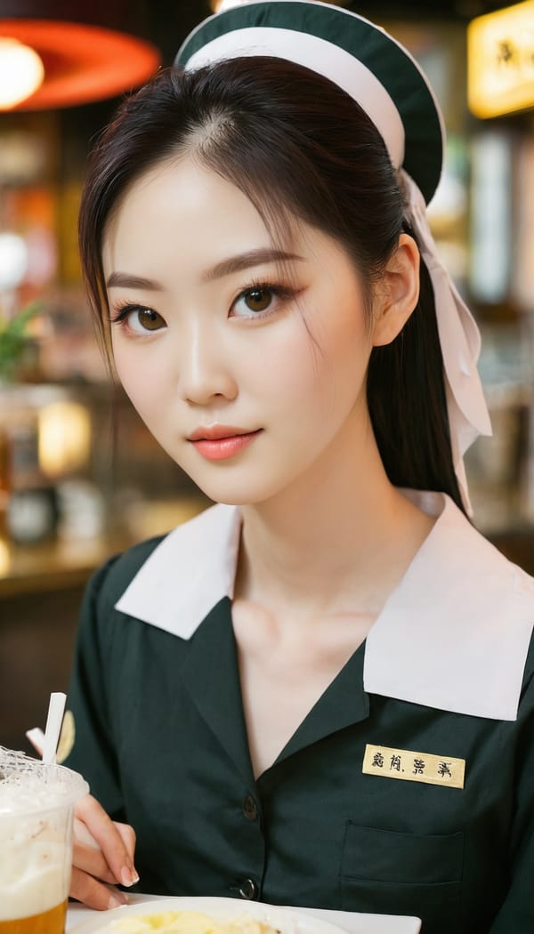 Tags: 21872187, SDXL
{"3": {"inputs": {"seed": 162009489054408, "steps": 32, "cfg": 6.62, "sampler_name": "dpmpp_2m", "scheduler": "karras", "denoise": 1.0, "model": ["27", 0], "positive": ["6", 0], "negative": ["7", 0], "latent_image": ["5", 0]}, "class_type": "KSampler"}, "4": {"inputs": {"ckpt_name": "juggernautxl.safetensors"}, "class_type": "CheckpointLoaderSimple"}, "5": {"inputs": {"width": 768, "height": 1344, "batch_size": 1}, "class_type": "EmptyLatentImage"}, "6": {"inputs": {"text": "25 year old girl, (taiwanese:1.05), (irish:1.06), (korean:1.05), (chinese:1.10), (temptress:1.08), (double eyelids:1.06), (pale skin:1.12), (eyelashes:0.98), (beautiful eyes:1.04), (idol:1.14), (detailed face:1.05), (cute:0.97), (seductive pose:1.13), (blush:0.95), (slim:0.98), (sexy lips:1.02), (seductive facial expression:1.05), (perky ass:0.99), (exposed ass:1.02), (looking back:0.98), (sexy ass:1.10), (thigh gap:1.11), (a waitress in uniform:1.11) working at a restaurant, (textured skin:1.06), (soft lighting:1.01), (detailed skin:1.01), (candid cinema:1.02), (film:1.07), (skin fuzz:1.06), (natural looking skin:1.07), (portra:1.07), (RAW:1.02)", "clip": ["27", 1]}, "class_type": "CLIPTextEncode"}, "7": {"inputs": {"text": "(low resolution:1.10), (worst quality:1.11), (open mouth:1.06), (bad hands:1.12), (twisted:1.05), (watermark:1.11), (distorted:1.12)", "clip": ["27", 1]}, "class_type": "CLIPTextEncode"}, "8": {"inputs": {"samples": ["3", 0], "vae": ["4", 2]}, "class_type": "VAEDecode"}, "25": {"inputs": {"lora_name": "nudify_xl.safetensors", "strength_model": 0.35, "strength_clip": 0.06, "model": ["4", 0], "clip": ["4", 1]}, "class_type": "LoraLoader"}, "26": {"inputs": {"lora_name": "shirtlift_SDXL_v2.safetensors", "strength_model": 0.03, "strength_clip": 0.07, "model": ["25", 0], "clip": ["25", 1]}, "class_type": "LoraLoader"}, "27": {"inputs": {"lora_name": "PerfectEyesXL.safetensors", "strength_model": 0.17, "strength_clip": 0.14, "model": ["26", 0], "clip": ["26", 1]}, "class_type": "LoraLoader"}, "30": {"inputs": {"model_name": "4x_NMKD-Superscale-SP_178000_G.pth"}, "class_type": "UpscaleModelLoader"}, "31": {"inputs": {"upscale_model": ["30", 0], "image": ["8", 0]}, "class_type": "ImageUpscaleWithModel"}, "32": {"inputs": {"upscale_method": "lanczos", "scale_by": 0.5, "image": ["31", 0]}, "class_type": "ImageScaleBy"}, "33": {"inputs": {"pixels": ["32", 0], "vae": ["4", 2]}, "class_type": "VAEEncode"}, "34": {"inputs": {"seed": 162009489054408, "steps": 32, "cfg": 6.62, "sampler_name": "dpmpp_2m", "scheduler": "karras", "denoise": 0.3, "model": ["27", 0], "positive": ["6", 0], "negative": ["7", 0], "latent_image": ["33", 0]}, "class_type": "KSampler"}, "36": {"inputs": {"samples": ["34", 0], "vae": ["4", 2]}, "class_type": "VAEDecode"}, "39": {"inputs": {"filename_prefix": "comfyapi-1733721004781", "images": ["36", 0]}, "class_type": "SaveImage"}}