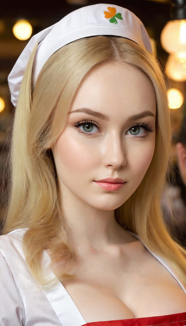 Tags: 21872187, SDXL
{"3": {"inputs": {"seed": 384748970260756, "steps": 32, "cfg": 7.53, "sampler_name": "dpmpp_2m", "scheduler": "karras", "denoise": 1.0, "model": ["27", 0], "positive": ["6", 0], "negative": ["7", 0], "latent_image": ["5", 0]}, "class_type": "KSampler"}, "4": {"inputs": {"ckpt_name": "juggernautXL_v8Rundiffusion.safetensors"}, "class_type": "CheckpointLoaderSimple"}, "5": {"inputs": {"width": 768, "height": 1344, "batch_size": 1}, "class_type": "EmptyLatentImage"}, "6": {"inputs": {"text": "27 year old girl, (irish:1.07), (ukrainian:0.95), (russian:1.14), (cute:1.14), (seductive pose:1.10), (beautiful eyes:0.97), (pale skin:1.10), (seductive facial expression:1.10), (eyelashes:1.13), (temptress:1.07), (blush:0.95), (slim:1.08), (idol:1.00), (detailed face:0.97), (sexy lips:1.04), (in a seductive pose:1.06), (large perky breasts:1.14), (cleavage:0.95), (thigh gap:0.98), (a waitress in uniform:1.11) working at a restaurant, (soft lighting:1.04), (textured skin:1.00), (film:1.01), (RAW:1.05), (detailed skin:1.07), (candid cinema:1.09), (skin fuzz:1.00), (natural looking skin:1.00), (portra:1.04)", "clip": ["27", 1]}, "class_type": "CLIPTextEncode"}, "7": {"inputs": {"text": "(open mouth:1.12), (watermark:1.13), (distorted:1.10), (worst quality:1.09), (twisted:1.11), (low resolution:1.09), (bad hands:1.11)", "clip": ["27", 1]}, "class_type": "CLIPTextEncode"}, "8": {"inputs": {"samples": ["3", 0], "vae": ["4", 2]}, "class_type": "VAEDecode"}, "25": {"inputs": {"lora_name": "nudify_xl.safetensors", "strength_model": 0.0, "strength_clip": 0.18, "model": ["4", 0], "clip": ["4", 1]}, "class_type": "LoraLoader"}, "26": {"inputs": {"lora_name": "shirtlift_SDXL_v2.safetensors", "strength_model": 0.01, "strength_clip": 0.17, "model": ["25", 0], "clip": ["25", 1]}, "class_type": "LoraLoader"}, "27": {"inputs": {"lora_name": "PerfectEyesXL.safetensors", "strength_model": 0.18, "strength_clip": 0.01, "model": ["26", 0], "clip": ["26", 1]}, "class_type": "LoraLoader"}, "30": {"inputs": {"model_name": "4x_NMKD-Superscale-SP_178000_G.pth"}, "class_type": "UpscaleModelLoader"}, "31": {"inputs": {"upscale_model": ["30", 0], "image": ["8", 0]}, "class_type": "ImageUpscaleWithModel"}, "32": {"inputs": {"upscale_method": "lanczos", "scale_by": 0.5, "image": ["31", 0]}, "class_type": "ImageScaleBy"}, "33": {"inputs": {"pixels": ["32", 0], "vae": ["4", 2]}, "class_type": "VAEEncode"}, "34": {"inputs": {"seed": 384748970260756, "steps": 32, "cfg": 7.53, "sampler_name": "dpmpp_2m", "scheduler": "karras", "denoise": 0.3, "model": ["27", 0], "positive": ["6", 0], "negative": ["7", 0], "latent_image": ["33", 0]}, "class_type": "KSampler"}, "36": {"inputs": {"samples": ["34", 0], "vae": ["4", 2]}, "class_type": "VAEDecode"}, "39": {"inputs": {"filename_prefix": "comfyapi-1708100389110", "images": ["36", 0]}, "class_type": "SaveImage"}}