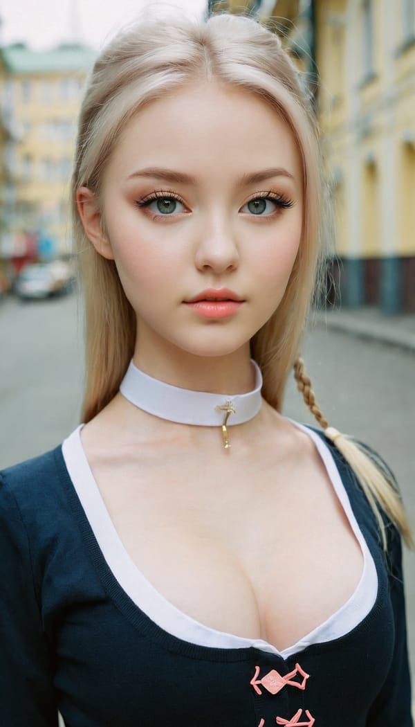 Tags: 21872187, SDXL
{"3": {"inputs": {"seed": 606088229173638, "steps": 32, "cfg": 6.23, "sampler_name": "dpmpp_2m", "scheduler": "karras", "denoise": 1.0, "model": ["27", 0], "positive": ["6", 0], "negative": ["7", 0], "latent_image": ["5", 0]}, "class_type": "KSampler"}, "4": {"inputs": {"ckpt_name": "juggernautxl.safetensors"}, "class_type": "CheckpointLoaderSimple"}, "5": {"inputs": {"width": 768, "height": 1344, "batch_size": 1}, "class_type": "EmptyLatentImage"}, "6": {"inputs": {"text": "21 year old girl, (ukrainian:1.03), (idol:1.09), (cute:1.03), (seductive facial expression:1.06), (temptress:1.14), (double eyelids:1.10), (seductive pose:0.96), (pale skin:0.95), (slim:0.96), (sexy lips:0.97), (beautiful eyes:1.11), (blush:1.08), (eyelashes:1.06), (detailed face:0.97), (in a seductive pose:1.07), (large perky breasts:0.98), (cleavage:1.08), (thigh gap:0.96), (school uniform:1.01), choker, busy street, (portra:1.00), (detailed skin:1.02), (candid cinema:1.03), (skin fuzz:1.01), (film:1.05), (RAW:1.04), (soft lighting:1.09), (natural looking skin:1.00), (textured skin:1.06)", "clip": ["27", 1]}, "class_type": "CLIPTextEncode"}, "7": {"inputs": {"text": "(bad hands:1.05), (distorted:1.14), (worst quality:1.14), (watermark:1.10), (twisted:1.07), (open mouth:1.08), (low resolution:1.09)", "clip": ["27", 1]}, "class_type": "CLIPTextEncode"}, "8": {"inputs": {"samples": ["3", 0], "vae": ["4", 2]}, "class_type": "VAEDecode"}, "25": {"inputs": {"lora_name": "nudify_xl.safetensors", "strength_model": 0.36, "strength_clip": 0.15, "model": ["4", 0], "clip": ["4", 1]}, "class_type": "LoraLoader"}, "26": {"inputs": {"lora_name": "shirtlift_SDXL_v2.safetensors", "strength_model": 0.1, "strength_clip": 0.08, "model": ["25", 0], "clip": ["25", 1]}, "class_type": "LoraLoader"}, "27": {"inputs": {"lora_name": "PerfectEyesXL.safetensors", "strength_model": 0.18, "strength_clip": 0.1, "model": ["26", 0], "clip": ["26", 1]}, "class_type": "LoraLoader"}, "30": {"inputs": {"model_name": "4x_NMKD-Superscale-SP_178000_G.pth"}, "class_type": "UpscaleModelLoader"}, "31": {"inputs": {"upscale_model": ["30", 0], "image": ["8", 0]}, "class_type": "ImageUpscaleWithModel"}, "32": {"inputs": {"upscale_method": "lanczos", "scale_by": 0.5, "image": ["31", 0]}, "class_type": "ImageScaleBy"}, "33": {"inputs": {"pixels": ["32", 0], "vae": ["4", 2]}, "class_type": "VAEEncode"}, "34": {"inputs": {"seed": 606088229173638, "steps": 32, "cfg": 6.23, "sampler_name": "dpmpp_2m", "scheduler": "karras", "denoise": 0.3, "model": ["27", 0], "positive": ["6", 0], "negative": ["7", 0], "latent_image": ["33", 0]}, "class_type": "KSampler"}, "36": {"inputs": {"samples": ["34", 0], "vae": ["4", 2]}, "class_type": "VAEDecode"}, "39": {"inputs": {"filename_prefix": "comfyapi-1734402206138", "images": ["36", 0]}, "class_type": "SaveImage"}}