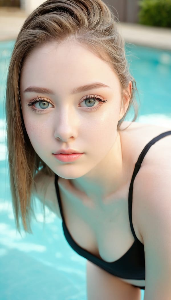 Tags: 21872187, SDXL
{"3": {"inputs": {"seed": 767125549630164, "steps": 32, "cfg": 7.28, "sampler_name": "dpmpp_2m", "scheduler": "karras", "denoise": 1.0, "model": ["27", 0], "positive": ["6", 0], "negative": ["7", 0], "latent_image": ["5", 0]}, "class_type": "KSampler"}, "4": {"inputs": {"ckpt_name": "juggernautxl.safetensors"}, "class_type": "CheckpointLoaderSimple"}, "5": {"inputs": {"width": 768, "height": 1344, "batch_size": 1}, "class_type": "EmptyLatentImage"}, "6": {"inputs": {"text": "18 year old girl, (beautiful eyes:0.95), (sexy lips:1.09), (cute:1.10), (detailed face:1.06), (double eyelids:1.06), (temptress:1.14), (pale skin:0.98), (seductive facial expression:1.00), (slim:0.96), (idol:1.11), (seductive pose:0.95), (eyelashes:0.98), (blush:1.07), (perky ass:1.02), (exposed ass:1.07), (looking back:1.10), (sexy ass:1.01), (thigh gap:1.01), (in a swimsuit:1.11) at a pool, (portra:1.01), (soft lighting:1.04), (textured skin:1.03), (detailed skin:1.08), (natural looking skin:1.03), (skin fuzz:1.01), (film:1.05), (RAW:1.04), (candid cinema:1.08)", "clip": ["27", 1]}, "class_type": "CLIPTextEncode"}, "7": {"inputs": {"text": "(watermark:1.09), (low resolution:1.08), (bad hands:1.10), (open mouth:1.14), (twisted:1.07), (distorted:1.11), (worst quality:1.12)", "clip": ["27", 1]}, "class_type": "CLIPTextEncode"}, "8": {"inputs": {"samples": ["3", 0], "vae": ["4", 2]}, "class_type": "VAEDecode"}, "25": {"inputs": {"lora_name": "nudify_xl.safetensors", "strength_model": 0.29, "strength_clip": 0.19, "model": ["4", 0], "clip": ["4", 1]}, "class_type": "LoraLoader"}, "26": {"inputs": {"lora_name": "shirtlift_SDXL_v2.safetensors", "strength_model": 0.11, "strength_clip": 0.11, "model": ["25", 0], "clip": ["25", 1]}, "class_type": "LoraLoader"}, "27": {"inputs": {"lora_name": "PerfectEyesXL.safetensors", "strength_model": 0.07, "strength_clip": 0.01, "model": ["26", 0], "clip": ["26", 1]}, "class_type": "LoraLoader"}, "30": {"inputs": {"model_name": "4x_NMKD-Superscale-SP_178000_G.pth"}, "class_type": "UpscaleModelLoader"}, "31": {"inputs": {"upscale_model": ["30", 0], "image": ["8", 0]}, "class_type": "ImageUpscaleWithModel"}, "32": {"inputs": {"upscale_method": "lanczos", "scale_by": 0.5, "image": ["31", 0]}, "class_type": "ImageScaleBy"}, "33": {"inputs": {"pixels": ["32", 0], "vae": ["4", 2]}, "class_type": "VAEEncode"}, "34": {"inputs": {"seed": 767125549630164, "steps": 32, "cfg": 7.28, "sampler_name": "dpmpp_2m", "scheduler": "karras", "denoise": 0.3, "model": ["27", 0], "positive": ["6", 0], "negative": ["7", 0], "latent_image": ["33", 0]}, "class_type": "KSampler"}, "36": {"inputs": {"samples": ["34", 0], "vae": ["4", 2]}, "class_type": "VAEDecode"}, "39": {"inputs": {"filename_prefix": "comfyapi-1716358002095", "images": ["36", 0]}, "class_type": "SaveImage"}}