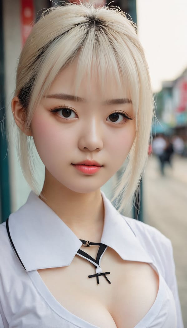 Tags: 21872187, SDXL
{"3": {"inputs": {"seed": 661432658920088, "steps": 64, "cfg": 6.09, "sampler_name": "dpmpp_2m", "scheduler": "karras", "denoise": 1.0, "model": ["27", 0], "positive": ["6", 0], "negative": ["7", 0], "latent_image": ["5", 0]}, "class_type": "KSampler"}, "4": {"inputs": {"ckpt_name": "juggernautxl.safetensors"}, "class_type": "CheckpointLoaderSimple"}, "5": {"inputs": {"width": 768, "height": 1344, "batch_size": 1}, "class_type": "EmptyLatentImage"}, "6": {"inputs": {"text": "18 year old girl, (chinese:1.04), (pale skin:0.95), (detailed face:1.10), (cute:0.96), (beautiful eyes:1.05), (double eyelids:1.03), (slim:1.13), (eyelashes:1.01), (blush:0.97), (temptress:1.05), (sexy lips:0.95), (idol:1.09), (seductive pose:1.03), (seductive facial expression:1.05), (in a seductive pose:1.00), (large perky breasts:1.06), (cleavage:1.06), (thigh gap:1.05), (school uniform:1.04), choker, busy street, (textured skin:1.04), (RAW:1.00), (detailed skin:1.01), (skin fuzz:1.06), (candid cinema:1.07), (film:1.08), (soft lighting:1.03), (portra:1.04), (natural looking skin:1.02)", "clip": ["27", 1]}, "class_type": "CLIPTextEncode"}, "7": {"inputs": {"text": "(distorted:1.13), (worst quality:1.06), (watermark:1.05), (open mouth:1.08), (bad hands:1.13), (low resolution:1.08), (twisted:1.06)", "clip": ["27", 1]}, "class_type": "CLIPTextEncode"}, "8": {"inputs": {"samples": ["3", 0], "vae": ["4", 2]}, "class_type": "VAEDecode"}, "25": {"inputs": {"lora_name": "nudify_xl.safetensors", "strength_model": 0.2, "strength_clip": 0.24, "model": ["4", 0], "clip": ["4", 1]}, "class_type": "LoraLoader"}, "26": {"inputs": {"lora_name": "shirtlift_SDXL_v2.safetensors", "strength_model": 0.04, "strength_clip": 0.0, "model": ["25", 0], "clip": ["25", 1]}, "class_type": "LoraLoader"}, "27": {"inputs": {"lora_name": "PerfectEyesXL.safetensors", "strength_model": 0.02, "strength_clip": 0.14, "model": ["26", 0], "clip": ["26", 1]}, "class_type": "LoraLoader"}, "30": {"inputs": {"model_name": "4x_NMKD-Superscale-SP_178000_G.pth"}, "class_type": "UpscaleModelLoader"}, "31": {"inputs": {"upscale_model": ["30", 0], "image": ["8", 0]}, "class_type": "ImageUpscaleWithModel"}, "32": {"inputs": {"upscale_method": "lanczos", "scale_by": 0.5, "image": ["31", 0]}, "class_type": "ImageScaleBy"}, "33": {"inputs": {"pixels": ["32", 0], "vae": ["4", 2]}, "class_type": "VAEEncode"}, "34": {"inputs": {"seed": 661432658920088, "steps": 64, "cfg": 6.09, "sampler_name": "dpmpp_2m", "scheduler": "karras", "denoise": 0.3, "model": ["27", 0], "positive": ["6", 0], "negative": ["7", 0], "latent_image": ["33", 0]}, "class_type": "KSampler"}, "36": {"inputs": {"samples": ["34", 0], "vae": ["4", 2]}, "class_type": "VAEDecode"}, "39": {"inputs": {"filename_prefix": "comfyapi-1713680596983", "images": ["36", 0]}, "class_type": "SaveImage"}}