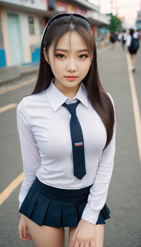 Tags: 21872187, SDXL
{"3": {"inputs": {"seed": 903081992382353, "steps": 32, "cfg": 6.08, "sampler_name": "dpmpp_2m", "scheduler": "karras", "denoise": 1.0, "model": ["27", 0], "positive": ["6", 0], "negative": ["7", 0], "latent_image": ["5", 0]}, "class_type": "KSampler"}, "4": {"inputs": {"ckpt_name": "juggernautxl.safetensors"}, "class_type": "CheckpointLoaderSimple"}, "5": {"inputs": {"width": 768, "height": 1344, "batch_size": 1}, "class_type": "EmptyLatentImage"}, "6": {"inputs": {"text": "24 year old girl, (russian:0.96), (korean:0.98), (blush:1.08), (double eyelids:1.12), (beautiful eyes:1.04), (idol:0.99), (detailed face:1.09), (eyelashes:0.98), (seductive facial expression:1.11), (temptress:1.00), (sexy lips:1.09), (seductive pose:1.00), (slim:1.07), (cute:0.96), (perky ass:1.13), (exposed ass:1.11), (looking back:1.06), (sexy ass:1.04), (thigh gap:1.02), (school uniform:1.10), choker, busy street, (skin fuzz:1.02), (RAW:1.07), (portra:1.09), (film:1.08), (textured skin:1.05), (soft lighting:1.07), (candid cinema:1.03), (detailed skin:1.05), (natural looking skin:1.09)", "clip": ["27", 1]}, "class_type": "CLIPTextEncode"}, "7": {"inputs": {"text": "(bad hands:1.13), (open mouth:1.06), (low resolution:1.09), (twisted:1.12), (watermark:1.10), (worst quality:1.10), (distorted:1.13)", "clip": ["27", 1]}, "class_type": "CLIPTextEncode"}, "8": {"inputs": {"samples": ["3", 0], "vae": ["4", 2]}, "class_type": "VAEDecode"}, "25": {"inputs": {"lora_name": "nudify_xl.safetensors", "strength_model": 0.37, "strength_clip": 0.02, "model": ["4", 0], "clip": ["4", 1]}, "class_type": "LoraLoader"}, "26": {"inputs": {"lora_name": "shirtlift_SDXL_v2.safetensors", "strength_model": 0.05, "strength_clip": 0.18, "model": ["25", 0], "clip": ["25", 1]}, "class_type": "LoraLoader"}, "27": {"inputs": {"lora_name": "PerfectEyesXL.safetensors", "strength_model": 0.01, "strength_clip": 0.14, "model": ["26", 0], "clip": ["26", 1]}, "class_type": "LoraLoader"}, "30": {"inputs": {"model_name": "4x_NMKD-Superscale-SP_178000_G.pth"}, "class_type": "UpscaleModelLoader"}, "31": {"inputs": {"upscale_model": ["30", 0], "image": ["8", 0]}, "class_type": "ImageUpscaleWithModel"}, "32": {"inputs": {"upscale_method": "lanczos", "scale_by": 0.5, "image": ["31", 0]}, "class_type": "ImageScaleBy"}, "33": {"inputs": {"pixels": ["32", 0], "vae": ["4", 2]}, "class_type": "VAEEncode"}, "34": {"inputs": {"seed": 903081992382353, "steps": 32, "cfg": 6.08, "sampler_name": "dpmpp_2m", "scheduler": "karras", "denoise": 0.3, "model": ["27", 0], "positive": ["6", 0], "negative": ["7", 0], "latent_image": ["33", 0]}, "class_type": "KSampler"}, "36": {"inputs": {"samples": ["34", 0], "vae": ["4", 2]}, "class_type": "VAEDecode"}, "39": {"inputs": {"filename_prefix": "comfyapi-1734055224878", "images": ["36", 0]}, "class_type": "SaveImage"}}