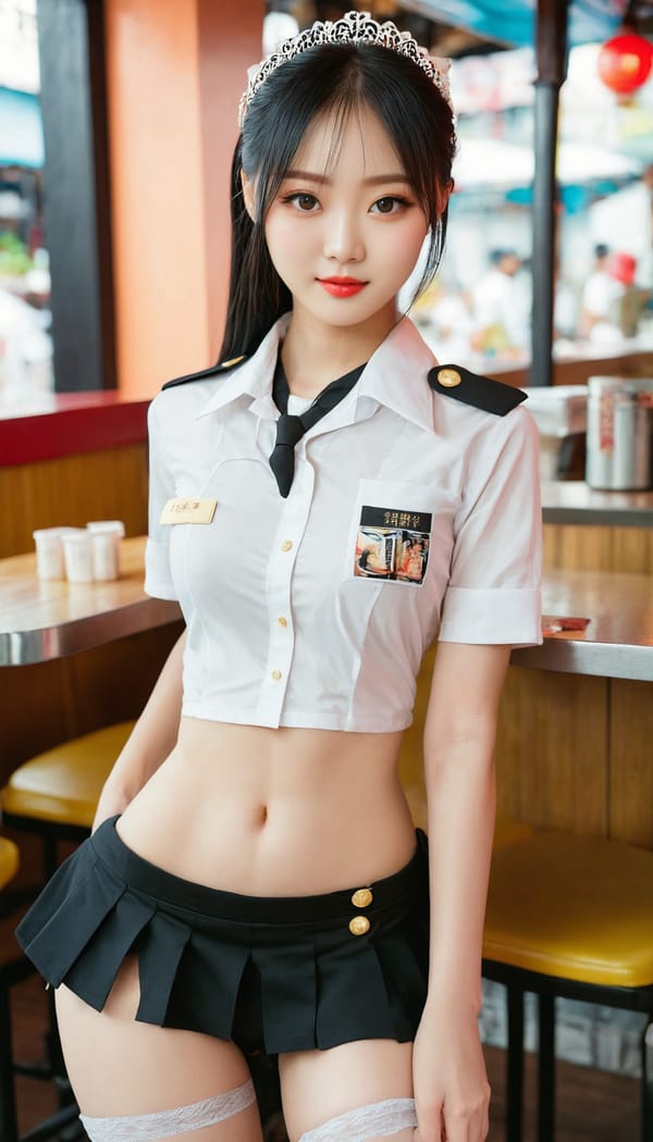 Tags: 21872187, SDXL
{"3": {"inputs": {"seed": 722552234396976, "steps": 32, "cfg": 6.34, "sampler_name": "dpmpp_2m", "scheduler": "karras", "denoise": 1.0, "model": ["27", 0], "positive": ["6", 0], "negative": ["7", 0], "latent_image": ["5", 0]}, "class_type": "KSampler"}, "4": {"inputs": {"ckpt_name": "juggernautxl.safetensors"}, "class_type": "CheckpointLoaderSimple"}, "5": {"inputs": {"width": 768, "height": 1344, "batch_size": 1}, "class_type": "EmptyLatentImage"}, "6": {"inputs": {"text": "22 year old girl, (chinese:0.97), (double eyelids:1.13), (blush:1.10), (detailed face:1.09), (pale skin:0.97), (idol:1.10), (slim:0.97), (eyelashes:1.06), (temptress:1.14), (sexy lips:1.05), (beautiful eyes:0.98), (seductive facial expression:1.07), (cute:1.00), (seductive pose:1.13), (perky ass:0.98), (exposed ass:1.13), (looking back:0.98), (sexy ass:0.98), (thigh gap:1.11), (a waitress in uniform:1.02) working at a restaurant, (RAW:1.06), (natural looking skin:1.07), (film:1.04), (detailed skin:1.04), (skin fuzz:1.03), (soft lighting:1.01), (candid cinema:1.04), (textured skin:1.03), (portra:1.03)", "clip": ["27", 1]}, "class_type": "CLIPTextEncode"}, "7": {"inputs": {"text": "(watermark:1.09), (low resolution:1.08), (bad hands:1.10), (worst quality:1.13), (distorted:1.05), (open mouth:1.13), (twisted:1.09)", "clip": ["27", 1]}, "class_type": "CLIPTextEncode"}, "8": {"inputs": {"samples": ["3", 0], "vae": ["4", 2]}, "class_type": "VAEDecode"}, "25": {"inputs": {"lora_name": "nudify_xl.safetensors", "strength_model": 0.07, "strength_clip": 0.05, "model": ["4", 0], "clip": ["4", 1]}, "class_type": "LoraLoader"}, "26": {"inputs": {"lora_name": "shirtlift_SDXL_v2.safetensors", "strength_model": 0.15, "strength_clip": 0.18, "model": ["25", 0], "clip": ["25", 1]}, "class_type": "LoraLoader"}, "27": {"inputs": {"lora_name": "PerfectEyesXL.safetensors", "strength_model": 0.03, "strength_clip": 0.09, "model": ["26", 0], "clip": ["26", 1]}, "class_type": "LoraLoader"}, "30": {"inputs": {"model_name": "4x_NMKD-Superscale-SP_178000_G.pth"}, "class_type": "UpscaleModelLoader"}, "31": {"inputs": {"upscale_model": ["30", 0], "image": ["8", 0]}, "class_type": "ImageUpscaleWithModel"}, "32": {"inputs": {"upscale_method": "lanczos", "scale_by": 0.5, "image": ["31", 0]}, "class_type": "ImageScaleBy"}, "33": {"inputs": {"pixels": ["32", 0], "vae": ["4", 2]}, "class_type": "VAEEncode"}, "34": {"inputs": {"seed": 722552234396976, "steps": 32, "cfg": 6.34, "sampler_name": "dpmpp_2m", "scheduler": "karras", "denoise": 0.3, "model": ["27", 0], "positive": ["6", 0], "negative": ["7", 0], "latent_image": ["33", 0]}, "class_type": "KSampler"}, "36": {"inputs": {"samples": ["34", 0], "vae": ["4", 2]}, "class_type": "VAEDecode"}, "39": {"inputs": {"filename_prefix": "comfyapi-1735877217142", "images": ["36", 0]}, "class_type": "SaveImage"}}