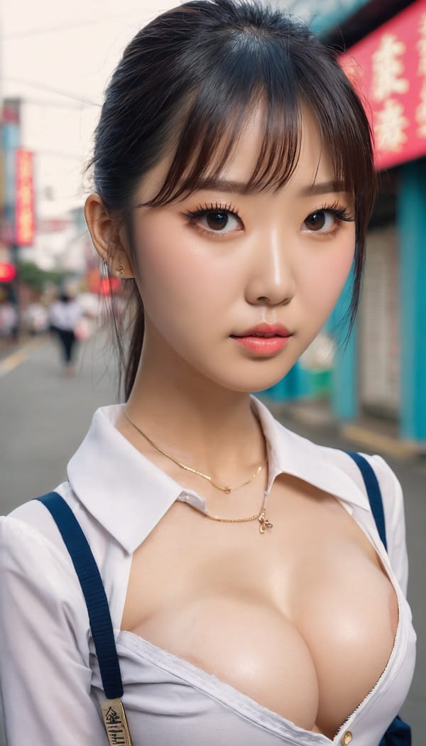 Tags: 21872187, SDXL
{"3": {"inputs": {"seed": 985491169840653, "steps": 64, "cfg": 6.46, "sampler_name": "dpmpp_2m", "scheduler": "karras", "denoise": 1.0, "model": ["27", 0], "positive": ["6", 0], "negative": ["7", 0], "latent_image": ["5", 0]}, "class_type": "KSampler"}, "4": {"inputs": {"ckpt_name": "juggernautxl.safetensors"}, "class_type": "CheckpointLoaderSimple"}, "5": {"inputs": {"width": 768, "height": 1344, "batch_size": 1}, "class_type": "EmptyLatentImage"}, "6": {"inputs": {"text": "25 year old girl, (chinese:1.06), (temptress:0.98), (idol:1.14), (cute:0.96), (beautiful eyes:1.12), (detailed face:0.97), (eyelashes:1.14), (seductive facial expression:1.07), (double eyelids:1.09), (sexy lips:1.12), (seductive pose:0.97), (blush:1.09), (in a seductive pose:0.97), (large perky breasts:1.04), (cleavage:1.03), (thigh gap:1.02), (school uniform:0.98), choker, busy street, (natural looking skin:1.09), (portra:1.00), (film:1.06), (skin fuzz:1.06), (candid cinema:1.09), (soft lighting:1.01), (textured skin:1.05), (detailed skin:1.06), (RAW:1.05)", "clip": ["27", 1]}, "class_type": "CLIPTextEncode"}, "7": {"inputs": {"text": "(low resolution:1.09), (twisted:1.06), (worst quality:1.07), (distorted:1.10), (watermark:1.05), (open mouth:1.08), (bad hands:1.10)", "clip": ["27", 1]}, "class_type": "CLIPTextEncode"}, "8": {"inputs": {"samples": ["3", 0], "vae": ["4", 2]}, "class_type": "VAEDecode"}, "25": {"inputs": {"lora_name": "nudify_xl.safetensors", "strength_model": 0.24, "strength_clip": 0.11, "model": ["4", 0], "clip": ["4", 1]}, "class_type": "LoraLoader"}, "26": {"inputs": {"lora_name": "shirtlift_SDXL_v2.safetensors", "strength_model": 0.19, "strength_clip": 0.17, "model": ["25", 0], "clip": ["25", 1]}, "class_type": "LoraLoader"}, "27": {"inputs": {"lora_name": "PerfectEyesXL.safetensors", "strength_model": 0.02, "strength_clip": 0.12, "model": ["26", 0], "clip": ["26", 1]}, "class_type": "LoraLoader"}, "30": {"inputs": {"model_name": "4x_NMKD-Superscale-SP_178000_G.pth"}, "class_type": "UpscaleModelLoader"}, "31": {"inputs": {"upscale_model": ["30", 0], "image": ["8", 0]}, "class_type": "ImageUpscaleWithModel"}, "32": {"inputs": {"upscale_method": "lanczos", "scale_by": 0.5, "image": ["31", 0]}, "class_type": "ImageScaleBy"}, "33": {"inputs": {"pixels": ["32", 0], "vae": ["4", 2]}, "class_type": "VAEEncode"}, "34": {"inputs": {"seed": 985491169840653, "steps": 64, "cfg": 6.46, "sampler_name": "dpmpp_2m", "scheduler": "karras", "denoise": 0.3, "model": ["27", 0], "positive": ["6", 0], "negative": ["7", 0], "latent_image": ["33", 0]}, "class_type": "KSampler"}, "36": {"inputs": {"samples": ["34", 0], "vae": ["4", 2]}, "class_type": "VAEDecode"}, "39": {"inputs": {"filename_prefix": "comfyapi-1716113185506", "images": ["36", 0]}, "class_type": "SaveImage"}}