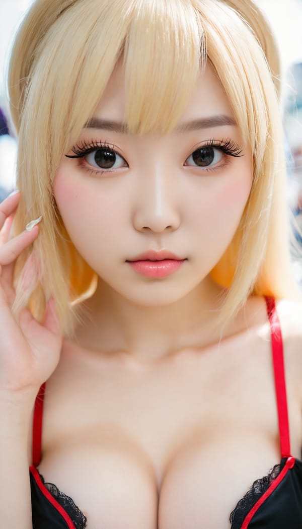 Tags: 21872187, SDXL
{"3": {"inputs": {"seed": 920470740572282, "steps": 32, "cfg": 7.38, "sampler_name": "dpmpp_2m", "scheduler": "karras", "denoise": 1.0, "model": ["27", 0], "positive": ["6", 0], "negative": ["7", 0], "latent_image": ["5", 0]}, "class_type": "KSampler"}, "4": {"inputs": {"ckpt_name": "juggernautxl.safetensors"}, "class_type": "CheckpointLoaderSimple"}, "5": {"inputs": {"width": 768, "height": 1344, "batch_size": 1}, "class_type": "EmptyLatentImage"}, "6": {"inputs": {"text": "22 year old girl, (korean:1.00), (taiwanese:1.13), (irish:1.12), (double eyelids:0.99), (cute:1.05), (sexy lips:0.96), (eyelashes:1.06), (beautiful eyes:1.10), (seductive pose:1.14), (pale skin:0.95), (detailed face:1.08), (temptress:1.10), (seductive facial expression:0.98), (blush:0.95), (slim:1.08), (idol:1.10), (in a seductive pose:1.08), (large perky breasts:0.97), (cleavage:1.06), (thigh gap:1.05), (in a cosplay:1.03) at comiket posing for camera, (film:1.09), (skin fuzz:1.09), (portra:1.09), (candid cinema:1.08), (natural looking skin:1.04), (RAW:1.00), (textured skin:1.09), (detailed skin:1.08), (soft lighting:1.09)", "clip": ["27", 1]}, "class_type": "CLIPTextEncode"}, "7": {"inputs": {"text": "(distorted:1.10), (low resolution:1.10), (bad hands:1.08), (watermark:1.06), (open mouth:1.05), (twisted:1.06), (worst quality:1.07)", "clip": ["27", 1]}, "class_type": "CLIPTextEncode"}, "8": {"inputs": {"samples": ["3", 0], "vae": ["4", 2]}, "class_type": "VAEDecode"}, "25": {"inputs": {"lora_name": "nudify_xl.safetensors", "strength_model": 0.29, "strength_clip": 0.12, "model": ["4", 0], "clip": ["4", 1]}, "class_type": "LoraLoader"}, "26": {"inputs": {"lora_name": "shirtlift_SDXL_v2.safetensors", "strength_model": 0.03, "strength_clip": 0.01, "model": ["25", 0], "clip": ["25", 1]}, "class_type": "LoraLoader"}, "27": {"inputs": {"lora_name": "PerfectEyesXL.safetensors", "strength_model": 0.05, "strength_clip": 0.08, "model": ["26", 0], "clip": ["26", 1]}, "class_type": "LoraLoader"}, "30": {"inputs": {"model_name": "4x_NMKD-Superscale-SP_178000_G.pth"}, "class_type": "UpscaleModelLoader"}, "31": {"inputs": {"upscale_model": ["30", 0], "image": ["8", 0]}, "class_type": "ImageUpscaleWithModel"}, "32": {"inputs": {"upscale_method": "lanczos", "scale_by": 0.5, "image": ["31", 0]}, "class_type": "ImageScaleBy"}, "33": {"inputs": {"pixels": ["32", 0], "vae": ["4", 2]}, "class_type": "VAEEncode"}, "34": {"inputs": {"seed": 920470740572282, "steps": 32, "cfg": 7.38, "sampler_name": "dpmpp_2m", "scheduler": "karras", "denoise": 0.3, "model": ["27", 0], "positive": ["6", 0], "negative": ["7", 0], "latent_image": ["33", 0]}, "class_type": "KSampler"}, "36": {"inputs": {"samples": ["34", 0], "vae": ["4", 2]}, "class_type": "VAEDecode"}, "39": {"inputs": {"filename_prefix": "comfyapi-1718809527497", "images": ["36", 0]}, "class_type": "SaveImage"}}