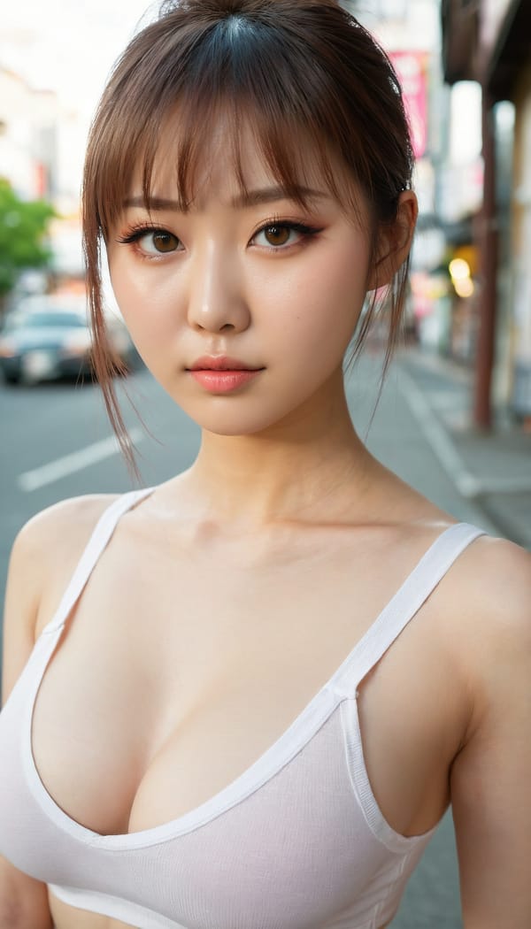 Tags: 21872187, SDXL
{"3": {"inputs": {"seed": 308059584418258, "steps": 32, "cfg": 7.69, "sampler_name": "dpmpp_2m", "scheduler": "karras", "denoise": 1.0, "model": ["27", 0], "positive": ["6", 0], "negative": ["7", 0], "latent_image": ["5", 0]}, "class_type": "KSampler"}, "4": {"inputs": {"ckpt_name": "juggernautxl.safetensors"}, "class_type": "CheckpointLoaderSimple"}, "5": {"inputs": {"width": 768, "height": 1344, "batch_size": 1}, "class_type": "EmptyLatentImage"}, "6": {"inputs": {"text": "24 year old girl, (japanese:1.03), (russian:1.09), (seductive pose:1.08), (eyelashes:1.06), (beautiful eyes:0.99), (seductive facial expression:1.04), (detailed face:1.12), (sexy lips:1.06), (pale skin:0.95), (double eyelids:0.99), (cute:1.12), (temptress:0.95), (blush:1.00), (idol:1.01), (in a seductive pose:1.14), (large perky breasts:1.03), (cleavage:1.08), (thigh gap:1.04), (white tanktop:1.12), busy street, (natural looking skin:1.03), (candid cinema:1.03), (soft lighting:1.08), (film:1.05), (textured skin:1.03), (skin fuzz:1.03), (detailed skin:1.09), (RAW:1.02), (portra:1.09)", "clip": ["27", 1]}, "class_type": "CLIPTextEncode"}, "7": {"inputs": {"text": "(twisted:1.11), (watermark:1.10), (distorted:1.09), (low resolution:1.14), (bad hands:1.07), (open mouth:1.09), (worst quality:1.10)", "clip": ["27", 1]}, "class_type": "CLIPTextEncode"}, "8": {"inputs": {"samples": ["3", 0], "vae": ["4", 2]}, "class_type": "VAEDecode"}, "25": {"inputs": {"lora_name": "nudify_xl.safetensors", "strength_model": 0.15, "strength_clip": 0.34, "model": ["4", 0], "clip": ["4", 1]}, "class_type": "LoraLoader"}, "26": {"inputs": {"lora_name": "shirtlift_SDXL_v2.safetensors", "strength_model": 0.17, "strength_clip": 0.13, "model": ["25", 0], "clip": ["25", 1]}, "class_type": "LoraLoader"}, "27": {"inputs": {"lora_name": "PerfectEyesXL.safetensors", "strength_model": 0.18, "strength_clip": 0.06, "model": ["26", 0], "clip": ["26", 1]}, "class_type": "LoraLoader"}, "30": {"inputs": {"model_name": "4x_NMKD-Superscale-SP_178000_G.pth"}, "class_type": "UpscaleModelLoader"}, "31": {"inputs": {"upscale_model": ["30", 0], "image": ["8", 0]}, "class_type": "ImageUpscaleWithModel"}, "32": {"inputs": {"upscale_method": "lanczos", "scale_by": 0.5, "image": ["31", 0]}, "class_type": "ImageScaleBy"}, "33": {"inputs": {"pixels": ["32", 0], "vae": ["4", 2]}, "class_type": "VAEEncode"}, "34": {"inputs": {"seed": 308059584418258, "steps": 32, "cfg": 7.69, "sampler_name": "dpmpp_2m", "scheduler": "karras", "denoise": 0.3, "model": ["27", 0], "positive": ["6", 0], "negative": ["7", 0], "latent_image": ["33", 0]}, "class_type": "KSampler"}, "36": {"inputs": {"samples": ["34", 0], "vae": ["4", 2]}, "class_type": "VAEDecode"}, "39": {"inputs": {"filename_prefix": "comfyapi-1731669141809", "images": ["36", 0]}, "class_type": "SaveImage"}}