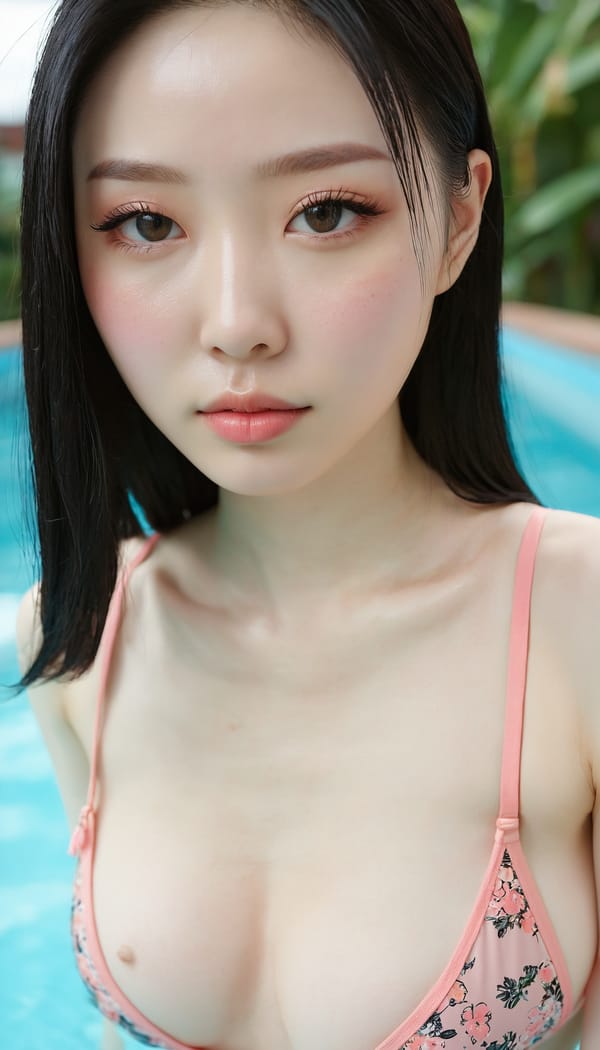 Tags: 21872187, SDXL
{"3": {"inputs": {"seed": 440893308691740, "steps": 64, "cfg": 7.96, "sampler_name": "dpmpp_2m", "scheduler": "karras", "denoise": 1.0, "model": ["27", 0], "positive": ["6", 0], "negative": ["7", 0], "latent_image": ["5", 0]}, "class_type": "KSampler"}, "4": {"inputs": {"ckpt_name": "juggernautxl.safetensors"}, "class_type": "CheckpointLoaderSimple"}, "5": {"inputs": {"width": 768, "height": 1344, "batch_size": 1}, "class_type": "EmptyLatentImage"}, "6": {"inputs": {"text": "24 year old girl, (korean:0.98), (ukrainian:0.99), (pale skin:1.09), (temptress:1.10), (seductive facial expression:0.95), (double eyelids:0.96), (blush:1.13), (eyelashes:1.06), (cute:1.04), (slim:0.97), (detailed face:1.12), (seductive pose:1.02), (sexy lips:0.96), (in a seductive pose:0.97), (large perky breasts:0.95), (cleavage:1.07), (thigh gap:1.04), (in a swimsuit:1.02) at a pool, (skin fuzz:1.02), (candid cinema:1.06), (natural looking skin:1.06), (film:1.09), (detailed skin:1.07), (RAW:1.04), (portra:1.00), (textured skin:1.07), (soft lighting:1.09)", "clip": ["27", 1]}, "class_type": "CLIPTextEncode"}, "7": {"inputs": {"text": "(watermark:1.07), (low resolution:1.08), (twisted:1.14), (bad hands:1.09), (distorted:1.09), (open mouth:1.14), (worst quality:1.14)", "clip": ["27", 1]}, "class_type": "CLIPTextEncode"}, "8": {"inputs": {"samples": ["3", 0], "vae": ["4", 2]}, "class_type": "VAEDecode"}, "25": {"inputs": {"lora_name": "nudify_xl.safetensors", "strength_model": 0.01, "strength_clip": 0.27, "model": ["4", 0], "clip": ["4", 1]}, "class_type": "LoraLoader"}, "26": {"inputs": {"lora_name": "shirtlift_SDXL_v2.safetensors", "strength_model": 0.09, "strength_clip": 0.17, "model": ["25", 0], "clip": ["25", 1]}, "class_type": "LoraLoader"}, "27": {"inputs": {"lora_name": "PerfectEyesXL.safetensors", "strength_model": 0.12, "strength_clip": 0.15, "model": ["26", 0], "clip": ["26", 1]}, "class_type": "LoraLoader"}, "30": {"inputs": {"model_name": "4x_NMKD-Superscale-SP_178000_G.pth"}, "class_type": "UpscaleModelLoader"}, "31": {"inputs": {"upscale_model": ["30", 0], "image": ["8", 0]}, "class_type": "ImageUpscaleWithModel"}, "32": {"inputs": {"upscale_method": "lanczos", "scale_by": 0.5, "image": ["31", 0]}, "class_type": "ImageScaleBy"}, "33": {"inputs": {"pixels": ["32", 0], "vae": ["4", 2]}, "class_type": "VAEEncode"}, "34": {"inputs": {"seed": 440893308691740, "steps": 64, "cfg": 7.96, "sampler_name": "dpmpp_2m", "scheduler": "karras", "denoise": 0.3, "model": ["27", 0], "positive": ["6", 0], "negative": ["7", 0], "latent_image": ["33", 0]}, "class_type": "KSampler"}, "36": {"inputs": {"samples": ["34", 0], "vae": ["4", 2]}, "class_type": "VAEDecode"}, "39": {"inputs": {"filename_prefix": "comfyapi-1713457728885", "images": ["36", 0]}, "class_type": "SaveImage"}}