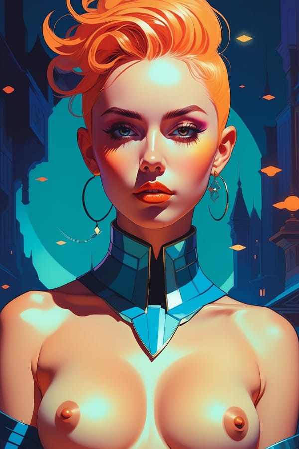 Tags: undefined
character design, intricate outfit, by James Stokoe style, Laurie Greasley, a study of cell shaded portrait box art style, concept art, llustration, post grunge, concept art by josan gonzales and wlop, highly detailed, sharp focus, Concept art, an elegant (Robin:1.3) , Azure neon hue, ultra detailed, comic book cover, ((Elegant)) , ((Phenomenal)) , ((Breathtaking)) , ((Detailed)) , ((Captivating)) , ((Astounding)) , fantasy, Spells, Nature, Mystical, oil painting, Oil on canvas, Oil artwork, Canvas painting, Antique glow, Vintage illumination, Retro lighting, Small aperture, Deep depth of field, Sharp from front to back . Dreamlike, mysterious, provocative, symbolic, intricate, detailed, (topless:1.8), (2b:0.5)
Negative prompt: photorealistic, realistic, deformed, glitch, noisy, low contrast, out of frame, (worst quality:1.2), (low quality:1.2), (lowres:1.1), (monochrome:1.1), (greyscale), multiple views, (((bad anatomy))), (((deformed))), (((disfigured))), watermark, multiple_views, mutation hands, mutation fingers, extra fingers, missing fingers, watermark
Steps: 36, Sampler: Euler a, CFG scale: 7, Seed: 2235575673, Size: 768x1152, Model hash: c9e3e68f89, Model: juggernautXL_v9Rundiffusionphoto2, Denoising strength: 0.3, Hires upscale: 1.5, Hires steps: 12, Hires upscaler: R-ESRGAN 4x+ Anime6B, Version: v1.7.0