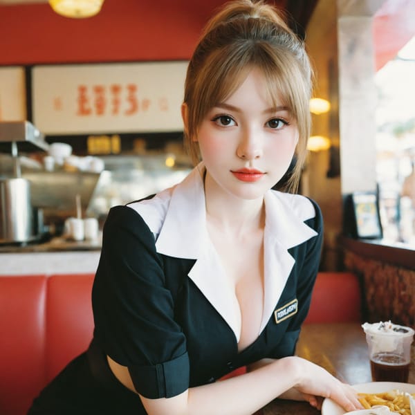 Tags: 21872187, SDXL
{"3": {"inputs": {"seed": 184548573093752, "steps": 32, "cfg": 6.53, "sampler_name": "dpmpp_2m", "scheduler": "karras", "denoise": 1.0, "model": ["27", 0], "positive": ["6", 0], "negative": ["7", 0], "latent_image": ["5", 0]}, "class_type": "KSampler"}, "4": {"inputs": {"ckpt_name": "helloworldxl.safetensors"}, "class_type": "CheckpointLoaderSimple"}, "5": {"inputs": {"width": 1024, "height": 1024, "batch_size": 1}, "class_type": "EmptyLatentImage"}, "6": {"inputs": {"text": "19 year old girl, (sexy lips:1.10), (blush:1.05), (double eyelids:1.01), (pale skin:1.14), (slim:0.99), (idol:0.97), (temptress:0.95), (cute:1.09), (seductive facial expression:0.97), (eyelashes:1.04), (detailed face:0.99), (beautiful eyes:1.03), (in a seductive pose:1.12), (large perky breasts:1.00), (cleavage:0.95), (thigh gap:1.12), (a waitress in uniform:1.07) working at a restaurant, (textured skin:1.04), (natural looking skin:1.09), (skin fuzz:1.04), (candid cinema:1.05), (soft lighting:1.09), (detailed skin:1.09), (film:1.01), (portra:1.00), (RAW:1.00)", "clip": ["27", 1]}, "class_type": "CLIPTextEncode"}, "7": {"inputs": {"text": "(worst quality:1.09), (twisted:1.08), (open mouth:1.08), (watermark:1.14), (distorted:1.11), (low resolution:1.14), (bad hands:1.05)", "clip": ["27", 1]}, "class_type": "CLIPTextEncode"}, "8": {"inputs": {"samples": ["3", 0], "vae": ["4", 2]}, "class_type": "VAEDecode"}, "25": {"inputs": {"lora_name": "nudify_xl.safetensors", "strength_model": 0.14, "strength_clip": 0.1, "model": ["4", 0], "clip": ["4", 1]}, "class_type": "LoraLoader"}, "26": {"inputs": {"lora_name": "shirtlift_SDXL_v2.safetensors", "strength_model": 0.15, "strength_clip": 0.16, "model": ["25", 0], "clip": ["25", 1]}, "class_type": "LoraLoader"}, "27": {"inputs": {"lora_name": "PerfectEyesXL.safetensors", "strength_model": 0.01, "strength_clip": 0.04, "model": ["26", 0], "clip": ["26", 1]}, "class_type": "LoraLoader"}, "30": {"inputs": {"model_name": "4x_NMKD-Superscale-SP_178000_G.pth"}, "class_type": "UpscaleModelLoader"}, "31": {"inputs": {"upscale_model": ["30", 0], "image": ["8", 0]}, "class_type": "ImageUpscaleWithModel"}, "32": {"inputs": {"upscale_method": "lanczos", "scale_by": 0.5, "image": ["31", 0]}, "class_type": "ImageScaleBy"}, "33": {"inputs": {"pixels": ["32", 0], "vae": ["4", 2]}, "class_type": "VAEEncode"}, "34": {"inputs": {"seed": 184548573093752, "steps": 32, "cfg": 6.53, "sampler_name": "dpmpp_2m", "scheduler": "karras", "denoise": 0.3, "model": ["27", 0], "positive": ["6", 0], "negative": ["7", 0], "latent_image": ["33", 0]}, "class_type": "KSampler"}, "36": {"inputs": {"samples": ["34", 0], "vae": ["4", 2]}, "class_type": "VAEDecode"}, "39": {"inputs": {"filename_prefix": "comfyapi-1727923222457", "images": ["36", 0]}, "class_type": "SaveImage"}}