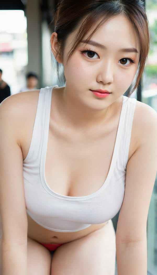 Tags: 21872187, SDXL
{"3": {"inputs": {"seed": 189246980935968, "steps": 32, "cfg": 7.47, "sampler_name": "dpmpp_2m", "scheduler": "karras", "denoise": 1.0, "model": ["27", 0], "positive": ["6", 0], "negative": ["7", 0], "latent_image": ["5", 0]}, "class_type": "KSampler"}, "4": {"inputs": {"ckpt_name": "juggernautXL_v8Rundiffusion.safetensors"}, "class_type": "CheckpointLoaderSimple"}, "5": {"inputs": {"width": 768, "height": 1344, "batch_size": 1}, "class_type": "EmptyLatentImage"}, "6": {"inputs": {"text": "25 year old girl, (japanese:1.05), (korean:1.05), (chinese:1.04), (ukrainian:1.00), (double eyelids:1.10), (blush:1.04), (eyelashes:1.09), (temptress:1.07), (beautiful eyes:1.07), (pale skin:1.09), (seductive pose:1.09), (detailed face:0.97), (cute:0.98), (seductive facial expression:1.12), (sexy lips:1.03), (idol:1.03), (slim:1.08), (on all fours:1.00), (spreading ass cheeks:1.04), (from behind:1.12), (backboob:1.02), (white tanktop:1.14), busy street, (candid cinema:1.07), (detailed skin:1.02), (textured skin:1.00), (RAW:1.09), (natural looking skin:1.03), (film:1.06), (skin fuzz:1.02), (portra:1.08), (soft lighting:1.00)", "clip": ["27", 1]}, "class_type": "CLIPTextEncode"}, "7": {"inputs": {"text": "(worst quality:1.14), (twisted:1.06), (watermark:1.06), (bad hands:1.13), (low resolution:1.07), (open mouth:1.06), (distorted:1.11)", "clip": ["27", 1]}, "class_type": "CLIPTextEncode"}, "8": {"inputs": {"samples": ["3", 0], "vae": ["4", 2]}, "class_type": "VAEDecode"}, "25": {"inputs": {"lora_name": "nudify_xl.safetensors", "strength_model": 0.19, "strength_clip": 0.13, "model": ["4", 0], "clip": ["4", 1]}, "class_type": "LoraLoader"}, "26": {"inputs": {"lora_name": "shirtlift_SDXL_v2.safetensors", "strength_model": 0.17, "strength_clip": 0.12, "model": ["25", 0], "clip": ["25", 1]}, "class_type": "LoraLoader"}, "27": {"inputs": {"lora_name": "PerfectEyesXL.safetensors", "strength_model": 0.16, "strength_clip": 0.05, "model": ["26", 0], "clip": ["26", 1]}, "class_type": "LoraLoader"}, "30": {"inputs": {"model_name": "4x_NMKD-Superscale-SP_178000_G.pth"}, "class_type": "UpscaleModelLoader"}, "31": {"inputs": {"upscale_model": ["30", 0], "image": ["8", 0]}, "class_type": "ImageUpscaleWithModel"}, "32": {"inputs": {"upscale_method": "lanczos", "scale_by": 0.5, "image": ["31", 0]}, "class_type": "ImageScaleBy"}, "33": {"inputs": {"pixels": ["32", 0], "vae": ["4", 2]}, "class_type": "VAEEncode"}, "34": {"inputs": {"seed": 189246980935968, "steps": 32, "cfg": 7.47, "sampler_name": "dpmpp_2m", "scheduler": "karras", "denoise": 0.3, "model": ["27", 0], "positive": ["6", 0], "negative": ["7", 0], "latent_image": ["33", 0]}, "class_type": "KSampler"}, "36": {"inputs": {"samples": ["34", 0], "vae": ["4", 2]}, "class_type": "VAEDecode"}, "39": {"inputs": {"filename_prefix": "comfyapi-1708021291020", "images": ["36", 0]}, "class_type": "SaveImage"}}