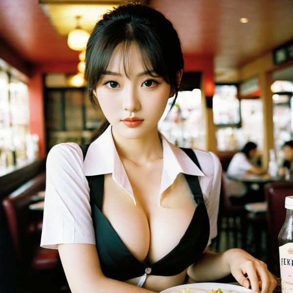 Tags: 21872187, SDXL
{"3": {"inputs": {"seed": 634152256410211, "steps": 64, "cfg": 7.29, "sampler_name": "dpmpp_2m", "scheduler": "karras", "denoise": 1.0, "model": ["27", 0], "positive": ["6", 0], "negative": ["7", 0], "latent_image": ["5", 0]}, "class_type": "KSampler"}, "4": {"inputs": {"ckpt_name": "helloworldxl.safetensors"}, "class_type": "CheckpointLoaderSimple"}, "5": {"inputs": {"width": 1024, "height": 1024, "batch_size": 1}, "class_type": "EmptyLatentImage"}, "6": {"inputs": {"text": "22 year old girl, (korean:1.12), (seductive facial expression:1.01), (temptress:1.09), (detailed face:1.13), (slim:1.13), (pale skin:1.11), (seductive pose:0.99), (sexy lips:1.01), (blush:1.05), (idol:0.97), (beautiful eyes:1.00), (cute:1.01), (eyelashes:1.08), (double eyelids:1.01), (in a seductive pose:1.09), (large perky breasts:1.03), (cleavage:1.09), (thigh gap:0.98), (a waitress in uniform:1.00) working at a restaurant, (skin fuzz:1.01), (film:1.03), (textured skin:1.07), (detailed skin:1.08), (soft lighting:1.05), (portra:1.02), (natural looking skin:1.03), (candid cinema:1.06), (RAW:1.03)", "clip": ["27", 1]}, "class_type": "CLIPTextEncode"}, "7": {"inputs": {"text": "(watermark:1.09), (worst quality:1.12), (low resolution:1.09), (open mouth:1.13), (distorted:1.06), (bad hands:1.07), (twisted:1.05)", "clip": ["27", 1]}, "class_type": "CLIPTextEncode"}, "8": {"inputs": {"samples": ["3", 0], "vae": ["4", 2]}, "class_type": "VAEDecode"}, "25": {"inputs": {"lora_name": "nudify_xl.safetensors", "strength_model": 0.37, "strength_clip": 0.07, "model": ["4", 0], "clip": ["4", 1]}, "class_type": "LoraLoader"}, "26": {"inputs": {"lora_name": "shirtlift_SDXL_v2.safetensors", "strength_model": 0.06, "strength_clip": 0.14, "model": ["25", 0], "clip": ["25", 1]}, "class_type": "LoraLoader"}, "27": {"inputs": {"lora_name": "PerfectEyesXL.safetensors", "strength_model": 0.01, "strength_clip": 0.16, "model": ["26", 0], "clip": ["26", 1]}, "class_type": "LoraLoader"}, "30": {"inputs": {"model_name": "4x_NMKD-Superscale-SP_178000_G.pth"}, "class_type": "UpscaleModelLoader"}, "31": {"inputs": {"upscale_model": ["30", 0], "image": ["8", 0]}, "class_type": "ImageUpscaleWithModel"}, "32": {"inputs": {"upscale_method": "lanczos", "scale_by": 0.5, "image": ["31", 0]}, "class_type": "ImageScaleBy"}, "33": {"inputs": {"pixels": ["32", 0], "vae": ["4", 2]}, "class_type": "VAEEncode"}, "34": {"inputs": {"seed": 634152256410211, "steps": 64, "cfg": 7.29, "sampler_name": "dpmpp_2m", "scheduler": "karras", "denoise": 0.3, "model": ["27", 0], "positive": ["6", 0], "negative": ["7", 0], "latent_image": ["33", 0]}, "class_type": "KSampler"}, "36": {"inputs": {"samples": ["34", 0], "vae": ["4", 2]}, "class_type": "VAEDecode"}, "39": {"inputs": {"filename_prefix": "comfyapi-1714620616442", "images": ["36", 0]}, "class_type": "SaveImage"}}