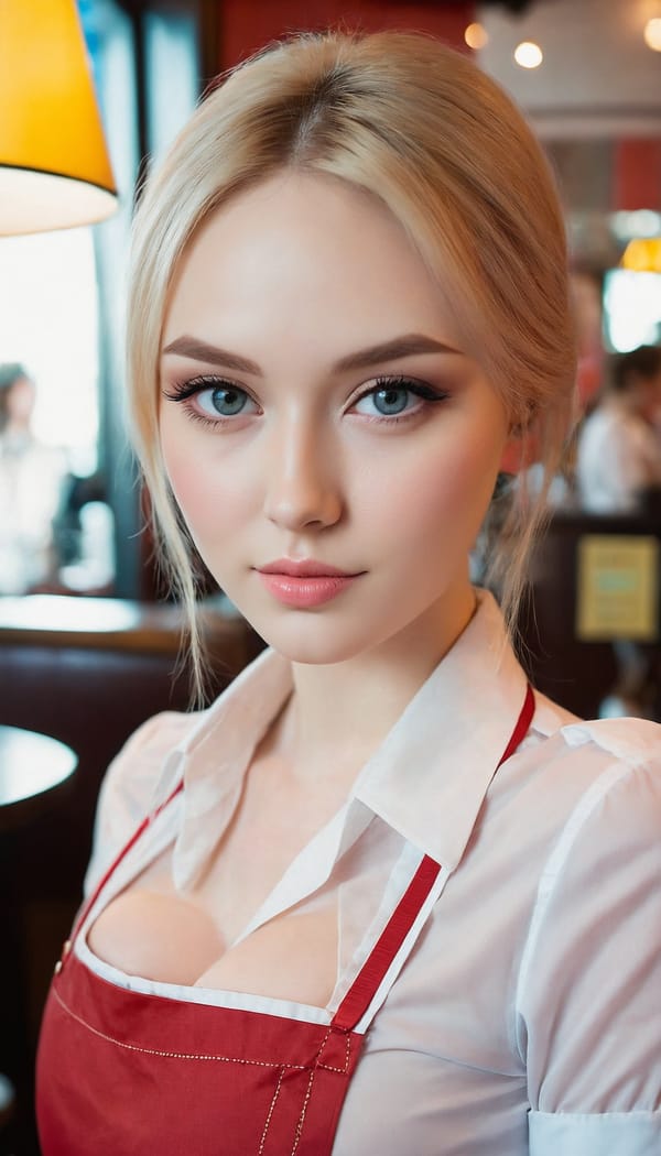 Tags: 21872187, SDXL
{"3": {"inputs": {"seed": 388693903967387, "steps": 32, "cfg": 6.98, "sampler_name": "dpmpp_2m", "scheduler": "karras", "denoise": 1.0, "model": ["27", 0], "positive": ["6", 0], "negative": ["7", 0], "latent_image": ["5", 0]}, "class_type": "KSampler"}, "4": {"inputs": {"ckpt_name": "juggernautXL_v8Rundiffusion.safetensors"}, "class_type": "CheckpointLoaderSimple"}, "5": {"inputs": {"width": 768, "height": 1344, "batch_size": 1}, "class_type": "EmptyLatentImage"}, "6": {"inputs": {"text": "26 year old girl, (ukrainian:0.95), (pale skin:0.97), (sexy lips:1.04), (slim:1.11), (seductive facial expression:1.06), (seductive pose:1.02), (detailed face:1.12), (temptress:1.01), (cute:1.06), (blush:1.10), (idol:1.00), (double eyelids:1.14), (beautiful eyes:1.05), (in a seductive pose:1.14), (large perky breasts:0.99), (cleavage:0.99), (thigh gap:1.04), (a waitress in uniform:1.11) working at a restaurant, (detailed skin:1.03), (textured skin:1.03), (natural looking skin:1.04), (soft lighting:1.06), (RAW:1.04), (candid cinema:1.00), (skin fuzz:1.02), (portra:1.03), (film:1.02)", "clip": ["27", 1]}, "class_type": "CLIPTextEncode"}, "7": {"inputs": {"text": "(low resolution:1.07), (open mouth:1.09), (bad hands:1.08), (watermark:1.10), (twisted:1.06), (distorted:1.06), (worst quality:1.12)", "clip": ["27", 1]}, "class_type": "CLIPTextEncode"}, "8": {"inputs": {"samples": ["3", 0], "vae": ["4", 2]}, "class_type": "VAEDecode"}, "25": {"inputs": {"lora_name": "nudify_xl.safetensors", "strength_model": 0.2, "strength_clip": 0.15, "model": ["4", 0], "clip": ["4", 1]}, "class_type": "LoraLoader"}, "26": {"inputs": {"lora_name": "shirtlift_SDXL_v2.safetensors", "strength_model": 0.01, "strength_clip": 0.07, "model": ["25", 0], "clip": ["25", 1]}, "class_type": "LoraLoader"}, "27": {"inputs": {"lora_name": "PerfectEyesXL.safetensors", "strength_model": 0.06, "strength_clip": 0.14, "model": ["26", 0], "clip": ["26", 1]}, "class_type": "LoraLoader"}, "30": {"inputs": {"model_name": "4x_NMKD-Superscale-SP_178000_G.pth"}, "class_type": "UpscaleModelLoader"}, "31": {"inputs": {"upscale_model": ["30", 0], "image": ["8", 0]}, "class_type": "ImageUpscaleWithModel"}, "32": {"inputs": {"upscale_method": "lanczos", "scale_by": 0.5, "image": ["31", 0]}, "class_type": "ImageScaleBy"}, "33": {"inputs": {"pixels": ["32", 0], "vae": ["4", 2]}, "class_type": "VAEEncode"}, "34": {"inputs": {"seed": 388693903967387, "steps": 32, "cfg": 6.98, "sampler_name": "dpmpp_2m", "scheduler": "karras", "denoise": 0.3, "model": ["27", 0], "positive": ["6", 0], "negative": ["7", 0], "latent_image": ["33", 0]}, "class_type": "KSampler"}, "36": {"inputs": {"samples": ["34", 0], "vae": ["4", 2]}, "class_type": "VAEDecode"}, "39": {"inputs": {"filename_prefix": "comfyapi-1707956094232", "images": ["36", 0]}, "class_type": "SaveImage"}}