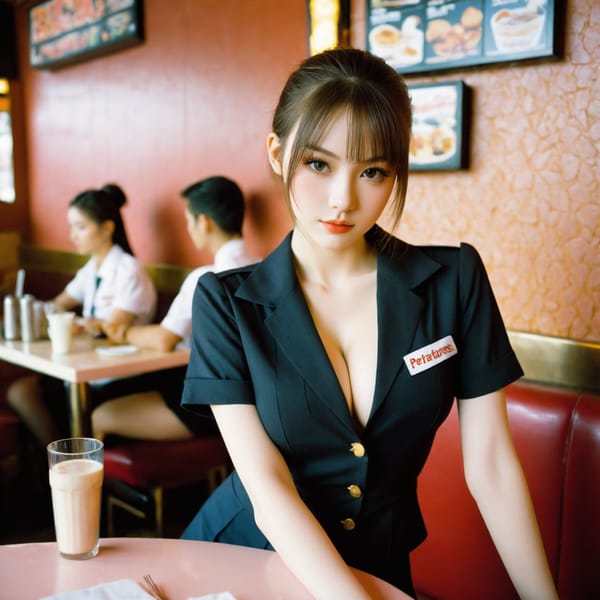 Tags: 21872187, SDXL
{"3": {"inputs": {"seed": 580950133590221, "steps": 32, "cfg": 7.39, "sampler_name": "dpmpp_2m", "scheduler": "karras", "denoise": 1.0, "model": ["27", 0], "positive": ["6", 0], "negative": ["7", 0], "latent_image": ["5", 0]}, "class_type": "KSampler"}, "4": {"inputs": {"ckpt_name": "helloworldxl.safetensors"}, "class_type": "CheckpointLoaderSimple"}, "5": {"inputs": {"width": 1024, "height": 1024, "batch_size": 1}, "class_type": "EmptyLatentImage"}, "6": {"inputs": {"text": "18 year old girl, (seductive facial expression:1.13), (double eyelids:0.95), (seductive pose:1.13), (slim:1.00), (detailed face:1.00), (blush:1.03), (sexy lips:0.96), (eyelashes:1.14), (beautiful eyes:1.11), (cute:0.95), (pale skin:1.04), (in a seductive pose:1.14), (large perky breasts:1.13), (cleavage:1.04), (thigh gap:1.11), (a waitress in uniform:1.11) working at a restaurant, (skin fuzz:1.09), (film:1.05), (candid cinema:1.05), (detailed skin:1.01), (natural looking skin:1.08), (portra:1.03), (textured skin:1.01), (RAW:1.02), (soft lighting:1.07)", "clip": ["27", 1]}, "class_type": "CLIPTextEncode"}, "7": {"inputs": {"text": "(twisted:1.12), (watermark:1.11), (low resolution:1.09), (open mouth:1.09), (worst quality:1.07), (bad hands:1.14), (distorted:1.08)", "clip": ["27", 1]}, "class_type": "CLIPTextEncode"}, "8": {"inputs": {"samples": ["3", 0], "vae": ["4", 2]}, "class_type": "VAEDecode"}, "25": {"inputs": {"lora_name": "nudify_xl.safetensors", "strength_model": 0.07, "strength_clip": 0.37, "model": ["4", 0], "clip": ["4", 1]}, "class_type": "LoraLoader"}, "26": {"inputs": {"lora_name": "shirtlift_SDXL_v2.safetensors", "strength_model": 0.06, "strength_clip": 0.12, "model": ["25", 0], "clip": ["25", 1]}, "class_type": "LoraLoader"}, "27": {"inputs": {"lora_name": "PerfectEyesXL.safetensors", "strength_model": 0.05, "strength_clip": 0.18, "model": ["26", 0], "clip": ["26", 1]}, "class_type": "LoraLoader"}, "30": {"inputs": {"model_name": "4x_NMKD-Superscale-SP_178000_G.pth"}, "class_type": "UpscaleModelLoader"}, "31": {"inputs": {"upscale_model": ["30", 0], "image": ["8", 0]}, "class_type": "ImageUpscaleWithModel"}, "32": {"inputs": {"upscale_method": "lanczos", "scale_by": 0.5, "image": ["31", 0]}, "class_type": "ImageScaleBy"}, "33": {"inputs": {"pixels": ["32", 0], "vae": ["4", 2]}, "class_type": "VAEEncode"}, "34": {"inputs": {"seed": 580950133590221, "steps": 32, "cfg": 7.39, "sampler_name": "dpmpp_2m", "scheduler": "karras", "denoise": 0.3, "model": ["27", 0], "positive": ["6", 0], "negative": ["7", 0], "latent_image": ["33", 0]}, "class_type": "KSampler"}, "36": {"inputs": {"samples": ["34", 0], "vae": ["4", 2]}, "class_type": "VAEDecode"}, "39": {"inputs": {"filename_prefix": "comfyapi-1714758782529", "images": ["36", 0]}, "class_type": "SaveImage"}}