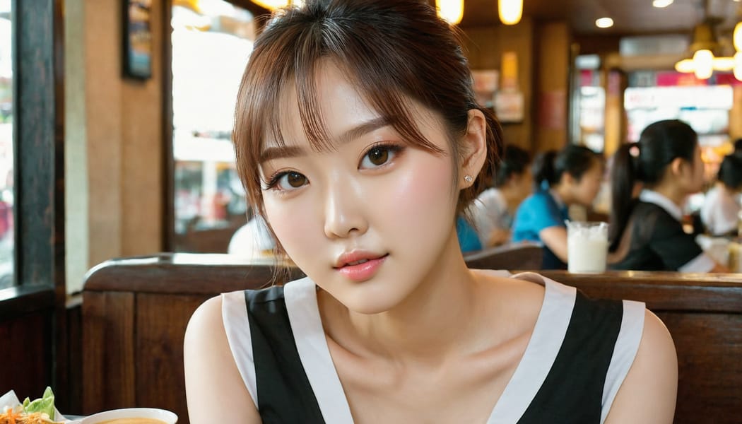 Tags: 21872187, SDXL
{"3": {"inputs": {"seed": 360443527585068, "steps": 64, "cfg": 6.39, "sampler_name": "dpmpp_2m", "scheduler": "karras", "denoise": 1.0, "model": ["27", 0], "positive": ["6", 0], "negative": ["7", 0], "latent_image": ["5", 0]}, "class_type": "KSampler"}, "4": {"inputs": {"ckpt_name": "juggernautxl.safetensors"}, "class_type": "CheckpointLoaderSimple"}, "5": {"inputs": {"width": 1344, "height": 768, "batch_size": 1}, "class_type": "EmptyLatentImage"}, "6": {"inputs": {"text": "25 year old girl, (korean:1.08), (beautiful eyes:1.09), (seductive pose:1.09), (sexy lips:0.98), (double eyelids:0.98), (detailed face:1.05), (seductive facial expression:1.06), (pale skin:1.08), (eyelashes:1.09), (cute:1.11), (idol:0.95), (slim:0.97), (blush:1.03), (temptress:1.13), (in a seductive pose:1.14), (large perky breasts:0.96), (cleavage:0.99), (thigh gap:1.14), (a waitress in uniform:1.05) working at a restaurant, (RAW:1.01), (textured skin:1.04), (natural looking skin:1.02), (portra:1.09), (skin fuzz:1.04), (soft lighting:1.07), (candid cinema:1.02), (film:1.04), (detailed skin:1.04)", "clip": ["27", 1]}, "class_type": "CLIPTextEncode"}, "7": {"inputs": {"text": "(low resolution:1.09), (worst quality:1.06), (watermark:1.08), (open mouth:1.12), (bad hands:1.06), (twisted:1.06), (distorted:1.10)", "clip": ["27", 1]}, "class_type": "CLIPTextEncode"}, "8": {"inputs": {"samples": ["3", 0], "vae": ["4", 2]}, "class_type": "VAEDecode"}, "25": {"inputs": {"lora_name": "nudify_xl.safetensors", "strength_model": 0.23, "strength_clip": 0.23, "model": ["4", 0], "clip": ["4", 1]}, "class_type": "LoraLoader"}, "26": {"inputs": {"lora_name": "shirtlift_SDXL_v2.safetensors", "strength_model": 0.1, "strength_clip": 0.18, "model": ["25", 0], "clip": ["25", 1]}, "class_type": "LoraLoader"}, "27": {"inputs": {"lora_name": "PerfectEyesXL.safetensors", "strength_model": 0.03, "strength_clip": 0.02, "model": ["26", 0], "clip": ["26", 1]}, "class_type": "LoraLoader"}, "30": {"inputs": {"model_name": "4x_NMKD-Superscale-SP_178000_G.pth"}, "class_type": "UpscaleModelLoader"}, "31": {"inputs": {"upscale_model": ["30", 0], "image": ["8", 0]}, "class_type": "ImageUpscaleWithModel"}, "32": {"inputs": {"upscale_method": "lanczos", "scale_by": 0.5, "image": ["31", 0]}, "class_type": "ImageScaleBy"}, "33": {"inputs": {"pixels": ["32", 0], "vae": ["4", 2]}, "class_type": "VAEEncode"}, "34": {"inputs": {"seed": 360443527585068, "steps": 64, "cfg": 6.39, "sampler_name": "dpmpp_2m", "scheduler": "karras", "denoise": 0.3, "model": ["27", 0], "positive": ["6", 0], "negative": ["7", 0], "latent_image": ["33", 0]}, "class_type": "KSampler"}, "36": {"inputs": {"samples": ["34", 0], "vae": ["4", 2]}, "class_type": "VAEDecode"}, "39": {"inputs": {"filename_prefix": "comfyapi-1716711329800", "images": ["36", 0]}, "class_type": "SaveImage"}}