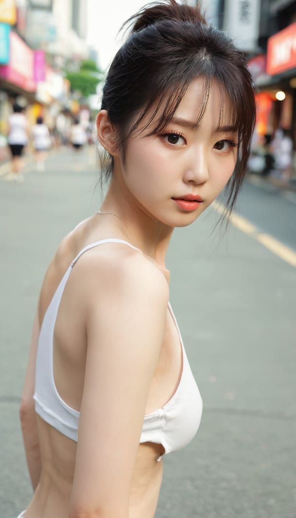 Tags: 21872187, SDXL
{"3": {"inputs": {"seed": 966513558145907, "steps": 32, "cfg": 6.55, "sampler_name": "dpmpp_2m", "scheduler": "karras", "denoise": 1.0, "model": ["27", 0], "positive": ["6", 0], "negative": ["7", 0], "latent_image": ["5", 0]}, "class_type": "KSampler"}, "4": {"inputs": {"ckpt_name": "juggernautxl.safetensors"}, "class_type": "CheckpointLoaderSimple"}, "5": {"inputs": {"width": 768, "height": 1344, "batch_size": 1}, "class_type": "EmptyLatentImage"}, "6": {"inputs": {"text": "25 year old girl, (korean:0.99), (japanese:1.03), (irish:1.13), (beautiful eyes:0.96), (slim:1.11), (seductive pose:1.12), (temptress:0.98), (blush:1.06), (seductive facial expression:1.08), (idol:0.99), (pale skin:1.14), (eyelashes:0.98), (detailed face:1.09), (sexy lips:1.08), (double eyelids:1.05), (on all fours:1.00), (spreading ass cheeks:1.14), (from behind:1.07), (backboob:1.04), (white tanktop:1.13), busy street, (film:1.07), (RAW:1.02), (soft lighting:1.09), (natural looking skin:1.08), (textured skin:1.06), (portra:1.05), (candid cinema:1.09), (detailed skin:1.09), (skin fuzz:1.07)", "clip": ["27", 1]}, "class_type": "CLIPTextEncode"}, "7": {"inputs": {"text": "(watermark:1.13), (bad hands:1.05), (open mouth:1.05), (worst quality:1.10), (low resolution:1.11), (distorted:1.14), (twisted:1.09)", "clip": ["27", 1]}, "class_type": "CLIPTextEncode"}, "8": {"inputs": {"samples": ["3", 0], "vae": ["4", 2]}, "class_type": "VAEDecode"}, "25": {"inputs": {"lora_name": "nudify_xl.safetensors", "strength_model": 0.05, "strength_clip": 0.16, "model": ["4", 0], "clip": ["4", 1]}, "class_type": "LoraLoader"}, "26": {"inputs": {"lora_name": "shirtlift_SDXL_v2.safetensors", "strength_model": 0.18, "strength_clip": 0.01, "model": ["25", 0], "clip": ["25", 1]}, "class_type": "LoraLoader"}, "27": {"inputs": {"lora_name": "PerfectEyesXL.safetensors", "strength_model": 0.19, "strength_clip": 0.09, "model": ["26", 0], "clip": ["26", 1]}, "class_type": "LoraLoader"}, "30": {"inputs": {"model_name": "4x_NMKD-Superscale-SP_178000_G.pth"}, "class_type": "UpscaleModelLoader"}, "31": {"inputs": {"upscale_model": ["30", 0], "image": ["8", 0]}, "class_type": "ImageUpscaleWithModel"}, "32": {"inputs": {"upscale_method": "lanczos", "scale_by": 0.5, "image": ["31", 0]}, "class_type": "ImageScaleBy"}, "33": {"inputs": {"pixels": ["32", 0], "vae": ["4", 2]}, "class_type": "VAEEncode"}, "34": {"inputs": {"seed": 966513558145907, "steps": 32, "cfg": 6.55, "sampler_name": "dpmpp_2m", "scheduler": "karras", "denoise": 0.3, "model": ["27", 0], "positive": ["6", 0], "negative": ["7", 0], "latent_image": ["33", 0]}, "class_type": "KSampler"}, "36": {"inputs": {"samples": ["34", 0], "vae": ["4", 2]}, "class_type": "VAEDecode"}, "39": {"inputs": {"filename_prefix": "comfyapi-1731194972617", "images": ["36", 0]}, "class_type": "SaveImage"}}