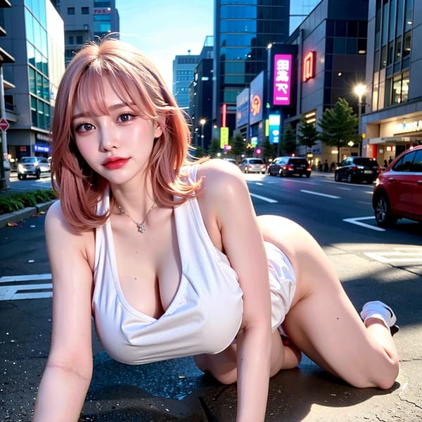 Tags: 21872187
<lora:JapaneseDollLikeness_v15:0.50>, <lora:koreanDollLikeness:0.55>, <lora:YaeMiko_Test:0.66>, (ukrainian:0.96), (white tank top:1.06), (large breasts:1.15), busy street in urban city, (on all fours:0.91), spreading ass cheeks, (from behind:1.04), <lora:fixStandingDoggyStyle:0.28>, backboob, <lora:Addams:0.24>, extremely detailed eyes, (photorealistic:1.10), sexy lips, seductive smile, pale skin, perky breasts, full body portrait, 4K, hyper realistic, (long slim legs:1.09), blush, delicate and beautiful girl, solo, (stunningly attractive:1.19)
Negative prompt: drawings, disfigured, (low quality:2.13), (worst quality:2.24)
Steps: 32, Sampler: DPM++ 2M Karras, CFG scale: 6.27, Seed: 4266648217, Size: 768x768, Model hash: fc2511737a, Model: chilloutmix_NiPrunedFp32Fix, Seed resize from: -1x-1, Denoising strength: 0.4, Version: v1.2.1, Hires upscale: 2.0, Hires steps: 32, Hires upscaler: ESRGAN_4x