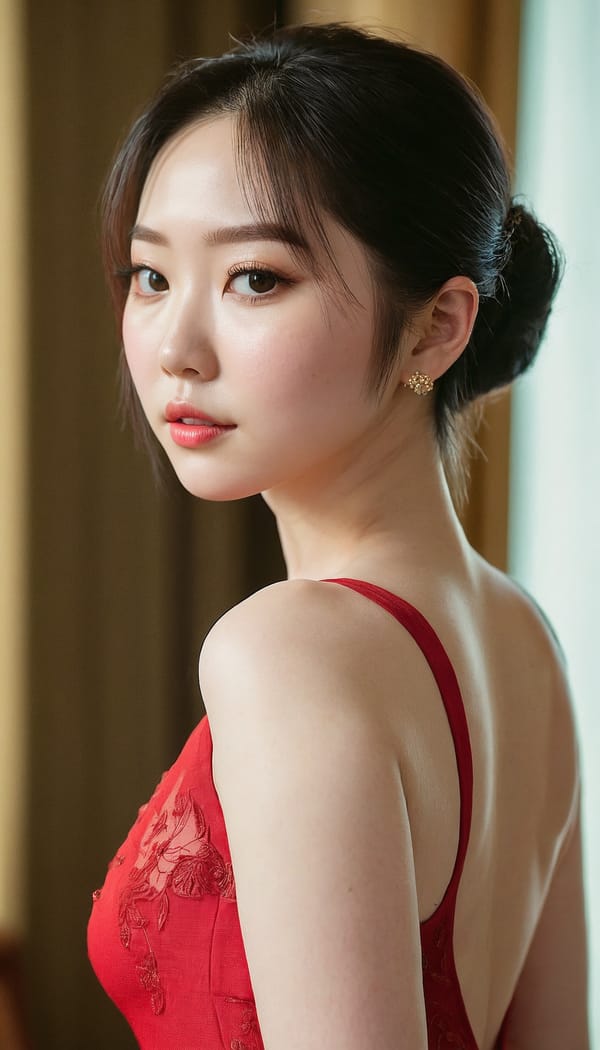 Tags: 21872187, SDXL
{"3": {"inputs": {"seed": 323792974155291, "steps": 32, "cfg": 6.84, "sampler_name": "dpmpp_2m", "scheduler": "karras", "denoise": 1.0, "model": ["27", 0], "positive": ["6", 0], "negative": ["7", 0], "latent_image": ["5", 0]}, "class_type": "KSampler"}, "4": {"inputs": {"ckpt_name": "juggernautxl.safetensors"}, "class_type": "CheckpointLoaderSimple"}, "5": {"inputs": {"width": 768, "height": 1344, "batch_size": 1}, "class_type": "EmptyLatentImage"}, "6": {"inputs": {"text": "24 year old girl, (irish:1.05), (korean:1.06), (pale skin:0.96), (double eyelids:0.98), (seductive facial expression:1.13), (sexy lips:1.10), (blush:1.05), (temptress:1.06), (slim:1.00), (beautiful eyes:1.09), (idol:1.04), (detailed face:0.96), (cute:1.00), (seductive pose:1.13), (eyelashes:1.11), (perky ass:0.96), (exposed ass:1.09), (looking back:1.10), (sexy ass:1.02), (thigh gap:1.12), (wearing a low-cut red dress:1.12) at a ballroom, (textured skin:1.01), (portra:1.09), (RAW:1.07), (film:1.00), (candid cinema:1.07), (skin fuzz:1.08), (natural looking skin:1.08), (detailed skin:1.00), (soft lighting:1.09)", "clip": ["27", 1]}, "class_type": "CLIPTextEncode"}, "7": {"inputs": {"text": "(worst quality:1.08), (distorted:1.14), (bad hands:1.05), (watermark:1.09), (twisted:1.07), (open mouth:1.10), (low resolution:1.06)", "clip": ["27", 1]}, "class_type": "CLIPTextEncode"}, "8": {"inputs": {"samples": ["3", 0], "vae": ["4", 2]}, "class_type": "VAEDecode"}, "25": {"inputs": {"lora_name": "nudify_xl.safetensors", "strength_model": 0.22, "strength_clip": 0.22, "model": ["4", 0], "clip": ["4", 1]}, "class_type": "LoraLoader"}, "26": {"inputs": {"lora_name": "shirtlift_SDXL_v2.safetensors", "strength_model": 0.09, "strength_clip": 0.07, "model": ["25", 0], "clip": ["25", 1]}, "class_type": "LoraLoader"}, "27": {"inputs": {"lora_name": "PerfectEyesXL.safetensors", "strength_model": 0.09, "strength_clip": 0.11, "model": ["26", 0], "clip": ["26", 1]}, "class_type": "LoraLoader"}, "30": {"inputs": {"model_name": "4x_NMKD-Superscale-SP_178000_G.pth"}, "class_type": "UpscaleModelLoader"}, "31": {"inputs": {"upscale_model": ["30", 0], "image": ["8", 0]}, "class_type": "ImageUpscaleWithModel"}, "32": {"inputs": {"upscale_method": "lanczos", "scale_by": 0.5, "image": ["31", 0]}, "class_type": "ImageScaleBy"}, "33": {"inputs": {"pixels": ["32", 0], "vae": ["4", 2]}, "class_type": "VAEEncode"}, "34": {"inputs": {"seed": 323792974155291, "steps": 32, "cfg": 6.84, "sampler_name": "dpmpp_2m", "scheduler": "karras", "denoise": 0.3, "model": ["27", 0], "positive": ["6", 0], "negative": ["7", 0], "latent_image": ["33", 0]}, "class_type": "KSampler"}, "36": {"inputs": {"samples": ["34", 0], "vae": ["4", 2]}, "class_type": "VAEDecode"}, "39": {"inputs": {"filename_prefix": "comfyapi-1732266829201", "images": ["36", 0]}, "class_type": "SaveImage"}}