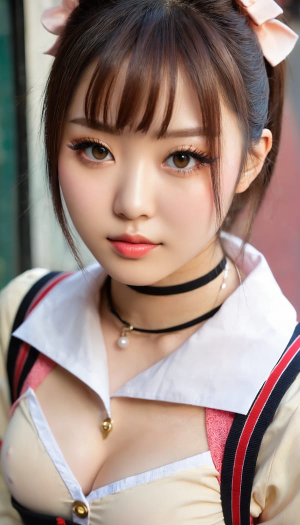 Tags: 21872187, SDXL
{"3": {"inputs": {"seed": 268538814480140, "steps": 64, "cfg": 7.82, "sampler_name": "dpmpp_2m", "scheduler": "karras", "denoise": 1.0, "model": ["27", 0], "positive": ["6", 0], "negative": ["7", 0], "latent_image": ["5", 0]}, "class_type": "KSampler"}, "4": {"inputs": {"ckpt_name": "juggernautxl.safetensors"}, "class_type": "CheckpointLoaderSimple"}, "5": {"inputs": {"width": 768, "height": 1344, "batch_size": 1}, "class_type": "EmptyLatentImage"}, "6": {"inputs": {"text": "20 year old girl, (japanese:1.05), (eyelashes:1.10), (cute:0.97), (seductive pose:1.02), (seductive facial expression:1.14), (slim:1.03), (beautiful eyes:1.13), (pale skin:1.07), (temptress:1.04), (sexy lips:1.14), (double eyelids:1.13), (idol:1.03), (blush:0.95), (detailed face:1.01), (in a seductive pose:1.10), (large perky breasts:0.95), (cleavage:0.98), (thigh gap:1.02), (school uniform:0.98), choker, busy street, (portra:1.09), (soft lighting:1.08), (film:1.05), (textured skin:1.03), (candid cinema:1.02), (detailed skin:1.00), (skin fuzz:1.04), (natural looking skin:1.05), (RAW:1.02)", "clip": ["27", 1]}, "class_type": "CLIPTextEncode"}, "7": {"inputs": {"text": "(bad hands:1.05), (distorted:1.14), (watermark:1.10), (worst quality:1.07), (open mouth:1.07), (low resolution:1.05), (twisted:1.13)", "clip": ["27", 1]}, "class_type": "CLIPTextEncode"}, "8": {"inputs": {"samples": ["3", 0], "vae": ["4", 2]}, "class_type": "VAEDecode"}, "25": {"inputs": {"lora_name": "nudify_xl.safetensors", "strength_model": 0.35, "strength_clip": 0.26, "model": ["4", 0], "clip": ["4", 1]}, "class_type": "LoraLoader"}, "26": {"inputs": {"lora_name": "shirtlift_SDXL_v2.safetensors", "strength_model": 0.11, "strength_clip": 0.05, "model": ["25", 0], "clip": ["25", 1]}, "class_type": "LoraLoader"}, "27": {"inputs": {"lora_name": "PerfectEyesXL.safetensors", "strength_model": 0.14, "strength_clip": 0.02, "model": ["26", 0], "clip": ["26", 1]}, "class_type": "LoraLoader"}, "30": {"inputs": {"model_name": "4x_NMKD-Superscale-SP_178000_G.pth"}, "class_type": "UpscaleModelLoader"}, "31": {"inputs": {"upscale_model": ["30", 0], "image": ["8", 0]}, "class_type": "ImageUpscaleWithModel"}, "32": {"inputs": {"upscale_method": "lanczos", "scale_by": 0.5, "image": ["31", 0]}, "class_type": "ImageScaleBy"}, "33": {"inputs": {"pixels": ["32", 0], "vae": ["4", 2]}, "class_type": "VAEEncode"}, "34": {"inputs": {"seed": 268538814480140, "steps": 64, "cfg": 7.82, "sampler_name": "dpmpp_2m", "scheduler": "karras", "denoise": 0.3, "model": ["27", 0], "positive": ["6", 0], "negative": ["7", 0], "latent_image": ["33", 0]}, "class_type": "KSampler"}, "36": {"inputs": {"samples": ["34", 0], "vae": ["4", 2]}, "class_type": "VAEDecode"}, "39": {"inputs": {"filename_prefix": "comfyapi-1726967008620", "images": ["36", 0]}, "class_type": "SaveImage"}}