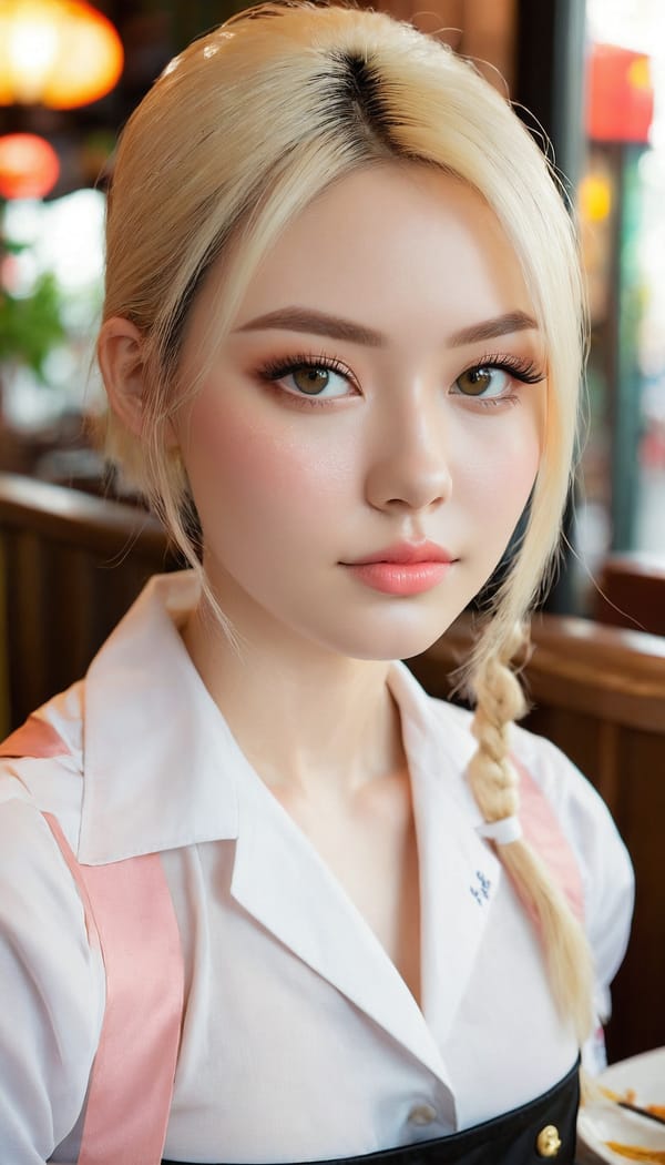 Tags: 21872187, SDXL
{"3": {"inputs": {"seed": 271627022899352, "steps": 64, "cfg": 7.01, "sampler_name": "dpmpp_2m", "scheduler": "karras", "denoise": 1.0, "model": ["27", 0], "positive": ["6", 0], "negative": ["7", 0], "latent_image": ["5", 0]}, "class_type": "KSampler"}, "4": {"inputs": {"ckpt_name": "juggernautxl.safetensors"}, "class_type": "CheckpointLoaderSimple"}, "5": {"inputs": {"width": 768, "height": 1344, "batch_size": 1}, "class_type": "EmptyLatentImage"}, "6": {"inputs": {"text": "26 year old girl, (temptress:1.05), (blush:1.12), (sexy lips:1.05), (double eyelids:0.97), (beautiful eyes:1.00), (pale skin:0.99), (cute:1.10), (detailed face:1.03), (idol:1.00), (seductive facial expression:1.09), (slim:1.09), (eyelashes:1.01), (seductive pose:1.14), (in a seductive pose:1.03), (large perky breasts:0.95), (cleavage:1.04), (thigh gap:1.07), (a waitress in uniform:1.02) working at a restaurant, (soft lighting:1.05), (textured skin:1.03), (candid cinema:1.07), (portra:1.09), (skin fuzz:1.06), (detailed skin:1.01), (RAW:1.02), (natural looking skin:1.04), (film:1.05)", "clip": ["27", 1]}, "class_type": "CLIPTextEncode"}, "7": {"inputs": {"text": "(open mouth:1.11), (low resolution:1.11), (twisted:1.13), (distorted:1.06), (watermark:1.09), (bad hands:1.13), (worst quality:1.14)", "clip": ["27", 1]}, "class_type": "CLIPTextEncode"}, "8": {"inputs": {"samples": ["3", 0], "vae": ["4", 2]}, "class_type": "VAEDecode"}, "25": {"inputs": {"lora_name": "nudify_xl.safetensors", "strength_model": 0.15, "strength_clip": 0.12, "model": ["4", 0], "clip": ["4", 1]}, "class_type": "LoraLoader"}, "26": {"inputs": {"lora_name": "shirtlift_SDXL_v2.safetensors", "strength_model": 0.05, "strength_clip": 0.02, "model": ["25", 0], "clip": ["25", 1]}, "class_type": "LoraLoader"}, "27": {"inputs": {"lora_name": "PerfectEyesXL.safetensors", "strength_model": 0.17, "strength_clip": 0.18, "model": ["26", 0], "clip": ["26", 1]}, "class_type": "LoraLoader"}, "30": {"inputs": {"model_name": "4x_NMKD-Superscale-SP_178000_G.pth"}, "class_type": "UpscaleModelLoader"}, "31": {"inputs": {"upscale_model": ["30", 0], "image": ["8", 0]}, "class_type": "ImageUpscaleWithModel"}, "32": {"inputs": {"upscale_method": "lanczos", "scale_by": 0.5, "image": ["31", 0]}, "class_type": "ImageScaleBy"}, "33": {"inputs": {"pixels": ["32", 0], "vae": ["4", 2]}, "class_type": "VAEEncode"}, "34": {"inputs": {"seed": 271627022899352, "steps": 64, "cfg": 7.01, "sampler_name": "dpmpp_2m", "scheduler": "karras", "denoise": 0.3, "model": ["27", 0], "positive": ["6", 0], "negative": ["7", 0], "latent_image": ["33", 0]}, "class_type": "KSampler"}, "36": {"inputs": {"samples": ["34", 0], "vae": ["4", 2]}, "class_type": "VAEDecode"}, "39": {"inputs": {"filename_prefix": "comfyapi-1714835260249", "images": ["36", 0]}, "class_type": "SaveImage"}}