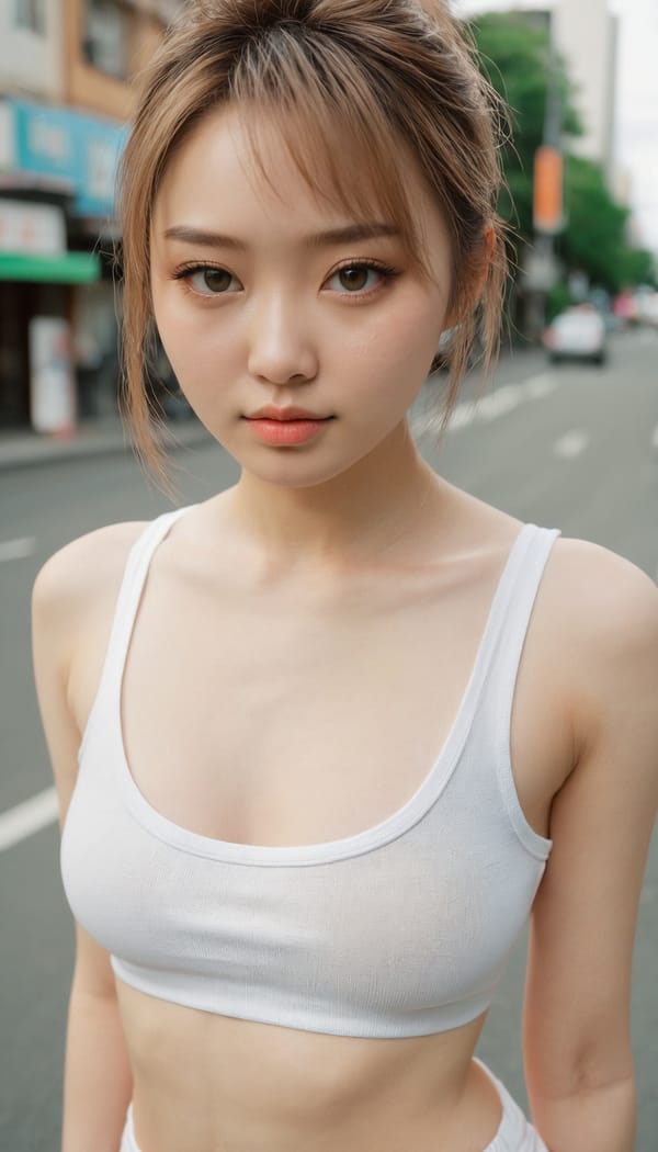 Tags: 21872187, SDXL
{"3": {"inputs": {"seed": 842144415064884, "steps": 32, "cfg": 6.22, "sampler_name": "dpmpp_2m", "scheduler": "karras", "denoise": 1.0, "model": ["27", 0], "positive": ["6", 0], "negative": ["7", 0], "latent_image": ["5", 0]}, "class_type": "KSampler"}, "4": {"inputs": {"ckpt_name": "juggernautxl.safetensors"}, "class_type": "CheckpointLoaderSimple"}, "5": {"inputs": {"width": 768, "height": 1344, "batch_size": 1}, "class_type": "EmptyLatentImage"}, "6": {"inputs": {"text": "20 year old girl, (japanese:0.96), (russian:1.13), (detailed face:1.09), (seductive pose:1.02), (idol:1.02), (blush:0.96), (beautiful eyes:1.07), (seductive facial expression:1.05), (pale skin:1.14), (double eyelids:1.02), (temptress:0.99), (sexy lips:1.03), (eyelashes:1.06), (cute:1.07), (slim:1.05), (perky ass:0.98), (exposed ass:1.01), (looking back:1.14), (sexy ass:1.10), (thigh gap:1.07), (white tanktop:1.08), busy street, (RAW:1.00), (candid cinema:1.04), (detailed skin:1.00), (film:1.07), (portra:1.03), (textured skin:1.03), (skin fuzz:1.05), (natural looking skin:1.06), (soft lighting:1.02)", "clip": ["27", 1]}, "class_type": "CLIPTextEncode"}, "7": {"inputs": {"text": "(open mouth:1.14), (worst quality:1.09), (low resolution:1.05), (twisted:1.12), (watermark:1.07), (bad hands:1.07), (distorted:1.13)", "clip": ["27", 1]}, "class_type": "CLIPTextEncode"}, "8": {"inputs": {"samples": ["3", 0], "vae": ["4", 2]}, "class_type": "VAEDecode"}, "25": {"inputs": {"lora_name": "nudify_xl.safetensors", "strength_model": 0.05, "strength_clip": 0.38, "model": ["4", 0], "clip": ["4", 1]}, "class_type": "LoraLoader"}, "26": {"inputs": {"lora_name": "shirtlift_SDXL_v2.safetensors", "strength_model": 0.08, "strength_clip": 0.05, "model": ["25", 0], "clip": ["25", 1]}, "class_type": "LoraLoader"}, "27": {"inputs": {"lora_name": "PerfectEyesXL.safetensors", "strength_model": 0.19, "strength_clip": 0.19, "model": ["26", 0], "clip": ["26", 1]}, "class_type": "LoraLoader"}, "30": {"inputs": {"model_name": "4x_NMKD-Superscale-SP_178000_G.pth"}, "class_type": "UpscaleModelLoader"}, "31": {"inputs": {"upscale_model": ["30", 0], "image": ["8", 0]}, "class_type": "ImageUpscaleWithModel"}, "32": {"inputs": {"upscale_method": "lanczos", "scale_by": 0.5, "image": ["31", 0]}, "class_type": "ImageScaleBy"}, "33": {"inputs": {"pixels": ["32", 0], "vae": ["4", 2]}, "class_type": "VAEEncode"}, "34": {"inputs": {"seed": 842144415064884, "steps": 32, "cfg": 6.22, "sampler_name": "dpmpp_2m", "scheduler": "karras", "denoise": 0.3, "model": ["27", 0], "positive": ["6", 0], "negative": ["7", 0], "latent_image": ["33", 0]}, "class_type": "KSampler"}, "36": {"inputs": {"samples": ["34", 0], "vae": ["4", 2]}, "class_type": "VAEDecode"}, "39": {"inputs": {"filename_prefix": "comfyapi-1732910859809", "images": ["36", 0]}, "class_type": "SaveImage"}}