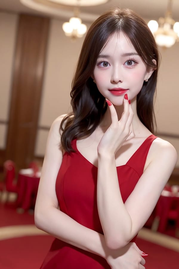 Tags: 21872187
<lora:mix4:0.62>, <lora:JapaneseDollLikeness_v15:0.60>, (ukrainian:0.93), (low-cut red dress:0.92), hotel ballroom, ceremony, (seductive pose:0.97), extremely detailed face, cute, sexy lips, seductive smile, double eyelids, pale skin, textured skin, 4K, sharp, (thigh gap:1.18), blush, 1girl, (dramatic:1.00)
Negative prompt: drawings, anime, fat, (worst quality:1.92)
Steps: 32, Sampler: DPM++ 2M Karras, CFG scale: 6.92, Seed: 717767547, Size: 512x768, Model hash: fc2511737a, Model: chilloutmix_NiPrunedFp32Fix, Seed resize from: -1x-1, Denoising strength: 0.35, Version: v1.2.1, Hires upscale: 2.0, Hires steps: 16, Hires upscaler: ESRGAN_4x