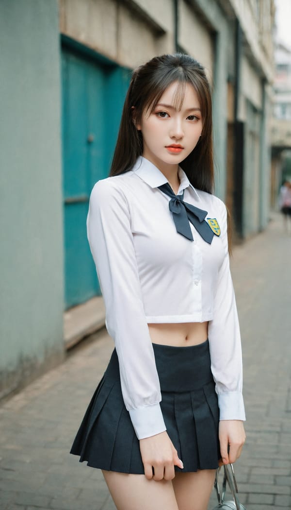 Tags: 21872187, SDXL
{"3": {"inputs": {"seed": 172916011644164, "steps": 32, "cfg": 5.66, "sampler_name": "dpmpp_2m", "scheduler": "karras", "denoise": 1.0, "model": ["27", 0], "positive": ["6", 0], "negative": ["7", 0], "latent_image": ["5", 0]}, "class_type": "KSampler"}, "4": {"inputs": {"ckpt_name": "leosamsHelloworldSDXL_helloworldSDXL32DPO.safetensors"}, "class_type": "CheckpointLoaderSimple"}, "5": {"inputs": {"width": 768, "height": 1344, "batch_size": 1}, "class_type": "EmptyLatentImage"}, "6": {"inputs": {"text": "25 year old girl, (ukrainian:0.99), (chinese:1.02), (idol:0.95), (seductive facial expression:1.10), (eyelashes:0.99), (beautiful eyes:1.05), (cute:0.97), (pale skin:1.08), (seductive pose:0.95), (temptress:1.14), (slim:1.02), (blush:0.95), (detailed face:1.04), (sexy lips:1.13), (double eyelids:1.09), (perky ass:0.98), (exposed ass:0.98), (looking back:0.96), (sexy ass:1.06), (thigh gap:1.14), (school uniform:1.06), choker, busy street, (film:1.01), (textured skin:1.00), (skin fuzz:1.05), (portra:1.09), (candid cinema:1.08), (RAW:1.09), (soft lighting:1.09), (detailed skin:1.03), (natural looking skin:1.08)", "clip": ["27", 1]}, "class_type": "CLIPTextEncode"}, "7": {"inputs": {"text": "(low resolution:1.08), (watermark:1.07), (open mouth:1.12), (twisted:1.12), (worst quality:1.11), (bad hands:1.11), (distorted:1.10)", "clip": ["27", 1]}, "class_type": "CLIPTextEncode"}, "8": {"inputs": {"samples": ["3", 0], "vae": ["4", 2]}, "class_type": "VAEDecode"}, "25": {"inputs": {"lora_name": "nudify_xl.safetensors", "strength_model": 0.08, "strength_clip": 0.14, "model": ["4", 0], "clip": ["4", 1]}, "class_type": "LoraLoader"}, "26": {"inputs": {"lora_name": "shirtlift_SDXL_v2.safetensors", "strength_model": 0.1, "strength_clip": 0.08, "model": ["25", 0], "clip": ["25", 1]}, "class_type": "LoraLoader"}, "27": {"inputs": {"lora_name": "PerfectEyesXL.safetensors", "strength_model": 0.19, "strength_clip": 0.1, "model": ["26", 0], "clip": ["26", 1]}, "class_type": "LoraLoader"}, "30": {"inputs": {"model_name": "4x_NMKD-Superscale-SP_178000_G.pth"}, "class_type": "UpscaleModelLoader"}, "31": {"inputs": {"upscale_model": ["30", 0], "image": ["8", 0]}, "class_type": "ImageUpscaleWithModel"}, "32": {"inputs": {"upscale_method": "lanczos", "scale_by": 0.5, "image": ["31", 0]}, "class_type": "ImageScaleBy"}, "33": {"inputs": {"pixels": ["32", 0], "vae": ["4", 2]}, "class_type": "VAEEncode"}, "34": {"inputs": {"seed": 172916011644164, "steps": 32, "cfg": 5.66, "sampler_name": "dpmpp_2m", "scheduler": "karras", "denoise": 0.3, "model": ["27", 0], "positive": ["6", 0], "negative": ["7", 0], "latent_image": ["33", 0]}, "class_type": "KSampler"}, "36": {"inputs": {"samples": ["34", 0], "vae": ["4", 2]}, "class_type": "VAEDecode"}, "39": {"inputs": {"filename_prefix": "comfyapi-1707885007425", "images": ["36", 0]}, "class_type": "SaveImage"}}