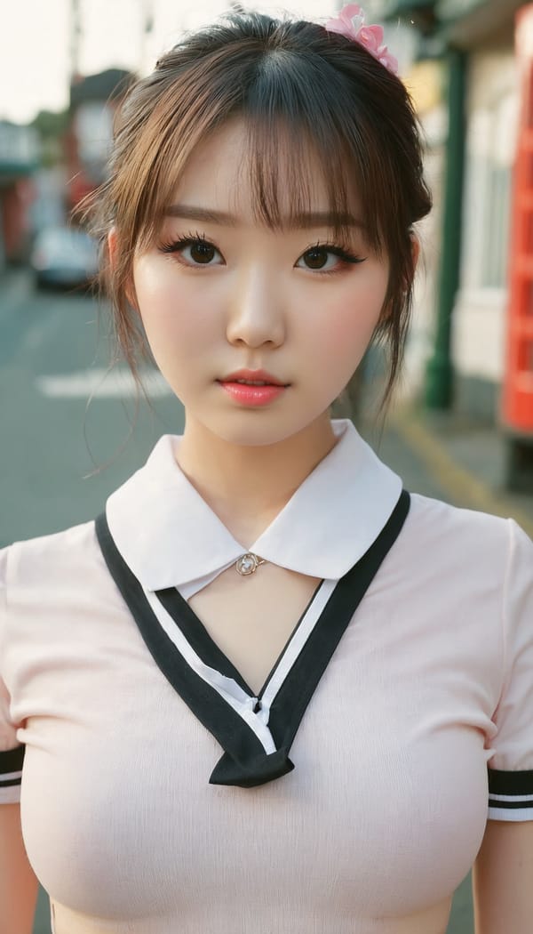 Tags: 21872187, SDXL
{"3": {"inputs": {"seed": 201750322278322, "steps": 32, "cfg": 5.79, "sampler_name": "dpmpp_2m", "scheduler": "karras", "denoise": 1.0, "model": ["27", 0], "positive": ["6", 0], "negative": ["7", 0], "latent_image": ["5", 0]}, "class_type": "KSampler"}, "4": {"inputs": {"ckpt_name": "juggernautxl.safetensors"}, "class_type": "CheckpointLoaderSimple"}, "5": {"inputs": {"width": 768, "height": 1344, "batch_size": 1}, "class_type": "EmptyLatentImage"}, "6": {"inputs": {"text": "25 year old girl, (irish:0.97), (korean:0.98), (temptress:0.95), (detailed face:1.13), (idol:0.99), (eyelashes:1.03), (seductive pose:1.11), (blush:0.97), (cute:1.11), (double eyelids:1.06), (pale skin:0.95), (slim:1.09), (seductive facial expression:1.03), (in a seductive pose:1.13), (large perky breasts:1.01), (cleavage:1.10), (thigh gap:1.04), (school uniform:1.04), choker, busy street, (RAW:1.06), (film:1.09), (textured skin:1.09), (skin fuzz:1.07), (portra:1.07), (natural looking skin:1.07), (candid cinema:1.09), (soft lighting:1.00), (detailed skin:1.09)", "clip": ["27", 1]}, "class_type": "CLIPTextEncode"}, "7": {"inputs": {"text": "(bad hands:1.05), (watermark:1.05), (low resolution:1.06), (twisted:1.14), (open mouth:1.14), (distorted:1.13)", "clip": ["27", 1]}, "class_type": "CLIPTextEncode"}, "8": {"inputs": {"samples": ["3", 0], "vae": ["4", 2]}, "class_type": "VAEDecode"}, "25": {"inputs": {"lora_name": "nudify_xl.safetensors", "strength_model": 0.11, "strength_clip": 0.22, "model": ["4", 0], "clip": ["4", 1]}, "class_type": "LoraLoader"}, "26": {"inputs": {"lora_name": "shirtlift_SDXL_v2.safetensors", "strength_model": 0.09, "strength_clip": 0.17, "model": ["25", 0], "clip": ["25", 1]}, "class_type": "LoraLoader"}, "27": {"inputs": {"lora_name": "PerfectEyesXL.safetensors", "strength_model": 0.16, "strength_clip": 0.14, "model": ["26", 0], "clip": ["26", 1]}, "class_type": "LoraLoader"}, "30": {"inputs": {"model_name": "4x_NMKD-Superscale-SP_178000_G.pth"}, "class_type": "UpscaleModelLoader"}, "31": {"inputs": {"upscale_model": ["30", 0], "image": ["8", 0]}, "class_type": "ImageUpscaleWithModel"}, "32": {"inputs": {"upscale_method": "lanczos", "scale_by": 0.5, "image": ["31", 0]}, "class_type": "ImageScaleBy"}, "33": {"inputs": {"pixels": ["32", 0], "vae": ["4", 2]}, "class_type": "VAEEncode"}, "34": {"inputs": {"seed": 201750322278322, "steps": 32, "cfg": 5.79, "sampler_name": "dpmpp_2m", "scheduler": "karras", "denoise": 0.3, "model": ["27", 0], "positive": ["6", 0], "negative": ["7", 0], "latent_image": ["33", 0]}, "class_type": "KSampler"}, "36": {"inputs": {"samples": ["34", 0], "vae": ["4", 2]}, "class_type": "VAEDecode"}, "39": {"inputs": {"filename_prefix": "comfyapi-1714580351736", "images": ["36", 0]}, "class_type": "SaveImage"}}