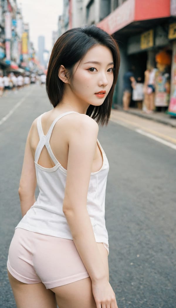 Tags: 21872187, SDXL
{"3": {"inputs": {"seed": 597001277707051, "steps": 32, "cfg": 5.73, "sampler_name": "dpmpp_2m", "scheduler": "karras", "denoise": 1.0, "model": ["27", 0], "positive": ["6", 0], "negative": ["7", 0], "latent_image": ["5", 0]}, "class_type": "KSampler"}, "4": {"inputs": {"ckpt_name": "leosamsHelloworldSDXL_helloworldSDXL32DPO.safetensors"}, "class_type": "CheckpointLoaderSimple"}, "5": {"inputs": {"width": 768, "height": 1344, "batch_size": 1}, "class_type": "EmptyLatentImage"}, "6": {"inputs": {"text": "23 year old girl, (korean:1.06), (pale skin:1.01), (blush:1.10), (detailed face:1.02), (seductive pose:1.07), (beautiful eyes:1.10), (seductive facial expression:1.00), (sexy lips:1.04), (temptress:1.12), (slim:1.01), (idol:1.11), (double eyelids:1.02), (cute:1.05), (eyelashes:1.12), (perky ass:1.07), (exposed ass:1.09), (looking back:1.05), (sexy ass:1.11), (thigh gap:1.06), (white tanktop:1.10), busy street, (detailed skin:1.00), (film:1.02), (portra:1.05), (textured skin:1.05), (soft lighting:1.08), (natural looking skin:1.08), (candid cinema:1.03), (RAW:1.00), (skin fuzz:1.03)", "clip": ["27", 1]}, "class_type": "CLIPTextEncode"}, "7": {"inputs": {"text": "(bad hands:1.10), (watermark:1.10), (distorted:1.05), (twisted:1.14), (open mouth:1.14), (worst quality:1.08), (low resolution:1.06)", "clip": ["27", 1]}, "class_type": "CLIPTextEncode"}, "8": {"inputs": {"samples": ["3", 0], "vae": ["4", 2]}, "class_type": "VAEDecode"}, "25": {"inputs": {"lora_name": "nudify_xl.safetensors", "strength_model": 0.1, "strength_clip": 0.06, "model": ["4", 0], "clip": ["4", 1]}, "class_type": "LoraLoader"}, "26": {"inputs": {"lora_name": "shirtlift_SDXL_v2.safetensors", "strength_model": 0.14, "strength_clip": 0.08, "model": ["25", 0], "clip": ["25", 1]}, "class_type": "LoraLoader"}, "27": {"inputs": {"lora_name": "PerfectEyesXL.safetensors", "strength_model": 0.19, "strength_clip": 0.19, "model": ["26", 0], "clip": ["26", 1]}, "class_type": "LoraLoader"}, "30": {"inputs": {"model_name": "4x_NMKD-Superscale-SP_178000_G.pth"}, "class_type": "UpscaleModelLoader"}, "31": {"inputs": {"upscale_model": ["30", 0], "image": ["8", 0]}, "class_type": "ImageUpscaleWithModel"}, "32": {"inputs": {"upscale_method": "lanczos", "scale_by": 0.5, "image": ["31", 0]}, "class_type": "ImageScaleBy"}, "33": {"inputs": {"pixels": ["32", 0], "vae": ["4", 2]}, "class_type": "VAEEncode"}, "34": {"inputs": {"seed": 597001277707051, "steps": 32, "cfg": 5.73, "sampler_name": "dpmpp_2m", "scheduler": "karras", "denoise": 0.3, "model": ["27", 0], "positive": ["6", 0], "negative": ["7", 0], "latent_image": ["33", 0]}, "class_type": "KSampler"}, "36": {"inputs": {"samples": ["34", 0], "vae": ["4", 2]}, "class_type": "VAEDecode"}, "39": {"inputs": {"filename_prefix": "comfyapi-1707749186795", "images": ["36", 0]}, "class_type": "SaveImage"}}