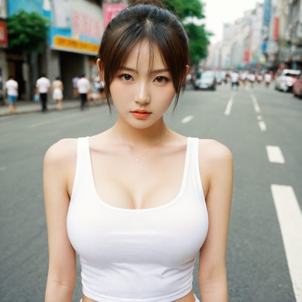 Tags: 21872187, SDXL
{"3": {"inputs": {"seed": 740988999639156, "steps": 64, "cfg": 6.3, "sampler_name": "dpmpp_2m", "scheduler": "karras", "denoise": 1.0, "model": ["27", 0], "positive": ["6", 0], "negative": ["7", 0], "latent_image": ["5", 0]}, "class_type": "KSampler"}, "4": {"inputs": {"ckpt_name": "leosamsHelloworldSDXL_helloworldSDXL32DPO.safetensors"}, "class_type": "CheckpointLoaderSimple"}, "5": {"inputs": {"width": 1024, "height": 1024, "batch_size": 1}, "class_type": "EmptyLatentImage"}, "6": {"inputs": {"text": "21 year old girl, (chinese:1.02), (russian:1.09), (japanese:1.00), (idol:0.95), (beautiful eyes:1.09), (double eyelids:0.98), (detailed face:0.95), (eyelashes:1.02), (seductive pose:1.07), (slim:1.02), (seductive facial expression:1.05), (cute:1.12), (temptress:1.05), (blush:0.98), (sexy lips:1.03), (in a seductive pose:1.12), (large perky breasts:1.01), (cleavage:0.95), (thigh gap:1.01), (white tanktop:1.03), busy street, (RAW:1.06), (film:1.03), (detailed skin:1.01), (natural looking skin:1.06), (candid cinema:1.05), (portra:1.08), (soft lighting:1.03), (skin fuzz:1.03), (textured skin:1.05)", "clip": ["27", 1]}, "class_type": "CLIPTextEncode"}, "7": {"inputs": {"text": "(twisted:1.08), (watermark:1.11), (open mouth:1.08), (distorted:1.08), (worst quality:1.06), (bad hands:1.06), (low resolution:1.12)", "clip": ["27", 1]}, "class_type": "CLIPTextEncode"}, "8": {"inputs": {"samples": ["3", 0], "vae": ["4", 2]}, "class_type": "VAEDecode"}, "25": {"inputs": {"lora_name": "nudify_xl.safetensors", "strength_model": 0.06, "strength_clip": 0.09, "model": ["4", 0], "clip": ["4", 1]}, "class_type": "LoraLoader"}, "26": {"inputs": {"lora_name": "shirtlift_SDXL_v2.safetensors", "strength_model": 0.14, "strength_clip": 0.13, "model": ["25", 0], "clip": ["25", 1]}, "class_type": "LoraLoader"}, "27": {"inputs": {"lora_name": "PerfectEyesXL.safetensors", "strength_model": 0.12, "strength_clip": 0.07, "model": ["26", 0], "clip": ["26", 1]}, "class_type": "LoraLoader"}, "30": {"inputs": {"model_name": "4x_NMKD-Superscale-SP_178000_G.pth"}, "class_type": "UpscaleModelLoader"}, "31": {"inputs": {"upscale_model": ["30", 0], "image": ["8", 0]}, "class_type": "ImageUpscaleWithModel"}, "32": {"inputs": {"upscale_method": "lanczos", "scale_by": 0.5, "image": ["31", 0]}, "class_type": "ImageScaleBy"}, "33": {"inputs": {"pixels": ["32", 0], "vae": ["4", 2]}, "class_type": "VAEEncode"}, "34": {"inputs": {"seed": 740988999639156, "steps": 64, "cfg": 6.3, "sampler_name": "dpmpp_2m", "scheduler": "karras", "denoise": 0.3, "model": ["27", 0], "positive": ["6", 0], "negative": ["7", 0], "latent_image": ["33", 0]}, "class_type": "KSampler"}, "36": {"inputs": {"samples": ["34", 0], "vae": ["4", 2]}, "class_type": "VAEDecode"}, "39": {"inputs": {"filename_prefix": "comfyapi-1708202501668", "images": ["36", 0]}, "class_type": "SaveImage"}}