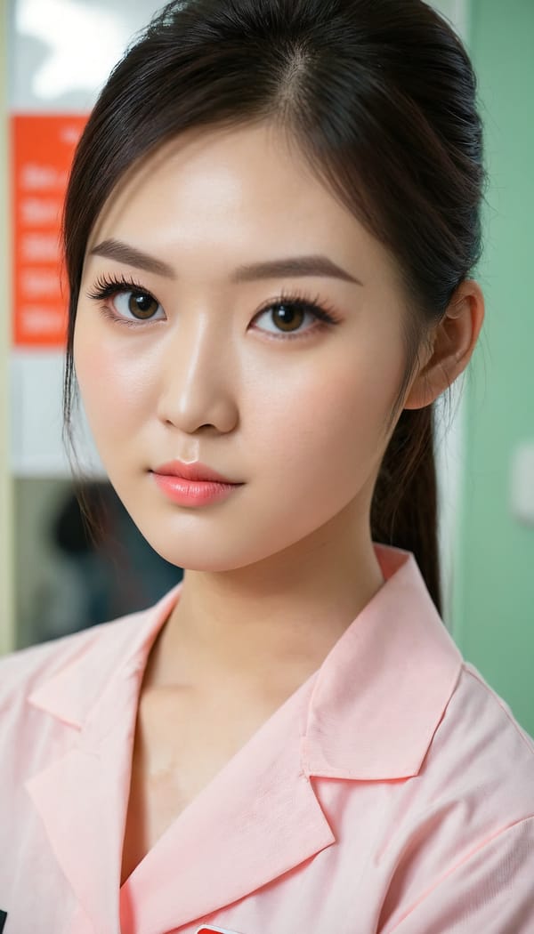 Tags: 21872187, SDXL
{"3": {"inputs": {"seed": 245889072806083, "steps": 64, "cfg": 6.93, "sampler_name": "dpmpp_2m", "scheduler": "karras", "denoise": 1.0, "model": ["27", 0], "positive": ["6", 0], "negative": ["7", 0], "latent_image": ["5", 0]}, "class_type": "KSampler"}, "4": {"inputs": {"ckpt_name": "juggernautXL_v8Rundiffusion.safetensors"}, "class_type": "CheckpointLoaderSimple"}, "5": {"inputs": {"width": 768, "height": 1344, "batch_size": 1}, "class_type": "EmptyLatentImage"}, "6": {"inputs": {"text": "21 year old girl, (taiwanese:1.07), (irish:1.10), (eyelashes:0.98), (blush:1.04), (temptress:0.95), (idol:1.08), (seductive facial expression:1.05), (pale skin:1.09), (detailed face:0.97), (seductive pose:1.01), (sexy lips:1.09), (cute:0.97), (double eyelids:1.13), (slim:1.05), (beautiful eyes:1.01), (in a seductive pose:1.01), (large perky breasts:1.01), (cleavage:1.05), (thigh gap:1.07), (nurse in uniform:1.11) working in a hospital ward, (film:1.07), (detailed skin:1.07), (textured skin:1.02), (natural looking skin:1.04), (candid cinema:1.00), (skin fuzz:1.00), (RAW:1.03), (soft lighting:1.05), (portra:1.00)", "clip": ["27", 1]}, "class_type": "CLIPTextEncode"}, "7": {"inputs": {"text": "(twisted:1.07), (bad hands:1.05), (open mouth:1.12), (watermark:1.05), (distorted:1.14), (low resolution:1.11), (worst quality:1.14)", "clip": ["27", 1]}, "class_type": "CLIPTextEncode"}, "8": {"inputs": {"samples": ["3", 0], "vae": ["4", 2]}, "class_type": "VAEDecode"}, "25": {"inputs": {"lora_name": "nudify_xl.safetensors", "strength_model": 0.33, "strength_clip": 0.07, "model": ["4", 0], "clip": ["4", 1]}, "class_type": "LoraLoader"}, "26": {"inputs": {"lora_name": "shirtlift_SDXL_v2.safetensors", "strength_model": 0.09, "strength_clip": 0.08, "model": ["25", 0], "clip": ["25", 1]}, "class_type": "LoraLoader"}, "27": {"inputs": {"lora_name": "PerfectEyesXL.safetensors", "strength_model": 0.15, "strength_clip": 0.03, "model": ["26", 0], "clip": ["26", 1]}, "class_type": "LoraLoader"}, "30": {"inputs": {"model_name": "4x_NMKD-Superscale-SP_178000_G.pth"}, "class_type": "UpscaleModelLoader"}, "31": {"inputs": {"upscale_model": ["30", 0], "image": ["8", 0]}, "class_type": "ImageUpscaleWithModel"}, "32": {"inputs": {"upscale_method": "lanczos", "scale_by": 0.5, "image": ["31", 0]}, "class_type": "ImageScaleBy"}, "33": {"inputs": {"pixels": ["32", 0], "vae": ["4", 2]}, "class_type": "VAEEncode"}, "34": {"inputs": {"seed": 245889072806083, "steps": 64, "cfg": 6.93, "sampler_name": "dpmpp_2m", "scheduler": "karras", "denoise": 0.3, "model": ["27", 0], "positive": ["6", 0], "negative": ["7", 0], "latent_image": ["33", 0]}, "class_type": "KSampler"}, "36": {"inputs": {"samples": ["34", 0], "vae": ["4", 2]}, "class_type": "VAEDecode"}, "39": {"inputs": {"filename_prefix": "comfyapi-1707718935615", "images": ["36", 0]}, "class_type": "SaveImage"}}