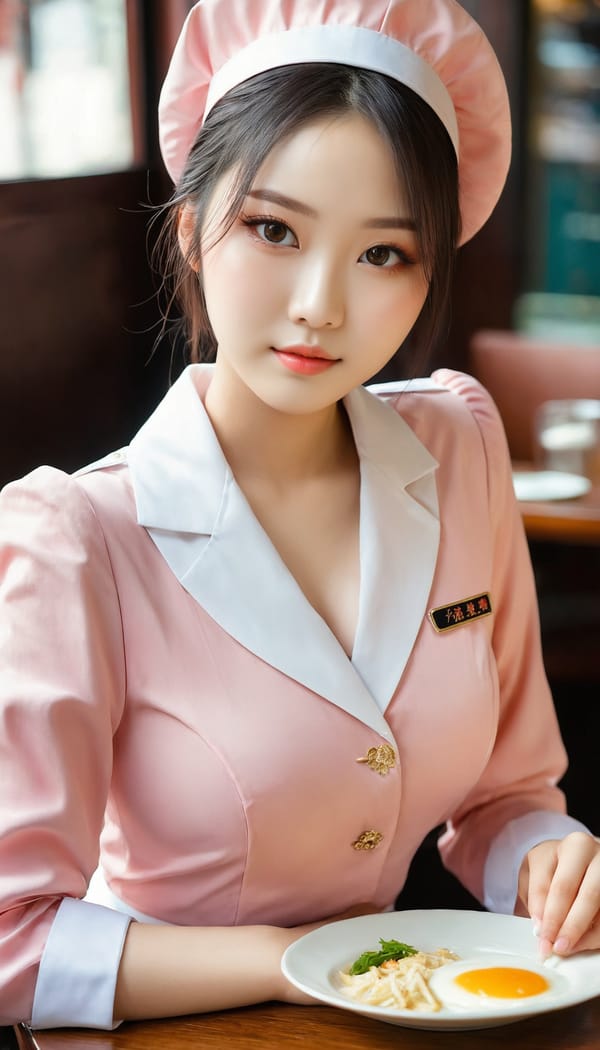 Tags: 21872187, SDXL
{"3": {"inputs": {"seed": 757882268803508, "steps": 64, "cfg": 5.59, "sampler_name": "dpmpp_2m", "scheduler": "karras", "denoise": 1.0, "model": ["27", 0], "positive": ["6", 0], "negative": ["7", 0], "latent_image": ["5", 0]}, "class_type": "KSampler"}, "4": {"inputs": {"ckpt_name": "juggernautxl.safetensors"}, "class_type": "CheckpointLoaderSimple"}, "5": {"inputs": {"width": 768, "height": 1344, "batch_size": 1}, "class_type": "EmptyLatentImage"}, "6": {"inputs": {"text": "20 year old girl, (chinese:0.95), (seductive facial expression:1.04), (cute:0.96), (eyelashes:1.08), (idol:1.09), (detailed face:1.07), (temptress:1.07), (blush:1.00), (beautiful eyes:1.06), (double eyelids:1.10), (slim:0.97), (pale skin:1.07), (sexy lips:1.02), (seductive pose:1.06), (in a seductive pose:0.99), (large perky breasts:1.05), (cleavage:0.97), (thigh gap:1.09), (a waitress in uniform:1.13) working at a restaurant, (portra:1.07), (detailed skin:1.03), (RAW:1.01), (natural looking skin:1.07), (candid cinema:1.01), (film:1.07), (soft lighting:1.02), (skin fuzz:1.05), (textured skin:1.00)", "clip": ["27", 1]}, "class_type": "CLIPTextEncode"}, "7": {"inputs": {"text": "(bad hands:1.06), (distorted:1.13), (watermark:1.05), (open mouth:1.13), (worst quality:1.11), (low resolution:1.05), (twisted:1.12)", "clip": ["27", 1]}, "class_type": "CLIPTextEncode"}, "8": {"inputs": {"samples": ["3", 0], "vae": ["4", 2]}, "class_type": "VAEDecode"}, "25": {"inputs": {"lora_name": "nudify_xl.safetensors", "strength_model": 0.23, "strength_clip": 0.09, "model": ["4", 0], "clip": ["4", 1]}, "class_type": "LoraLoader"}, "26": {"inputs": {"lora_name": "shirtlift_SDXL_v2.safetensors", "strength_model": 0.02, "strength_clip": 0.18, "model": ["25", 0], "clip": ["25", 1]}, "class_type": "LoraLoader"}, "27": {"inputs": {"lora_name": "PerfectEyesXL.safetensors", "strength_model": 0.19, "strength_clip": 0.17, "model": ["26", 0], "clip": ["26", 1]}, "class_type": "LoraLoader"}, "30": {"inputs": {"model_name": "4x_NMKD-Superscale-SP_178000_G.pth"}, "class_type": "UpscaleModelLoader"}, "31": {"inputs": {"upscale_model": ["30", 0], "image": ["8", 0]}, "class_type": "ImageUpscaleWithModel"}, "32": {"inputs": {"upscale_method": "lanczos", "scale_by": 0.5, "image": ["31", 0]}, "class_type": "ImageScaleBy"}, "33": {"inputs": {"pixels": ["32", 0], "vae": ["4", 2]}, "class_type": "VAEEncode"}, "34": {"inputs": {"seed": 757882268803508, "steps": 64, "cfg": 5.59, "sampler_name": "dpmpp_2m", "scheduler": "karras", "denoise": 0.3, "model": ["27", 0], "positive": ["6", 0], "negative": ["7", 0], "latent_image": ["33", 0]}, "class_type": "KSampler"}, "36": {"inputs": {"samples": ["34", 0], "vae": ["4", 2]}, "class_type": "VAEDecode"}, "39": {"inputs": {"filename_prefix": "comfyapi-1734967513696", "images": ["36", 0]}, "class_type": "SaveImage"}}