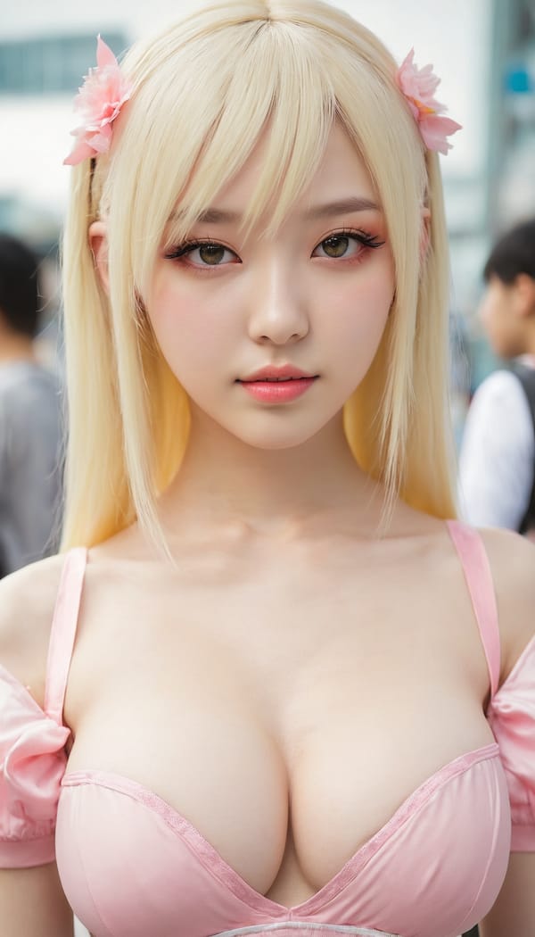 Tags: 21872187, SDXL
{"3": {"inputs": {"seed": 225382254190792, "steps": 64, "cfg": 5.19, "sampler_name": "dpmpp_2m", "scheduler": "karras", "denoise": 1.0, "model": ["27", 0], "positive": ["6", 0], "negative": ["7", 0], "latent_image": ["5", 0]}, "class_type": "KSampler"}, "4": {"inputs": {"ckpt_name": "juggernautxl.safetensors"}, "class_type": "CheckpointLoaderSimple"}, "5": {"inputs": {"width": 768, "height": 1344, "batch_size": 1}, "class_type": "EmptyLatentImage"}, "6": {"inputs": {"text": "19 year old girl, (ukrainian:1.14), (russian:1.02), (taiwanese:1.05), (sexy lips:0.99), (idol:1.10), (temptress:1.03), (pale skin:0.99), (seductive facial expression:1.04), (slim:1.12), (detailed face:0.97), (seductive pose:0.95), (cute:1.04), (beautiful eyes:0.95), (blush:1.14), (double eyelids:1.05), (in a seductive pose:0.95), (large perky breasts:0.97), (cleavage:0.99), (thigh gap:1.13), (in a cosplay:1.09) at comiket posing for camera, (film:1.04), (portra:1.04), (RAW:1.01), (textured skin:1.04), (detailed skin:1.06), (skin fuzz:1.08), (soft lighting:1.03), (natural looking skin:1.04), (candid cinema:1.04)", "clip": ["27", 1]}, "class_type": "CLIPTextEncode"}, "7": {"inputs": {"text": "(watermark:1.07), (twisted:1.08), (bad hands:1.08), (worst quality:1.07), (open mouth:1.10), (low resolution:1.11), (distorted:1.10)", "clip": ["27", 1]}, "class_type": "CLIPTextEncode"}, "8": {"inputs": {"samples": ["3", 0], "vae": ["4", 2]}, "class_type": "VAEDecode"}, "25": {"inputs": {"lora_name": "nudify_xl.safetensors", "strength_model": 0.17, "strength_clip": 0.07, "model": ["4", 0], "clip": ["4", 1]}, "class_type": "LoraLoader"}, "26": {"inputs": {"lora_name": "shirtlift_SDXL_v2.safetensors", "strength_model": 0.11, "strength_clip": 0.17, "model": ["25", 0], "clip": ["25", 1]}, "class_type": "LoraLoader"}, "27": {"inputs": {"lora_name": "PerfectEyesXL.safetensors", "strength_model": 0.13, "strength_clip": 0.11, "model": ["26", 0], "clip": ["26", 1]}, "class_type": "LoraLoader"}, "30": {"inputs": {"model_name": "4x_NMKD-Superscale-SP_178000_G.pth"}, "class_type": "UpscaleModelLoader"}, "31": {"inputs": {"upscale_model": ["30", 0], "image": ["8", 0]}, "class_type": "ImageUpscaleWithModel"}, "32": {"inputs": {"upscale_method": "lanczos", "scale_by": 0.5, "image": ["31", 0]}, "class_type": "ImageScaleBy"}, "33": {"inputs": {"pixels": ["32", 0], "vae": ["4", 2]}, "class_type": "VAEEncode"}, "34": {"inputs": {"seed": 225382254190792, "steps": 64, "cfg": 5.19, "sampler_name": "dpmpp_2m", "scheduler": "karras", "denoise": 0.3, "model": ["27", 0], "positive": ["6", 0], "negative": ["7", 0], "latent_image": ["33", 0]}, "class_type": "KSampler"}, "36": {"inputs": {"samples": ["34", 0], "vae": ["4", 2]}, "class_type": "VAEDecode"}, "39": {"inputs": {"filename_prefix": "comfyapi-1725134862223", "images": ["36", 0]}, "class_type": "SaveImage"}}