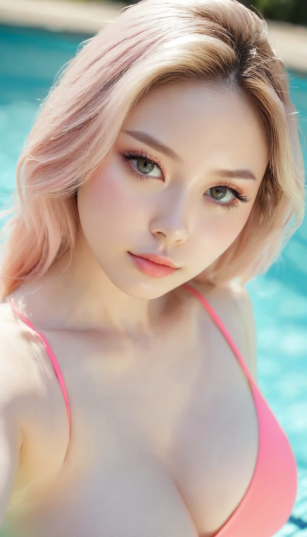 Tags: 21872187, SDXL
{"3": {"inputs": {"seed": 998506780279255, "steps": 32, "cfg": 6.23, "sampler_name": "dpmpp_2m", "scheduler": "karras", "denoise": 1.0, "model": ["27", 0], "positive": ["6", 0], "negative": ["7", 0], "latent_image": ["5", 0]}, "class_type": "KSampler"}, "4": {"inputs": {"ckpt_name": "juggernautxl.safetensors"}, "class_type": "CheckpointLoaderSimple"}, "5": {"inputs": {"width": 768, "height": 1344, "batch_size": 1}, "class_type": "EmptyLatentImage"}, "6": {"inputs": {"text": "28 year old girl, (idol:1.10), (cute:0.95), (sexy lips:1.04), (beautiful eyes:1.08), (blush:1.04), (detailed face:1.00), (double eyelids:0.97), (eyelashes:1.06), (seductive pose:1.02), (slim:1.00), (temptress:0.97), (pale skin:1.14), (in a seductive pose:1.03), (large perky breasts:1.13), (cleavage:0.98), (thigh gap:1.03), (in a swimsuit:1.06) at a pool, (portra:1.05), (soft lighting:1.04), (candid cinema:1.03), (RAW:1.01), (detailed skin:1.00), (skin fuzz:1.08), (natural looking skin:1.04), (textured skin:1.08), (film:1.01)", "clip": ["27", 1]}, "class_type": "CLIPTextEncode"}, "7": {"inputs": {"text": "(open mouth:1.06), (twisted:1.10), (distorted:1.05), (watermark:1.09), (worst quality:1.09), (low resolution:1.13), (bad hands:1.05)", "clip": ["27", 1]}, "class_type": "CLIPTextEncode"}, "8": {"inputs": {"samples": ["3", 0], "vae": ["4", 2]}, "class_type": "VAEDecode"}, "25": {"inputs": {"lora_name": "nudify_xl.safetensors", "strength_model": 0.12, "strength_clip": 0.11, "model": ["4", 0], "clip": ["4", 1]}, "class_type": "LoraLoader"}, "26": {"inputs": {"lora_name": "shirtlift_SDXL_v2.safetensors", "strength_model": 0.05, "strength_clip": 0.13, "model": ["25", 0], "clip": ["25", 1]}, "class_type": "LoraLoader"}, "27": {"inputs": {"lora_name": "PerfectEyesXL.safetensors", "strength_model": 0.12, "strength_clip": 0.0, "model": ["26", 0], "clip": ["26", 1]}, "class_type": "LoraLoader"}, "30": {"inputs": {"model_name": "4x_NMKD-Superscale-SP_178000_G.pth"}, "class_type": "UpscaleModelLoader"}, "31": {"inputs": {"upscale_model": ["30", 0], "image": ["8", 0]}, "class_type": "ImageUpscaleWithModel"}, "32": {"inputs": {"upscale_method": "lanczos", "scale_by": 0.5, "image": ["31", 0]}, "class_type": "ImageScaleBy"}, "33": {"inputs": {"pixels": ["32", 0], "vae": ["4", 2]}, "class_type": "VAEEncode"}, "34": {"inputs": {"seed": 998506780279255, "steps": 32, "cfg": 6.23, "sampler_name": "dpmpp_2m", "scheduler": "karras", "denoise": 0.3, "model": ["27", 0], "positive": ["6", 0], "negative": ["7", 0], "latent_image": ["33", 0]}, "class_type": "KSampler"}, "36": {"inputs": {"samples": ["34", 0], "vae": ["4", 2]}, "class_type": "VAEDecode"}, "39": {"inputs": {"filename_prefix": "comfyapi-1723885441342", "images": ["36", 0]}, "class_type": "SaveImage"}}