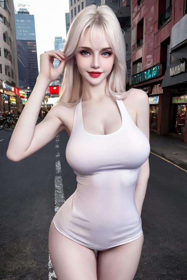 Tags: 21872187
<lora:koreanDollLikeness:0.45>, <lora:YaeMiko_Test:0.57>, (ukrainian:1.10), (white tank top:0.93), (large breasts:0.91), busy street in urban city, (seductive pose:0.91), extremely detailed face, cute, (photorealistic:1.12), seductive smile, double eyelids, eyelashes, pale skin, perky breasts, 4K, RAW, best quality, sharp, tall, (thigh gap:0.91), blush, (dramatic:0.97)
Negative prompt: sketches, paintings, anime
Steps: 32, Sampler: DPM++ 2M Karras, CFG scale: 6.56, Seed: 1681752454, Size: 512x768, Model hash: fc2511737a, Model: chilloutmix_NiPrunedFp32Fix, Seed resize from: -1x-1, Denoising strength: 0.4, Version: v1.2.1, Hires upscale: 2.0, Hires steps: 16, Hires upscaler: ESRGAN_4x