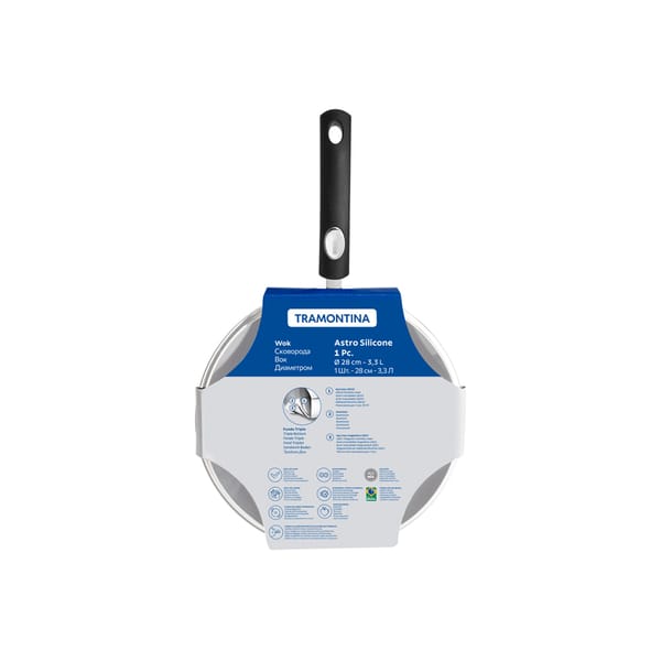 Tags: sartén wok tramontina, wok inox 28 cm, sartén wok con tapa, sartén wok mango de silicona, wok tramontina solar silicone
