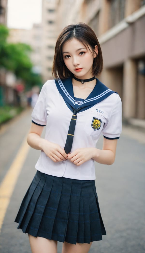 Tags: 21872187, SDXL
{"3": {"inputs": {"seed": 269975589720597, "steps": 32, "cfg": 5.67, "sampler_name": "dpmpp_2m", "scheduler": "karras", "denoise": 1.0, "model": ["27", 0], "positive": ["6", 0], "negative": ["7", 0], "latent_image": ["5", 0]}, "class_type": "KSampler"}, "4": {"inputs": {"ckpt_name": "helloworldxl.safetensors"}, "class_type": "CheckpointLoaderSimple"}, "5": {"inputs": {"width": 768, "height": 1344, "batch_size": 1}, "class_type": "EmptyLatentImage"}, "6": {"inputs": {"text": "28 year old girl, (sexy lips:1.00), (beautiful eyes:1.09), (double eyelids:1.13), (slim:1.07), (pale skin:1.11), (detailed face:0.97), (blush:0.95), (seductive facial expression:1.13), (eyelashes:1.01), (temptress:1.06), (idol:1.06), (seductive pose:1.05), (cute:1.11), (in a seductive pose:1.00), (large perky breasts:0.95), (cleavage:1.02), (thigh gap:0.97), (school uniform:1.14), choker, busy street, (soft lighting:1.08), (natural looking skin:1.09), (RAW:1.05), (portra:1.06), (candid cinema:1.08), (detailed skin:1.05), (film:1.08), (textured skin:1.01), (skin fuzz:1.06)", "clip": ["27", 1]}, "class_type": "CLIPTextEncode"}, "7": {"inputs": {"text": "(twisted:1.05), (bad hands:1.14), (worst quality:1.06), (low resolution:1.13), (watermark:1.07), (open mouth:1.05), (distorted:1.09)", "clip": ["27", 1]}, "class_type": "CLIPTextEncode"}, "8": {"inputs": {"samples": ["3", 0], "vae": ["4", 2]}, "class_type": "VAEDecode"}, "25": {"inputs": {"lora_name": "nudify_xl.safetensors", "strength_model": 0.02, "strength_clip": 0.15, "model": ["4", 0], "clip": ["4", 1]}, "class_type": "LoraLoader"}, "26": {"inputs": {"lora_name": "shirtlift_SDXL_v2.safetensors", "strength_model": 0.04, "strength_clip": 0.05, "model": ["25", 0], "clip": ["25", 1]}, "class_type": "LoraLoader"}, "27": {"inputs": {"lora_name": "PerfectEyesXL.safetensors", "strength_model": 0.01, "strength_clip": 0.1, "model": ["26", 0], "clip": ["26", 1]}, "class_type": "LoraLoader"}, "30": {"inputs": {"model_name": "4x_NMKD-Superscale-SP_178000_G.pth"}, "class_type": "UpscaleModelLoader"}, "31": {"inputs": {"upscale_model": ["30", 0], "image": ["8", 0]}, "class_type": "ImageUpscaleWithModel"}, "32": {"inputs": {"upscale_method": "lanczos", "scale_by": 0.5, "image": ["31", 0]}, "class_type": "ImageScaleBy"}, "33": {"inputs": {"pixels": ["32", 0], "vae": ["4", 2]}, "class_type": "VAEEncode"}, "34": {"inputs": {"seed": 269975589720597, "steps": 32, "cfg": 5.67, "sampler_name": "dpmpp_2m", "scheduler": "karras", "denoise": 0.3, "model": ["27", 0], "positive": ["6", 0], "negative": ["7", 0], "latent_image": ["33", 0]}, "class_type": "KSampler"}, "36": {"inputs": {"samples": ["34", 0], "vae": ["4", 2]}, "class_type": "VAEDecode"}, "39": {"inputs": {"filename_prefix": "comfyapi-1731238294479", "images": ["36", 0]}, "class_type": "SaveImage"}}