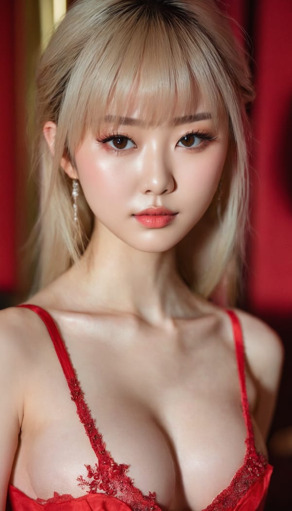 Tags: 21872187, SDXL
{"3": {"inputs": {"seed": 326666870201494, "steps": 32, "cfg": 5.73, "sampler_name": "dpmpp_2m", "scheduler": "karras", "denoise": 1.0, "model": ["27", 0], "positive": ["6", 0], "negative": ["7", 0], "latent_image": ["5", 0]}, "class_type": "KSampler"}, "4": {"inputs": {"ckpt_name": "juggernautxl.safetensors"}, "class_type": "CheckpointLoaderSimple"}, "5": {"inputs": {"width": 768, "height": 1344, "batch_size": 1}, "class_type": "EmptyLatentImage"}, "6": {"inputs": {"text": "18 year old girl, (japanese:1.11), (russian:1.03), (seductive facial expression:1.12), (slim:1.14), (seductive pose:1.12), (blush:0.95), (idol:0.96), (double eyelids:0.96), (sexy lips:1.10), (temptress:1.13), (eyelashes:1.14), (pale skin:1.01), (beautiful eyes:0.95), (cute:1.03), (detailed face:1.04), (in a seductive pose:1.12), (large perky breasts:1.05), (cleavage:1.07), (thigh gap:0.96), (wearing a low-cut red dress:1.01) at a ballroom, (candid cinema:1.01), (soft lighting:1.09), (textured skin:1.06), (portra:1.00), (RAW:1.01), (detailed skin:1.04), (natural looking skin:1.08), (skin fuzz:1.08), (film:1.02)", "clip": ["27", 1]}, "class_type": "CLIPTextEncode"}, "7": {"inputs": {"text": "(watermark:1.08), (bad hands:1.14), (worst quality:1.13), (distorted:1.14), (open mouth:1.08), (low resolution:1.12), (twisted:1.10)", "clip": ["27", 1]}, "class_type": "CLIPTextEncode"}, "8": {"inputs": {"samples": ["3", 0], "vae": ["4", 2]}, "class_type": "VAEDecode"}, "25": {"inputs": {"lora_name": "nudify_xl.safetensors", "strength_model": 0.03, "strength_clip": 0.06, "model": ["4", 0], "clip": ["4", 1]}, "class_type": "LoraLoader"}, "26": {"inputs": {"lora_name": "shirtlift_SDXL_v2.safetensors", "strength_model": 0.06, "strength_clip": 0.12, "model": ["25", 0], "clip": ["25", 1]}, "class_type": "LoraLoader"}, "27": {"inputs": {"lora_name": "PerfectEyesXL.safetensors", "strength_model": 0.12, "strength_clip": 0.02, "model": ["26", 0], "clip": ["26", 1]}, "class_type": "LoraLoader"}, "30": {"inputs": {"model_name": "4x_NMKD-Superscale-SP_178000_G.pth"}, "class_type": "UpscaleModelLoader"}, "31": {"inputs": {"upscale_model": ["30", 0], "image": ["8", 0]}, "class_type": "ImageUpscaleWithModel"}, "32": {"inputs": {"upscale_method": "lanczos", "scale_by": 0.5, "image": ["31", 0]}, "class_type": "ImageScaleBy"}, "33": {"inputs": {"pixels": ["32", 0], "vae": ["4", 2]}, "class_type": "VAEEncode"}, "34": {"inputs": {"seed": 326666870201494, "steps": 32, "cfg": 5.73, "sampler_name": "dpmpp_2m", "scheduler": "karras", "denoise": 0.3, "model": ["27", 0], "positive": ["6", 0], "negative": ["7", 0], "latent_image": ["33", 0]}, "class_type": "KSampler"}, "36": {"inputs": {"samples": ["34", 0], "vae": ["4", 2]}, "class_type": "VAEDecode"}, "39": {"inputs": {"filename_prefix": "comfyapi-1713629158504", "images": ["36", 0]}, "class_type": "SaveImage"}}