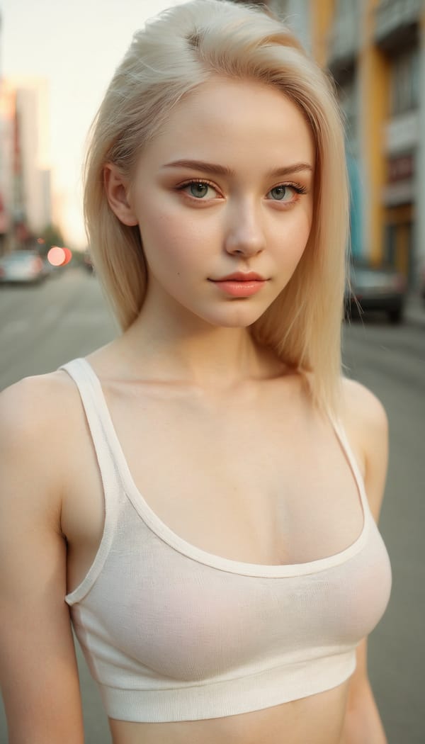 Tags: 21872187, SDXL
{"3": {"inputs": {"seed": 785192325847960, "steps": 32, "cfg": 7.58, "sampler_name": "dpmpp_2m", "scheduler": "karras", "denoise": 1.0, "model": ["27", 0], "positive": ["6", 0], "negative": ["7", 0], "latent_image": ["5", 0]}, "class_type": "KSampler"}, "4": {"inputs": {"ckpt_name": "juggernautxl.safetensors"}, "class_type": "CheckpointLoaderSimple"}, "5": {"inputs": {"width": 768, "height": 1344, "batch_size": 1}, "class_type": "EmptyLatentImage"}, "6": {"inputs": {"text": "20 year old girl, (russian:1.04), (ukrainian:1.13), (detailed face:1.10), (pale skin:1.04), (beautiful eyes:0.98), (slim:1.10), (temptress:0.97), (double eyelids:1.07), (cute:0.97), (seductive facial expression:1.05), (idol:0.95), (blush:1.05), (sexy lips:0.98), (eyelashes:1.11), (seductive pose:1.08), (perky ass:1.11), (exposed ass:1.03), (looking back:1.14), (sexy ass:1.03), (thigh gap:1.13), (white tanktop:1.01), busy street, (film:1.09), (portra:1.07), (textured skin:1.03), (detailed skin:1.00), (natural looking skin:1.08), (soft lighting:1.01), (RAW:1.08), (candid cinema:1.05), (skin fuzz:1.07)", "clip": ["27", 1]}, "class_type": "CLIPTextEncode"}, "7": {"inputs": {"text": "(open mouth:1.06), (twisted:1.10), (bad hands:1.05), (low resolution:1.05), (watermark:1.10), (distorted:1.12), (worst quality:1.08)", "clip": ["27", 1]}, "class_type": "CLIPTextEncode"}, "8": {"inputs": {"samples": ["3", 0], "vae": ["4", 2]}, "class_type": "VAEDecode"}, "25": {"inputs": {"lora_name": "nudify_xl.safetensors", "strength_model": 0.22, "strength_clip": 0.2, "model": ["4", 0], "clip": ["4", 1]}, "class_type": "LoraLoader"}, "26": {"inputs": {"lora_name": "shirtlift_SDXL_v2.safetensors", "strength_model": 0.16, "strength_clip": 0.15, "model": ["25", 0], "clip": ["25", 1]}, "class_type": "LoraLoader"}, "27": {"inputs": {"lora_name": "PerfectEyesXL.safetensors", "strength_model": 0.1, "strength_clip": 0.19, "model": ["26", 0], "clip": ["26", 1]}, "class_type": "LoraLoader"}, "30": {"inputs": {"model_name": "4x_NMKD-Superscale-SP_178000_G.pth"}, "class_type": "UpscaleModelLoader"}, "31": {"inputs": {"upscale_model": ["30", 0], "image": ["8", 0]}, "class_type": "ImageUpscaleWithModel"}, "32": {"inputs": {"upscale_method": "lanczos", "scale_by": 0.5, "image": ["31", 0]}, "class_type": "ImageScaleBy"}, "33": {"inputs": {"pixels": ["32", 0], "vae": ["4", 2]}, "class_type": "VAEEncode"}, "34": {"inputs": {"seed": 785192325847960, "steps": 32, "cfg": 7.58, "sampler_name": "dpmpp_2m", "scheduler": "karras", "denoise": 0.3, "model": ["27", 0], "positive": ["6", 0], "negative": ["7", 0], "latent_image": ["33", 0]}, "class_type": "KSampler"}, "36": {"inputs": {"samples": ["34", 0], "vae": ["4", 2]}, "class_type": "VAEDecode"}, "39": {"inputs": {"filename_prefix": "comfyapi-1718328227013", "images": ["36", 0]}, "class_type": "SaveImage"}}