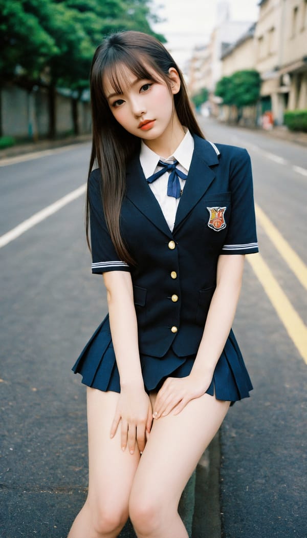 Tags: 21872187, SDXL
{"3": {"inputs": {"seed": 786303808703862, "steps": 32, "cfg": 7.4, "sampler_name": "dpmpp_2m", "scheduler": "karras", "denoise": 1.0, "model": ["27", 0], "positive": ["6", 0], "negative": ["7", 0], "latent_image": ["5", 0]}, "class_type": "KSampler"}, "4": {"inputs": {"ckpt_name": "helloworldxl.safetensors"}, "class_type": "CheckpointLoaderSimple"}, "5": {"inputs": {"width": 768, "height": 1344, "batch_size": 1}, "class_type": "EmptyLatentImage"}, "6": {"inputs": {"text": "19 year old girl, (temptress:1.03), (idol:0.95), (seductive facial expression:1.11), (slim:1.08), (beautiful eyes:1.12), (seductive pose:1.00), (pale skin:1.04), (detailed face:1.02), (sexy lips:1.11), (cute:1.03), (eyelashes:1.11), (double eyelids:0.96), (blush:1.12), (in a seductive pose:1.13), (large perky breasts:0.99), (cleavage:1.10), (thigh gap:1.03), (school uniform:1.02), choker, busy street, (natural looking skin:1.02), (film:1.03), (textured skin:1.03), (candid cinema:1.04), (detailed skin:1.00), (soft lighting:1.05), (skin fuzz:1.02), (RAW:1.08), (portra:1.09)", "clip": ["27", 1]}, "class_type": "CLIPTextEncode"}, "7": {"inputs": {"text": "(low resolution:1.05), (twisted:1.10), (watermark:1.06), (open mouth:1.05), (bad hands:1.06), (worst quality:1.11), (distorted:1.07)", "clip": ["27", 1]}, "class_type": "CLIPTextEncode"}, "8": {"inputs": {"samples": ["3", 0], "vae": ["4", 2]}, "class_type": "VAEDecode"}, "25": {"inputs": {"lora_name": "nudify_xl.safetensors", "strength_model": 0.18, "strength_clip": 0.35, "model": ["4", 0], "clip": ["4", 1]}, "class_type": "LoraLoader"}, "26": {"inputs": {"lora_name": "shirtlift_SDXL_v2.safetensors", "strength_model": 0.0, "strength_clip": 0.09, "model": ["25", 0], "clip": ["25", 1]}, "class_type": "LoraLoader"}, "27": {"inputs": {"lora_name": "PerfectEyesXL.safetensors", "strength_model": 0.0, "strength_clip": 0.06, "model": ["26", 0], "clip": ["26", 1]}, "class_type": "LoraLoader"}, "30": {"inputs": {"model_name": "4x_NMKD-Superscale-SP_178000_G.pth"}, "class_type": "UpscaleModelLoader"}, "31": {"inputs": {"upscale_model": ["30", 0], "image": ["8", 0]}, "class_type": "ImageUpscaleWithModel"}, "32": {"inputs": {"upscale_method": "lanczos", "scale_by": 0.5, "image": ["31", 0]}, "class_type": "ImageScaleBy"}, "33": {"inputs": {"pixels": ["32", 0], "vae": ["4", 2]}, "class_type": "VAEEncode"}, "34": {"inputs": {"seed": 786303808703862, "steps": 32, "cfg": 7.4, "sampler_name": "dpmpp_2m", "scheduler": "karras", "denoise": 0.3, "model": ["27", 0], "positive": ["6", 0], "negative": ["7", 0], "latent_image": ["33", 0]}, "class_type": "KSampler"}, "36": {"inputs": {"samples": ["34", 0], "vae": ["4", 2]}, "class_type": "VAEDecode"}, "39": {"inputs": {"filename_prefix": "comfyapi-1713977582986", "images": ["36", 0]}, "class_type": "SaveImage"}}