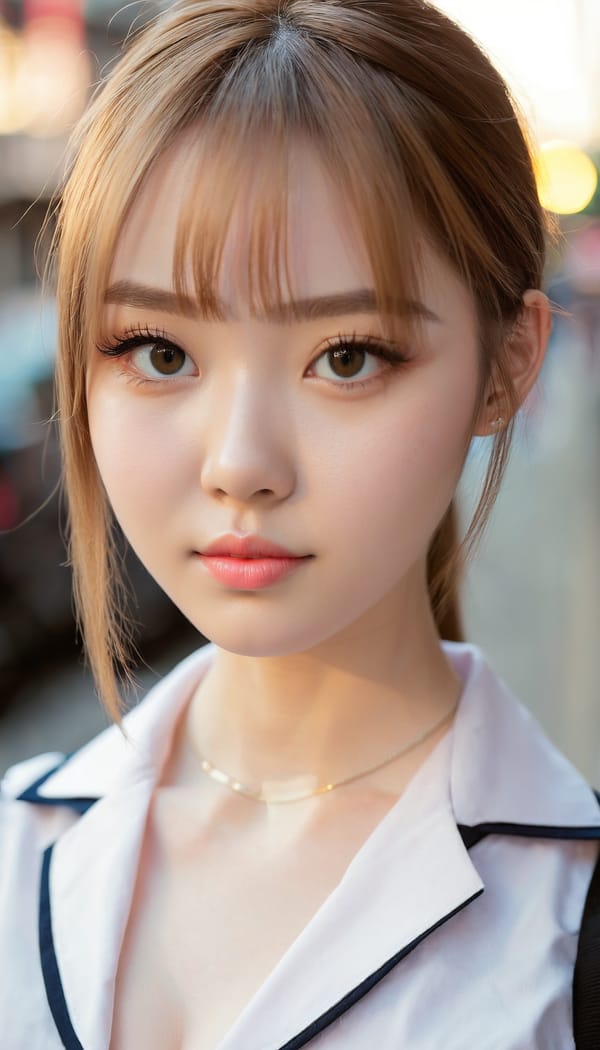 Tags: 21872187, SDXL
{"3": {"inputs": {"seed": 105887226323420, "steps": 32, "cfg": 7.95, "sampler_name": "dpmpp_2m", "scheduler": "karras", "denoise": 1.0, "model": ["27", 0], "positive": ["6", 0], "negative": ["7", 0], "latent_image": ["5", 0]}, "class_type": "KSampler"}, "4": {"inputs": {"ckpt_name": "juggernautxl.safetensors"}, "class_type": "CheckpointLoaderSimple"}, "5": {"inputs": {"width": 768, "height": 1344, "batch_size": 1}, "class_type": "EmptyLatentImage"}, "6": {"inputs": {"text": "19 year old girl, (double eyelids:1.12), (pale skin:0.98), (idol:1.05), (sexy lips:1.08), (blush:0.99), (cute:1.11), (seductive facial expression:1.02), (slim:1.14), (detailed face:1.05), (seductive pose:1.08), (temptress:1.06), (beautiful eyes:1.09), (eyelashes:1.03), (in a seductive pose:1.06), (large perky breasts:1.11), (cleavage:1.10), (thigh gap:1.13), (school uniform:1.11), choker, busy street, (soft lighting:1.09), (textured skin:1.02), (detailed skin:1.04), (portra:1.09), (skin fuzz:1.02), (candid cinema:1.03), (RAW:1.02), (natural looking skin:1.02), (film:1.06)", "clip": ["27", 1]}, "class_type": "CLIPTextEncode"}, "7": {"inputs": {"text": "(twisted:1.05), (open mouth:1.11), (watermark:1.12), (worst quality:1.12), (bad hands:1.14), (low resolution:1.08), (distorted:1.07)", "clip": ["27", 1]}, "class_type": "CLIPTextEncode"}, "8": {"inputs": {"samples": ["3", 0], "vae": ["4", 2]}, "class_type": "VAEDecode"}, "25": {"inputs": {"lora_name": "nudify_xl.safetensors", "strength_model": 0.34, "strength_clip": 0.38, "model": ["4", 0], "clip": ["4", 1]}, "class_type": "LoraLoader"}, "26": {"inputs": {"lora_name": "shirtlift_SDXL_v2.safetensors", "strength_model": 0.09, "strength_clip": 0.02, "model": ["25", 0], "clip": ["25", 1]}, "class_type": "LoraLoader"}, "27": {"inputs": {"lora_name": "PerfectEyesXL.safetensors", "strength_model": 0.16, "strength_clip": 0.19, "model": ["26", 0], "clip": ["26", 1]}, "class_type": "LoraLoader"}, "30": {"inputs": {"model_name": "4x_NMKD-Superscale-SP_178000_G.pth"}, "class_type": "UpscaleModelLoader"}, "31": {"inputs": {"upscale_model": ["30", 0], "image": ["8", 0]}, "class_type": "ImageUpscaleWithModel"}, "32": {"inputs": {"upscale_method": "lanczos", "scale_by": 0.5, "image": ["31", 0]}, "class_type": "ImageScaleBy"}, "33": {"inputs": {"pixels": ["32", 0], "vae": ["4", 2]}, "class_type": "VAEEncode"}, "34": {"inputs": {"seed": 105887226323420, "steps": 32, "cfg": 7.95, "sampler_name": "dpmpp_2m", "scheduler": "karras", "denoise": 0.3, "model": ["27", 0], "positive": ["6", 0], "negative": ["7", 0], "latent_image": ["33", 0]}, "class_type": "KSampler"}, "36": {"inputs": {"samples": ["34", 0], "vae": ["4", 2]}, "class_type": "VAEDecode"}, "39": {"inputs": {"filename_prefix": "comfyapi-1716089075555", "images": ["36", 0]}, "class_type": "SaveImage"}}