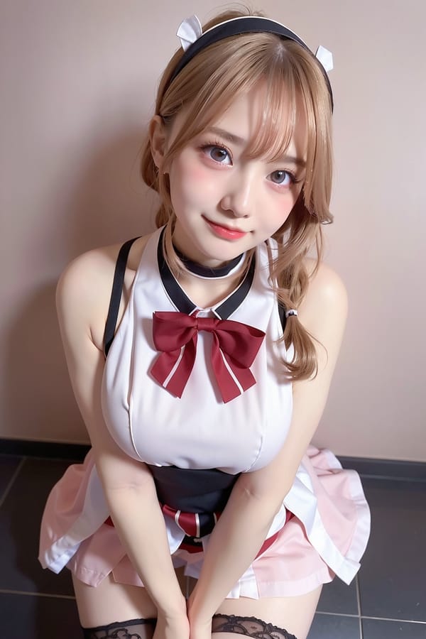 Tags: 21872187
<lora:koreanDollLikeness:0.39>, <lora:taiwanDollLikeness_v20:0.52>, (russian:1.03), (ukrainian:1.02), maid cafe, stockings, (maid costume:0.91), choker, bowtie, headband, (pleated skirt:1.06), <lora:skirtlift-v4:0.99 <lora:Addams:0.29>, extremely detailed face, cute, sexy lips, seductive smile, double eyelids, eyelashes, perky breasts, textured skin, best quality, sharp, (long slim legs:1.08), blush, 1girl
Negative prompt: black and white, (worst quality:1.98)
Steps: 64, Sampler: DPM++ 2M Karras, CFG scale: 6.12, Seed: 1989156009, Size: 512x768, Model hash: fc2511737a, Model: chilloutmix_NiPrunedFp32Fix, Seed resize from: -1x-1, Denoising strength: 0.4, Version: v1.2.1, Hires upscale: 2.0, Hires steps: 48, Hires upscaler: ESRGAN_4x
