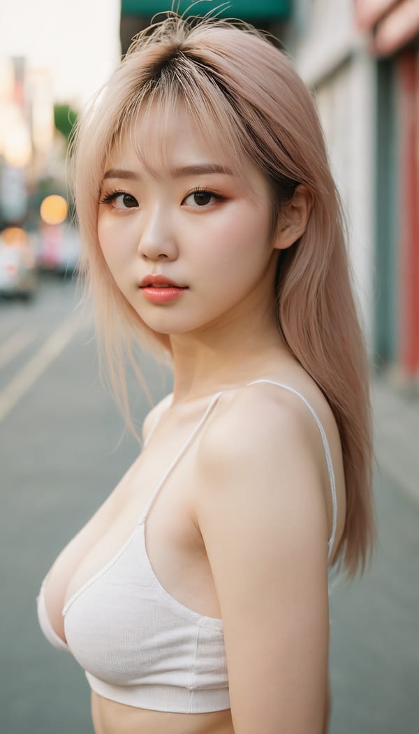 Tags: 21872187, SDXL
{"3": {"inputs": {"seed": 597381798762457, "steps": 32, "cfg": 5.43, "sampler_name": "dpmpp_2m", "scheduler": "karras", "denoise": 1.0, "model": ["27", 0], "positive": ["6", 0], "negative": ["7", 0], "latent_image": ["5", 0]}, "class_type": "KSampler"}, "4": {"inputs": {"ckpt_name": "juggernautxl.safetensors"}, "class_type": "CheckpointLoaderSimple"}, "5": {"inputs": {"width": 768, "height": 1344, "batch_size": 1}, "class_type": "EmptyLatentImage"}, "6": {"inputs": {"text": "22 year old girl, (korean:0.97), (russian:1.07), (detailed face:1.05), (cute:0.98), (eyelashes:0.96), (idol:1.09), (blush:1.02), (seductive pose:0.98), (temptress:1.06), (double eyelids:1.07), (pale skin:1.09), (seductive facial expression:1.03), (beautiful eyes:1.09), (slim:1.01), (sexy lips:0.99), (on all fours:0.98), (spreading ass cheeks:1.10), (from behind:1.11), (backboob:1.02), (white tanktop:0.98), busy street, (skin fuzz:1.04), (RAW:1.08), (soft lighting:1.06), (textured skin:1.04), (film:1.08), (natural looking skin:1.02), (detailed skin:1.09), (candid cinema:1.01), (portra:1.00)", "clip": ["27", 1]}, "class_type": "CLIPTextEncode"}, "7": {"inputs": {"text": "(twisted:1.13), (watermark:1.12), (distorted:1.07), (worst quality:1.05), (open mouth:1.12), (bad hands:1.13)", "clip": ["27", 1]}, "class_type": "CLIPTextEncode"}, "8": {"inputs": {"samples": ["3", 0], "vae": ["4", 2]}, "class_type": "VAEDecode"}, "25": {"inputs": {"lora_name": "nudify_xl.safetensors", "strength_model": 0.21, "strength_clip": 0.18, "model": ["4", 0], "clip": ["4", 1]}, "class_type": "LoraLoader"}, "26": {"inputs": {"lora_name": "shirtlift_SDXL_v2.safetensors", "strength_model": 0.17, "strength_clip": 0.16, "model": ["25", 0], "clip": ["25", 1]}, "class_type": "LoraLoader"}, "27": {"inputs": {"lora_name": "PerfectEyesXL.safetensors", "strength_model": 0.08, "strength_clip": 0.0, "model": ["26", 0], "clip": ["26", 1]}, "class_type": "LoraLoader"}, "30": {"inputs": {"model_name": "4x_NMKD-Superscale-SP_178000_G.pth"}, "class_type": "UpscaleModelLoader"}, "31": {"inputs": {"upscale_model": ["30", 0], "image": ["8", 0]}, "class_type": "ImageUpscaleWithModel"}, "32": {"inputs": {"upscale_method": "lanczos", "scale_by": 0.5, "image": ["31", 0]}, "class_type": "ImageScaleBy"}, "33": {"inputs": {"pixels": ["32", 0], "vae": ["4", 2]}, "class_type": "VAEEncode"}, "34": {"inputs": {"seed": 597381798762457, "steps": 32, "cfg": 5.43, "sampler_name": "dpmpp_2m", "scheduler": "karras", "denoise": 0.3, "model": ["27", 0], "positive": ["6", 0], "negative": ["7", 0], "latent_image": ["33", 0]}, "class_type": "KSampler"}, "36": {"inputs": {"samples": ["34", 0], "vae": ["4", 2]}, "class_type": "VAEDecode"}, "39": {"inputs": {"filename_prefix": "comfyapi-1723742473534", "images": ["36", 0]}, "class_type": "SaveImage"}}