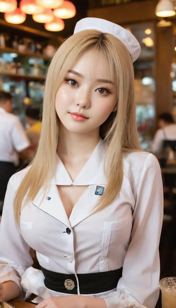 Tags: 21872187, SDXL
{"3": {"inputs": {"seed": 901729051870763, "steps": 64, "cfg": 5.01, "sampler_name": "dpmpp_2m", "scheduler": "karras", "denoise": 1.0, "model": ["27", 0], "positive": ["6", 0], "negative": ["7", 0], "latent_image": ["5", 0]}, "class_type": "KSampler"}, "4": {"inputs": {"ckpt_name": "juggernautxl.safetensors"}, "class_type": "CheckpointLoaderSimple"}, "5": {"inputs": {"width": 768, "height": 1344, "batch_size": 1}, "class_type": "EmptyLatentImage"}, "6": {"inputs": {"text": "19 year old girl, (ukrainian:1.08), (irish:1.13), (korean:1.03), (idol:1.04), (detailed face:1.08), (eyelashes:0.99), (slim:1.07), (blush:1.03), (double eyelids:0.96), (cute:1.08), (seductive facial expression:1.03), (temptress:1.08), (sexy lips:0.95), (beautiful eyes:1.12), (pale skin:1.06), (seductive pose:1.13), (in a seductive pose:1.12), (large perky breasts:1.04), (cleavage:0.99), (thigh gap:0.98), (a waitress in uniform:1.06) working at a restaurant, (skin fuzz:1.07), (natural looking skin:1.00), (film:1.07), (RAW:1.09), (portra:1.00), (candid cinema:1.07), (detailed skin:1.00), (soft lighting:1.07), (textured skin:1.05)", "clip": ["27", 1]}, "class_type": "CLIPTextEncode"}, "7": {"inputs": {"text": "(low resolution:1.11), (watermark:1.05), (distorted:1.13), (worst quality:1.05), (twisted:1.06), (open mouth:1.10), (bad hands:1.08)", "clip": ["27", 1]}, "class_type": "CLIPTextEncode"}, "8": {"inputs": {"samples": ["3", 0], "vae": ["4", 2]}, "class_type": "VAEDecode"}, "25": {"inputs": {"lora_name": "nudify_xl.safetensors", "strength_model": 0.34, "strength_clip": 0.07, "model": ["4", 0], "clip": ["4", 1]}, "class_type": "LoraLoader"}, "26": {"inputs": {"lora_name": "shirtlift_SDXL_v2.safetensors", "strength_model": 0.19, "strength_clip": 0.07, "model": ["25", 0], "clip": ["25", 1]}, "class_type": "LoraLoader"}, "27": {"inputs": {"lora_name": "PerfectEyesXL.safetensors", "strength_model": 0.03, "strength_clip": 0.15, "model": ["26", 0], "clip": ["26", 1]}, "class_type": "LoraLoader"}, "30": {"inputs": {"model_name": "4x_NMKD-Superscale-SP_178000_G.pth"}, "class_type": "UpscaleModelLoader"}, "31": {"inputs": {"upscale_model": ["30", 0], "image": ["8", 0]}, "class_type": "ImageUpscaleWithModel"}, "32": {"inputs": {"upscale_method": "lanczos", "scale_by": 0.5, "image": ["31", 0]}, "class_type": "ImageScaleBy"}, "33": {"inputs": {"pixels": ["32", 0], "vae": ["4", 2]}, "class_type": "VAEEncode"}, "34": {"inputs": {"seed": 901729051870763, "steps": 64, "cfg": 5.01, "sampler_name": "dpmpp_2m", "scheduler": "karras", "denoise": 0.3, "model": ["27", 0], "positive": ["6", 0], "negative": ["7", 0], "latent_image": ["33", 0]}, "class_type": "KSampler"}, "36": {"inputs": {"samples": ["34", 0], "vae": ["4", 2]}, "class_type": "VAEDecode"}, "39": {"inputs": {"filename_prefix": "comfyapi-1735773439554", "images": ["36", 0]}, "class_type": "SaveImage"}}